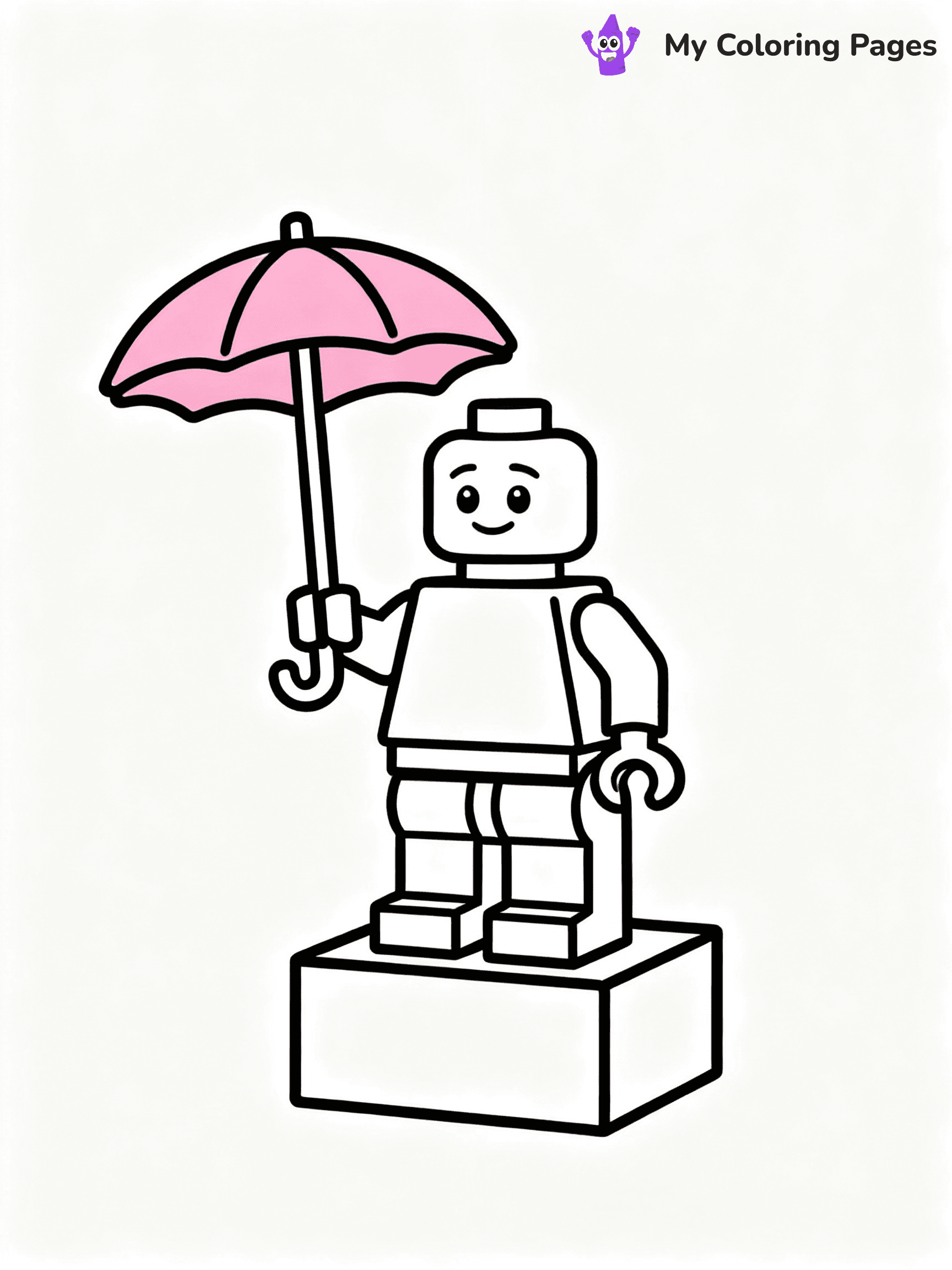 ⚠️ CRITICAL REQUIREMENT - ABSOLUTE BLACK AND WHITE ONLY ⚠️
This MUST be a BLACK AND WHITE line drawing ONLY. NO COLORS whatsoever.
- ONLY pure black lines (#000000) on pure white background (#FFFFFF)
- ABSOLUTELY NO colors, NO shading, NO gradients, NO grayscale
- If there are ANY colors in the output, the image is REJECTED
- This is a COLORING PAGE - meant to be COLORED IN by children
- The output must be UNCOLORED line art ready for coloring
⚠️ SUBJECT TO DRAW: LEGO Peach from Super Mario in LEGO style, holding a pink parasol, standing on a block platform
(REMEMBER: Output must be BLACK AND WHITE line art only, NOT colored!)
# COLORING PAGE: BLACK OUTLINES ONLY - WHITE BACKGROUND MANDATORY
Create a **coloring book page** using EXACTLY two values: black lines, white space.
## NON-NEGOTIABLE BINARY RULES
- **ONLY #000000 (black) and #FFFFFF (white)** - NO other values exist
- **EVERY PIXEL = BLACK OR WHITE** - no gray/shading/antialiasing
- **WHITE BACKGROUND MANDATORY** - entire canvas stays white
- **ALL SHAPES HOLLOW** - everything is empty outlines waiting to be colored
- **FORBIDDEN:** fills, shading, gradients, patterns, textures, colors
- **NO SOLID REGIONS** - if it's not a thin line, it's wrong
## Universal Line Standards
- Black outlines ONLY - thin, uniform weight
- Every shape completely empty inside
- Closed contours suitable for coloring
- Simple flat illustration - zero depth/3D/realism
- **Style:** Whimsical Doodle Art Alley - rounded, friendly outlines (unless specified)
## Everything = Outline Only
- Characters/animals: hollow shapes
- Objects/clothing: empty contours
- Backgrounds/scenery: line work only
- Natural elements: outlined forms
- Dark/night areas: don't exist (use outlined symbols)
- Textures/patterns: convert to simple lines
## The Test
Can a child color EVERY white space with crayons? If any area is pre-filled/shaded/gray or colored in, it FAILS. Every shape must be waiting to receive color.
**FINAL OUTPUT**: Binary coloring page. Black lines define shapes. White spaces ready for coloring. Nothing else exists. No exceptions. Print-ready.
⚠️ FINAL REMINDER: Draw the subject "LEGO Peach from Super Mario in LEGO style, holding a pink parasol, standing on a block platform" as BLACK AND WHITE line art. Zero colors in output.