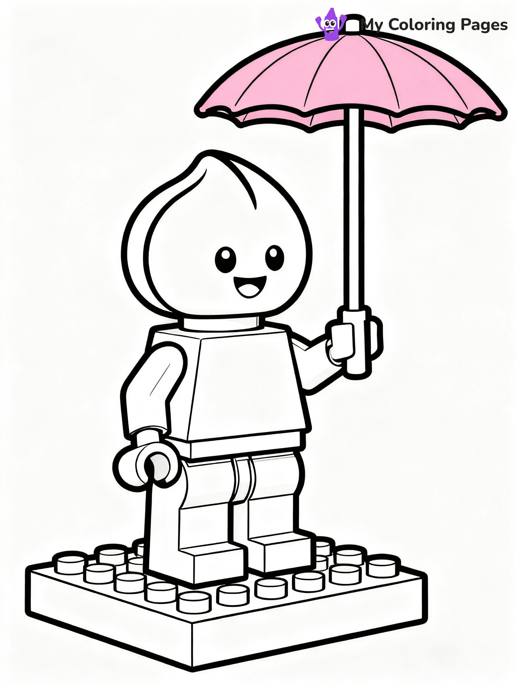 ⚠️ CRITICAL REQUIREMENT - ABSOLUTE BLACK AND WHITE ONLY ⚠️
This MUST be a BLACK AND WHITE line drawing ONLY. NO COLORS whatsoever.
- ONLY pure black lines (#000000) on pure white background (#FFFFFF)
- ABSOLUTELY NO colors, NO shading, NO gradients, NO grayscale
- If there are ANY colors in the output, the image is REJECTED
- This is a COLORING PAGE - meant to be COLORED IN by children
- The output must be UNCOLORED line art ready for coloring
⚠️ SUBJECT TO DRAW: LEGO Peach from Super Mario in LEGO style, holding a pink parasol, standing on a block platform
(REMEMBER: Output must be BLACK AND WHITE line art only, NOT colored!)
# COLORING PAGE: BLACK OUTLINES ONLY - WHITE BACKGROUND MANDATORY
Create a **coloring book page** using EXACTLY two values: black lines, white space.
## NON-NEGOTIABLE BINARY RULES
- **ONLY #000000 (black) and #FFFFFF (white)** - NO other values exist
- **EVERY PIXEL = BLACK OR WHITE** - no gray/shading/antialiasing
- **WHITE BACKGROUND MANDATORY** - entire canvas stays white
- **ALL SHAPES HOLLOW** - everything is empty outlines waiting to be colored
- **FORBIDDEN:** fills, shading, gradients, patterns, textures, colors
- **NO SOLID REGIONS** - if it's not a thin line, it's wrong
## Universal Line Standards
- Black outlines ONLY - thin, uniform weight
- Every shape completely empty inside
- Closed contours suitable for coloring
- Simple flat illustration - zero depth/3D/realism
- **Style:** Whimsical Doodle Art Alley - rounded, friendly outlines (unless specified)
## Everything = Outline Only
- Characters/animals: hollow shapes
- Objects/clothing: empty contours
- Backgrounds/scenery: line work only
- Natural elements: outlined forms
- Dark/night areas: don't exist (use outlined symbols)
- Textures/patterns: convert to simple lines
## The Test
Can a child color EVERY white space with crayons? If any area is pre-filled/shaded/gray or colored in, it FAILS. Every shape must be waiting to receive color.
**FINAL OUTPUT**: Binary coloring page. Black lines define shapes. White spaces ready for coloring. Nothing else exists. No exceptions. Print-ready.
⚠️ FINAL REMINDER: Draw the subject "LEGO Peach from Super Mario in LEGO style, holding a pink parasol, standing on a block platform" as BLACK AND WHITE line art. Zero colors in output.