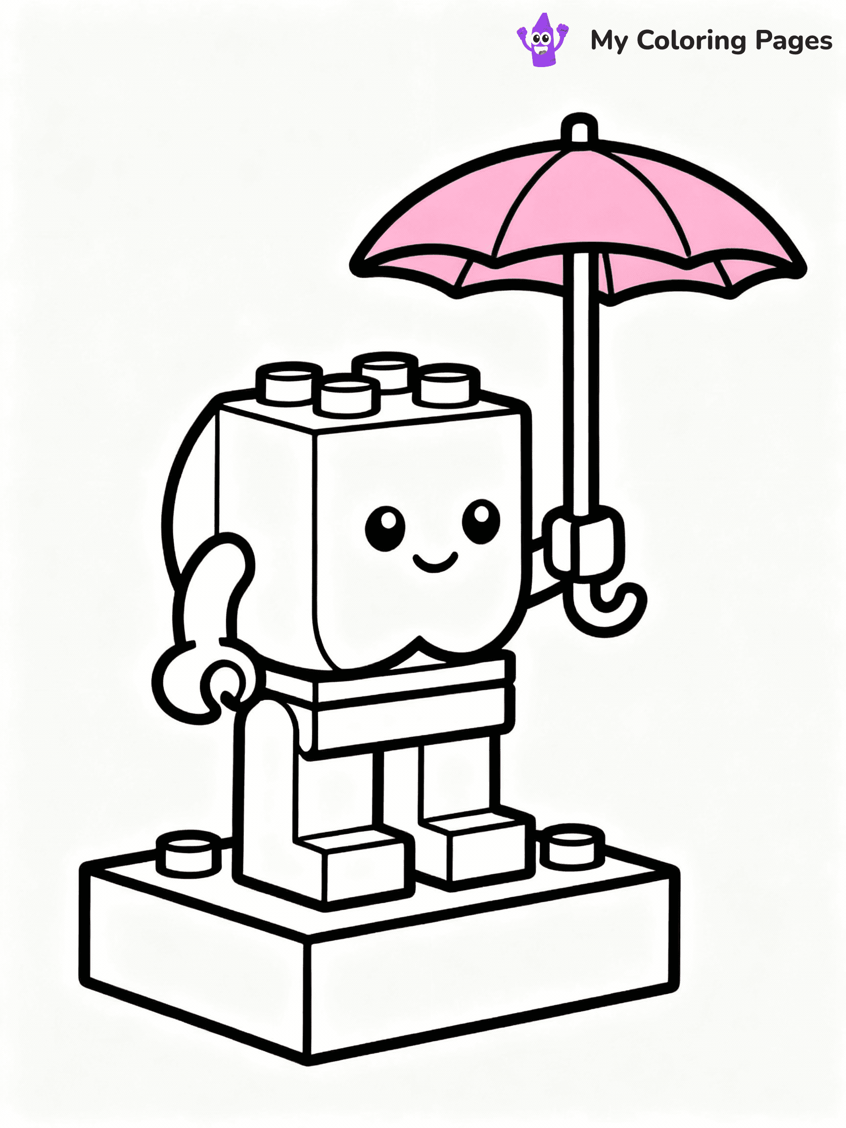 ⚠️ CRITICAL REQUIREMENT - ABSOLUTE BLACK AND WHITE ONLY ⚠️
This MUST be a BLACK AND WHITE line drawing ONLY. NO COLORS whatsoever.
- ONLY pure black lines (#000000) on pure white background (#FFFFFF)
- ABSOLUTELY NO colors, NO shading, NO gradients, NO grayscale
- If there are ANY colors in the output, the image is REJECTED
- This is a COLORING PAGE - meant to be COLORED IN by children
- The output must be UNCOLORED line art ready for coloring
⚠️ SUBJECT TO DRAW: LEGO Peach from Super Mario in LEGO style, holding a pink parasol, standing on a block platform
(REMEMBER: Output must be BLACK AND WHITE line art only, NOT colored!)
# COLORING PAGE: BLACK OUTLINES ONLY - WHITE BACKGROUND MANDATORY
Create a **coloring book page** using EXACTLY two values: black lines, white space.
## NON-NEGOTIABLE BINARY RULES
- **ONLY #000000 (black) and #FFFFFF (white)** - NO other values exist
- **EVERY PIXEL = BLACK OR WHITE** - no gray/shading/antialiasing
- **WHITE BACKGROUND MANDATORY** - entire canvas stays white
- **ALL SHAPES HOLLOW** - everything is empty outlines waiting to be colored
- **FORBIDDEN:** fills, shading, gradients, patterns, textures, colors
- **NO SOLID REGIONS** - if it's not a thin line, it's wrong
## Universal Line Standards
- Black outlines ONLY - thin, uniform weight
- Every shape completely empty inside
- Closed contours suitable for coloring
- Simple flat illustration - zero depth/3D/realism
- **Style:** Whimsical Doodle Art Alley - rounded, friendly outlines (unless specified)
## Everything = Outline Only
- Characters/animals: hollow shapes
- Objects/clothing: empty contours
- Backgrounds/scenery: line work only
- Natural elements: outlined forms
- Dark/night areas: don't exist (use outlined symbols)
- Textures/patterns: convert to simple lines
## The Test
Can a child color EVERY white space with crayons? If any area is pre-filled/shaded/gray or colored in, it FAILS. Every shape must be waiting to receive color.
**FINAL OUTPUT**: Binary coloring page. Black lines define shapes. White spaces ready for coloring. Nothing else exists. No exceptions. Print-ready.
⚠️ FINAL REMINDER: Draw the subject "LEGO Peach from Super Mario in LEGO style, holding a pink parasol, standing on a block platform" as BLACK AND WHITE line art. Zero colors in output.