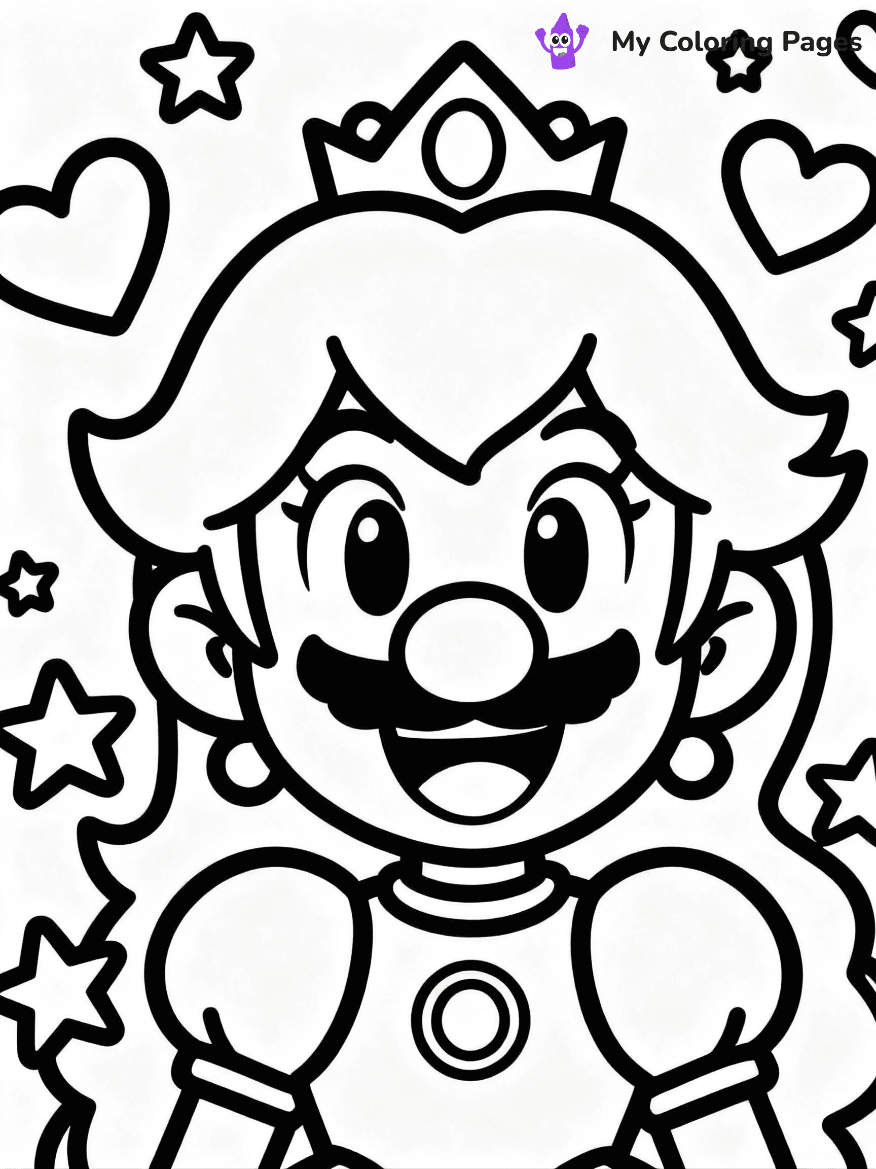 ⚠️ CRITICAL REQUIREMENT - ABSOLUTE BLACK AND WHITE ONLY ⚠️
This MUST be a BLACK AND WHITE line drawing ONLY. NO COLORS whatsoever.
- ONLY pure black lines (#000000) on pure white background (#FFFFFF)
- ABSOLUTELY NO colors, NO shading, NO gradients, NO grayscale
- If there are ANY colors in the output, the image is REJECTED
- This is a COLORING PAGE - meant to be COLORED IN by children
- The output must be UNCOLORED line art ready for coloring
⚠️ SUBJECT TO DRAW: Kawaii Princess Peach from Super Mario in cute kawaii style, smiling widely, surrounded by hearts and stars
(REMEMBER: Output must be BLACK AND WHITE line art only, NOT colored!)
# COLORING PAGE: BLACK OUTLINES ONLY - WHITE BACKGROUND MANDATORY
Create a **coloring book page** using EXACTLY two values: black lines, white space.
## NON-NEGOTIABLE BINARY RULES
- **ONLY #000000 (black) and #FFFFFF (white)** - NO other values exist
- **EVERY PIXEL = BLACK OR WHITE** - no gray/shading/antialiasing
- **WHITE BACKGROUND MANDATORY** - entire canvas stays white
- **ALL SHAPES HOLLOW** - everything is empty outlines waiting to be colored
- **FORBIDDEN:** fills, shading, gradients, patterns, textures, colors
- **NO SOLID REGIONS** - if it's not a thin line, it's wrong
## Universal Line Standards
- Black outlines ONLY - thin, uniform weight
- Every shape completely empty inside
- Closed contours suitable for coloring
- Simple flat illustration - zero depth/3D/realism
- **Style:** Whimsical Doodle Art Alley - rounded, friendly outlines (unless specified)
## Everything = Outline Only
- Characters/animals: hollow shapes
- Objects/clothing: empty contours
- Backgrounds/scenery: line work only
- Natural elements: outlined forms
- Dark/night areas: don't exist (use outlined symbols)
- Textures/patterns: convert to simple lines
## The Test
Can a child color EVERY white space with crayons? If any area is pre-filled/shaded/gray or colored in, it FAILS. Every shape must be waiting to receive color.
**FINAL OUTPUT**: Binary coloring page. Black lines define shapes. White spaces ready for coloring. Nothing else exists. No exceptions. Print-ready.
⚠️ FINAL REMINDER: Draw the subject "Kawaii Princess Peach from Super Mario in cute kawaii style, smiling widely, surrounded by hearts and stars" as BLACK AND WHITE line art. Zero colors in output.