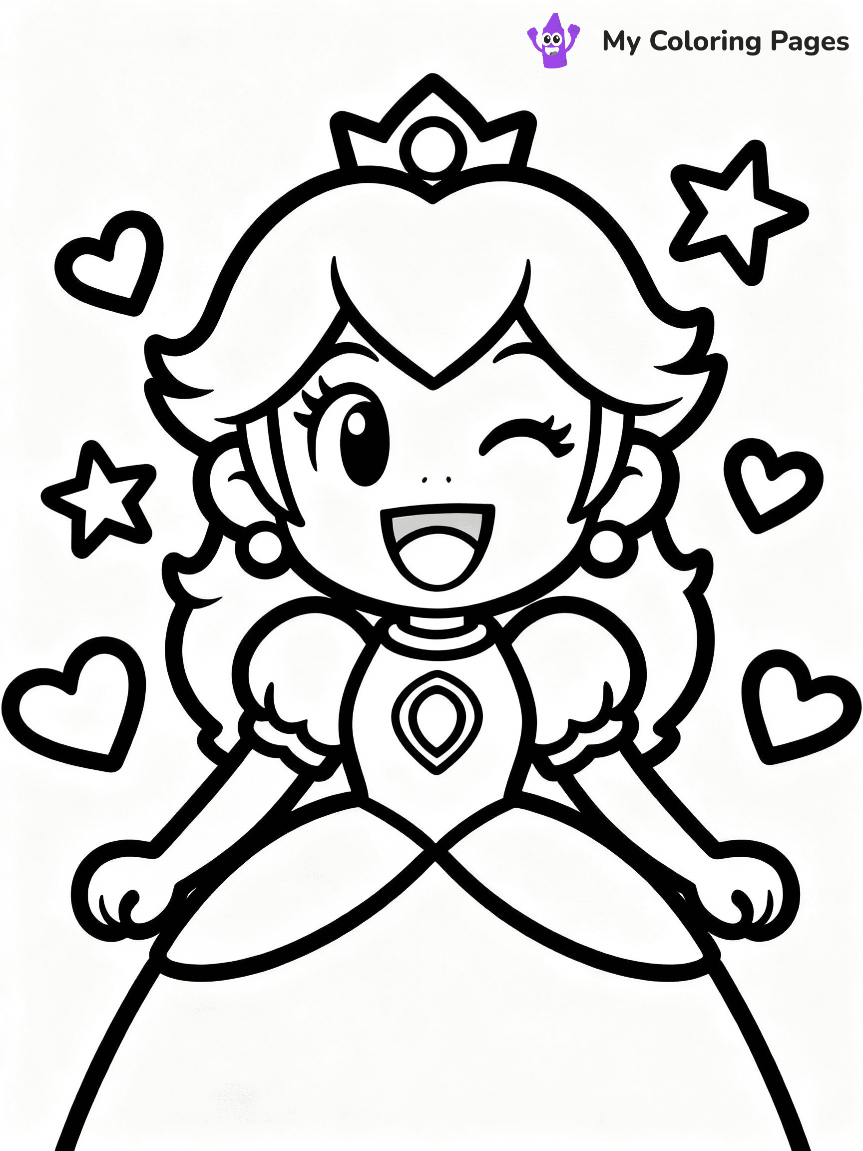 ⚠️ CRITICAL REQUIREMENT - ABSOLUTE BLACK AND WHITE ONLY ⚠️
This MUST be a BLACK AND WHITE line drawing ONLY. NO COLORS whatsoever.
- ONLY pure black lines (#000000) on pure white background (#FFFFFF)
- ABSOLUTELY NO colors, NO shading, NO gradients, NO grayscale
- If there are ANY colors in the output, the image is REJECTED
- This is a COLORING PAGE - meant to be COLORED IN by children
- The output must be UNCOLORED line art ready for coloring
⚠️ SUBJECT TO DRAW: Kawaii Princess Peach from Super Mario in cute kawaii style, smiling widely, surrounded by hearts and stars
(REMEMBER: Output must be BLACK AND WHITE line art only, NOT colored!)
# COLORING PAGE: BLACK OUTLINES ONLY - WHITE BACKGROUND MANDATORY
Create a **coloring book page** using EXACTLY two values: black lines, white space.
## NON-NEGOTIABLE BINARY RULES
- **ONLY #000000 (black) and #FFFFFF (white)** - NO other values exist
- **EVERY PIXEL = BLACK OR WHITE** - no gray/shading/antialiasing
- **WHITE BACKGROUND MANDATORY** - entire canvas stays white
- **ALL SHAPES HOLLOW** - everything is empty outlines waiting to be colored
- **FORBIDDEN:** fills, shading, gradients, patterns, textures, colors
- **NO SOLID REGIONS** - if it's not a thin line, it's wrong
## Universal Line Standards
- Black outlines ONLY - thin, uniform weight
- Every shape completely empty inside
- Closed contours suitable for coloring
- Simple flat illustration - zero depth/3D/realism
- **Style:** Whimsical Doodle Art Alley - rounded, friendly outlines (unless specified)
## Everything = Outline Only
- Characters/animals: hollow shapes
- Objects/clothing: empty contours
- Backgrounds/scenery: line work only
- Natural elements: outlined forms
- Dark/night areas: don't exist (use outlined symbols)
- Textures/patterns: convert to simple lines
## The Test
Can a child color EVERY white space with crayons? If any area is pre-filled/shaded/gray or colored in, it FAILS. Every shape must be waiting to receive color.
**FINAL OUTPUT**: Binary coloring page. Black lines define shapes. White spaces ready for coloring. Nothing else exists. No exceptions. Print-ready.
⚠️ FINAL REMINDER: Draw the subject "Kawaii Princess Peach from Super Mario in cute kawaii style, smiling widely, surrounded by hearts and stars" as BLACK AND WHITE line art. Zero colors in output.