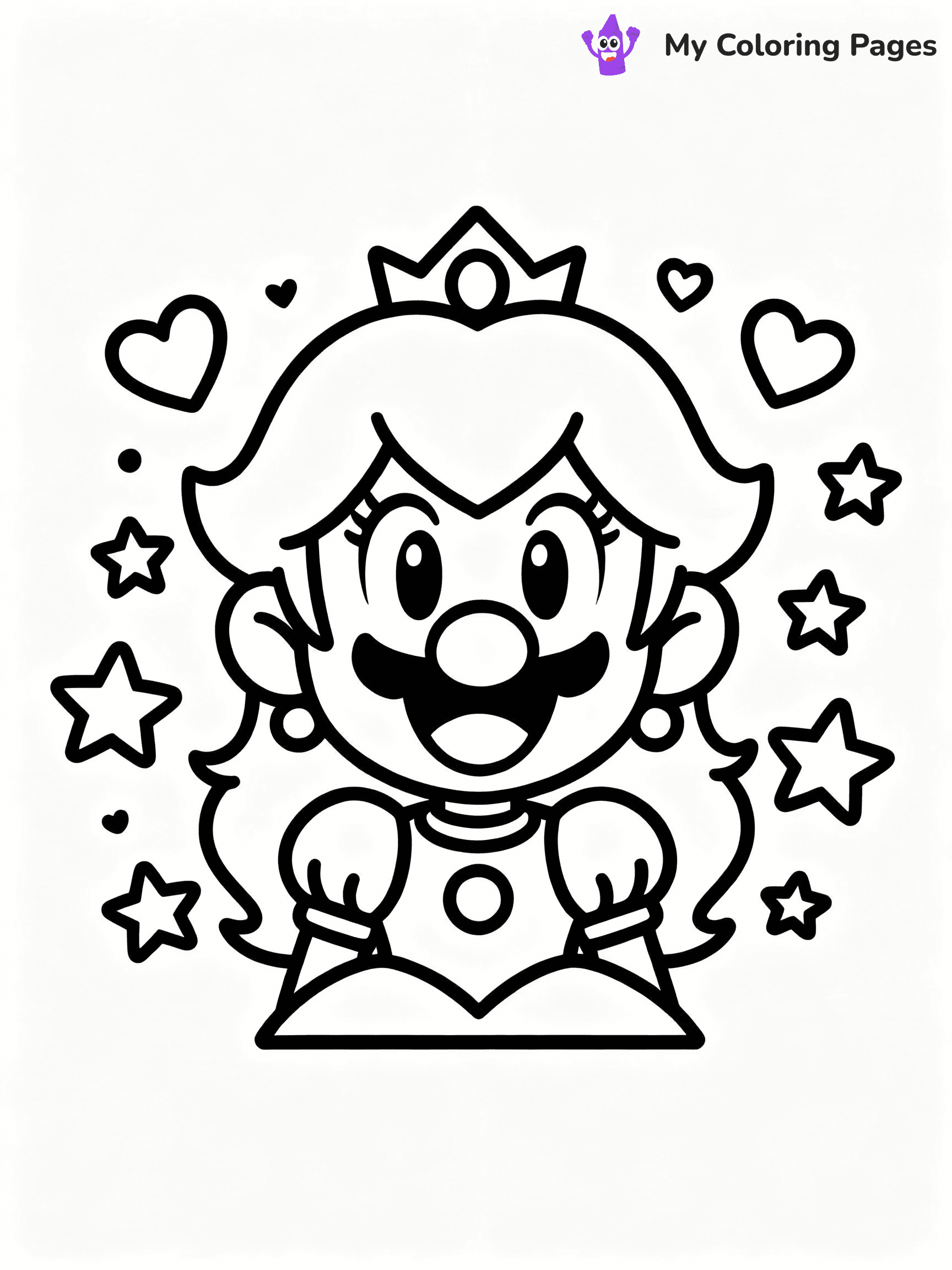 ⚠️ CRITICAL REQUIREMENT - ABSOLUTE BLACK AND WHITE ONLY ⚠️
This MUST be a BLACK AND WHITE line drawing ONLY. NO COLORS whatsoever.
- ONLY pure black lines (#000000) on pure white background (#FFFFFF)
- ABSOLUTELY NO colors, NO shading, NO gradients, NO grayscale
- If there are ANY colors in the output, the image is REJECTED
- This is a COLORING PAGE - meant to be COLORED IN by children
- The output must be UNCOLORED line art ready for coloring
⚠️ SUBJECT TO DRAW: Kawaii Princess Peach from Super Mario in cute kawaii style, smiling widely, surrounded by hearts and stars
(REMEMBER: Output must be BLACK AND WHITE line art only, NOT colored!)
# COLORING PAGE: BLACK OUTLINES ONLY - WHITE BACKGROUND MANDATORY
Create a **coloring book page** using EXACTLY two values: black lines, white space.
## NON-NEGOTIABLE BINARY RULES
- **ONLY #000000 (black) and #FFFFFF (white)** - NO other values exist
- **EVERY PIXEL = BLACK OR WHITE** - no gray/shading/antialiasing
- **WHITE BACKGROUND MANDATORY** - entire canvas stays white
- **ALL SHAPES HOLLOW** - everything is empty outlines waiting to be colored
- **FORBIDDEN:** fills, shading, gradients, patterns, textures, colors
- **NO SOLID REGIONS** - if it's not a thin line, it's wrong
## Universal Line Standards
- Black outlines ONLY - thin, uniform weight
- Every shape completely empty inside
- Closed contours suitable for coloring
- Simple flat illustration - zero depth/3D/realism
- **Style:** Whimsical Doodle Art Alley - rounded, friendly outlines (unless specified)
## Everything = Outline Only
- Characters/animals: hollow shapes
- Objects/clothing: empty contours
- Backgrounds/scenery: line work only
- Natural elements: outlined forms
- Dark/night areas: don't exist (use outlined symbols)
- Textures/patterns: convert to simple lines
## The Test
Can a child color EVERY white space with crayons? If any area is pre-filled/shaded/gray or colored in, it FAILS. Every shape must be waiting to receive color.
**FINAL OUTPUT**: Binary coloring page. Black lines define shapes. White spaces ready for coloring. Nothing else exists. No exceptions. Print-ready.
⚠️ FINAL REMINDER: Draw the subject "Kawaii Princess Peach from Super Mario in cute kawaii style, smiling widely, surrounded by hearts and stars" as BLACK AND WHITE line art. Zero colors in output.