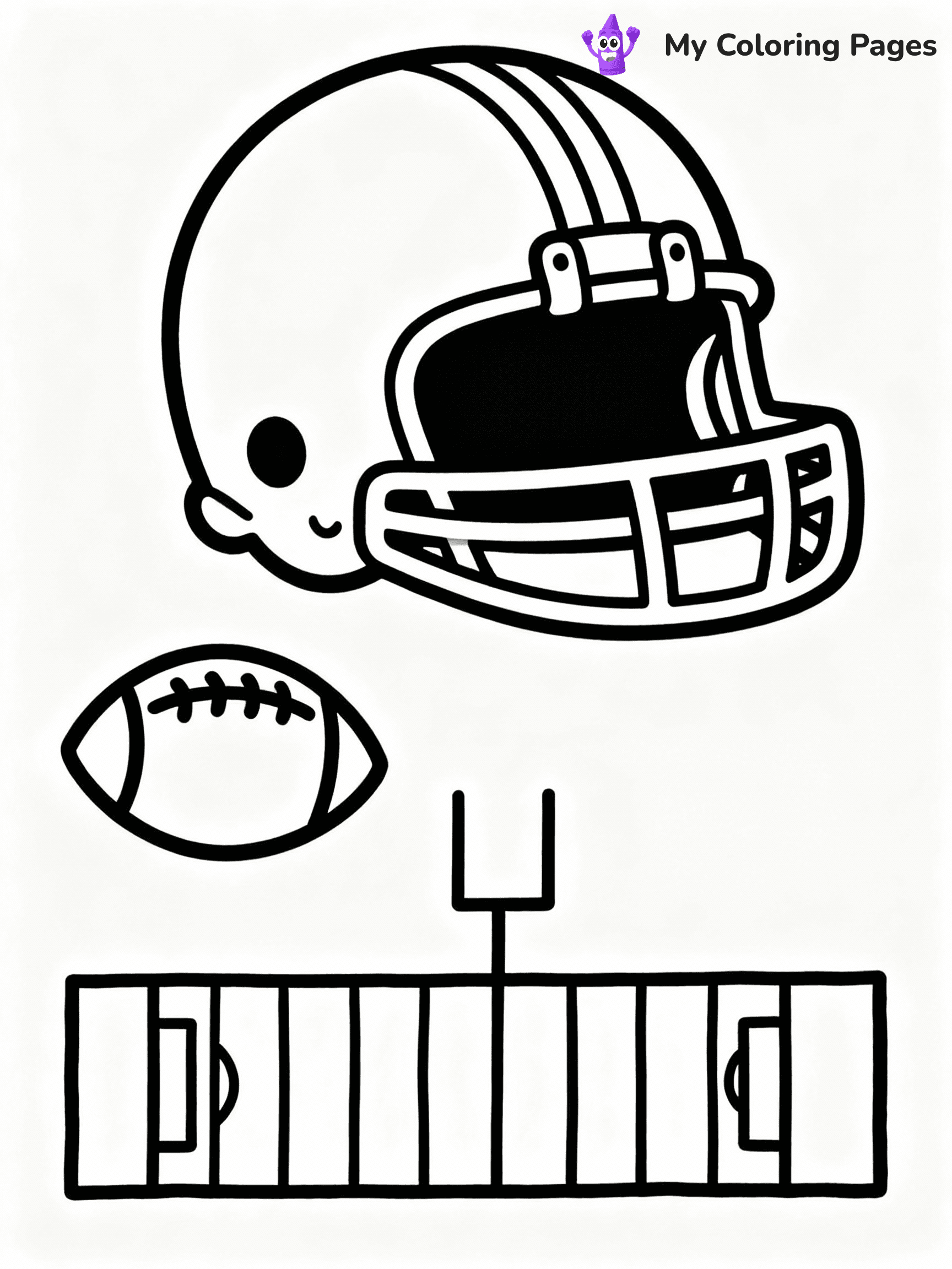 ⚠️ CRITICAL REQUIREMENT - ABSOLUTE BLACK AND WHITE ONLY ⚠️
This MUST be a BLACK AND WHITE line drawing ONLY. NO COLORS whatsoever.
- ONLY pure black lines (#000000) on pure white background (#FFFFFF)
- ABSOLUTELY NO colors, NO shading, NO gradients, NO grayscale
- If there are ANY colors in the output, the image is REJECTED
- This is a COLORING PAGE - meant to be COLORED IN by children
- The output must be UNCOLORED line art ready for coloring
⚠️ SUBJECT TO DRAW: Football equipment including a helmet and a ball, detailed textures, outlined on a field, simple style
(REMEMBER: Output must be BLACK AND WHITE line art only, NOT colored!)
# COLORING PAGE: BLACK OUTLINES ONLY - WHITE BACKGROUND MANDATORY
Create a **coloring book page** using EXACTLY two values: black lines, white space.
## NON-NEGOTIABLE BINARY RULES
- **ONLY #000000 (black) and #FFFFFF (white)** - NO other values exist
- **EVERY PIXEL = BLACK OR WHITE** - no gray/shading/antialiasing
- **WHITE BACKGROUND MANDATORY** - entire canvas stays white
- **ALL SHAPES HOLLOW** - everything is empty outlines waiting to be colored
- **FORBIDDEN:** fills, shading, gradients, patterns, textures, colors
- **NO SOLID REGIONS** - if it's not a thin line, it's wrong
## Universal Line Standards
- Black outlines ONLY - thin, uniform weight
- Every shape completely empty inside
- Closed contours suitable for coloring
- Simple flat illustration - zero depth/3D/realism
- **Style:** Whimsical Doodle Art Alley - rounded, friendly outlines (unless specified)
## Everything = Outline Only
- Characters/animals: hollow shapes
- Objects/clothing: empty contours
- Backgrounds/scenery: line work only
- Natural elements: outlined forms
- Dark/night areas: don't exist (use outlined symbols)
- Textures/patterns: convert to simple lines
## The Test
Can a child color EVERY white space with crayons? If any area is pre-filled/shaded/gray, it FAILS. Every shape must be waiting to receive color.
**FINAL OUTPUT**: Binary coloring page. Black lines define shapes. White spaces ready for coloring. Nothing else exists. No exceptions. Print-ready.
⚠️ FINAL REMINDER: Draw the subject "Football equipment including a helmet and a ball, detailed textures, outlined on a field, simple style" as BLACK AND WHITE line art. Zero colors in output.
