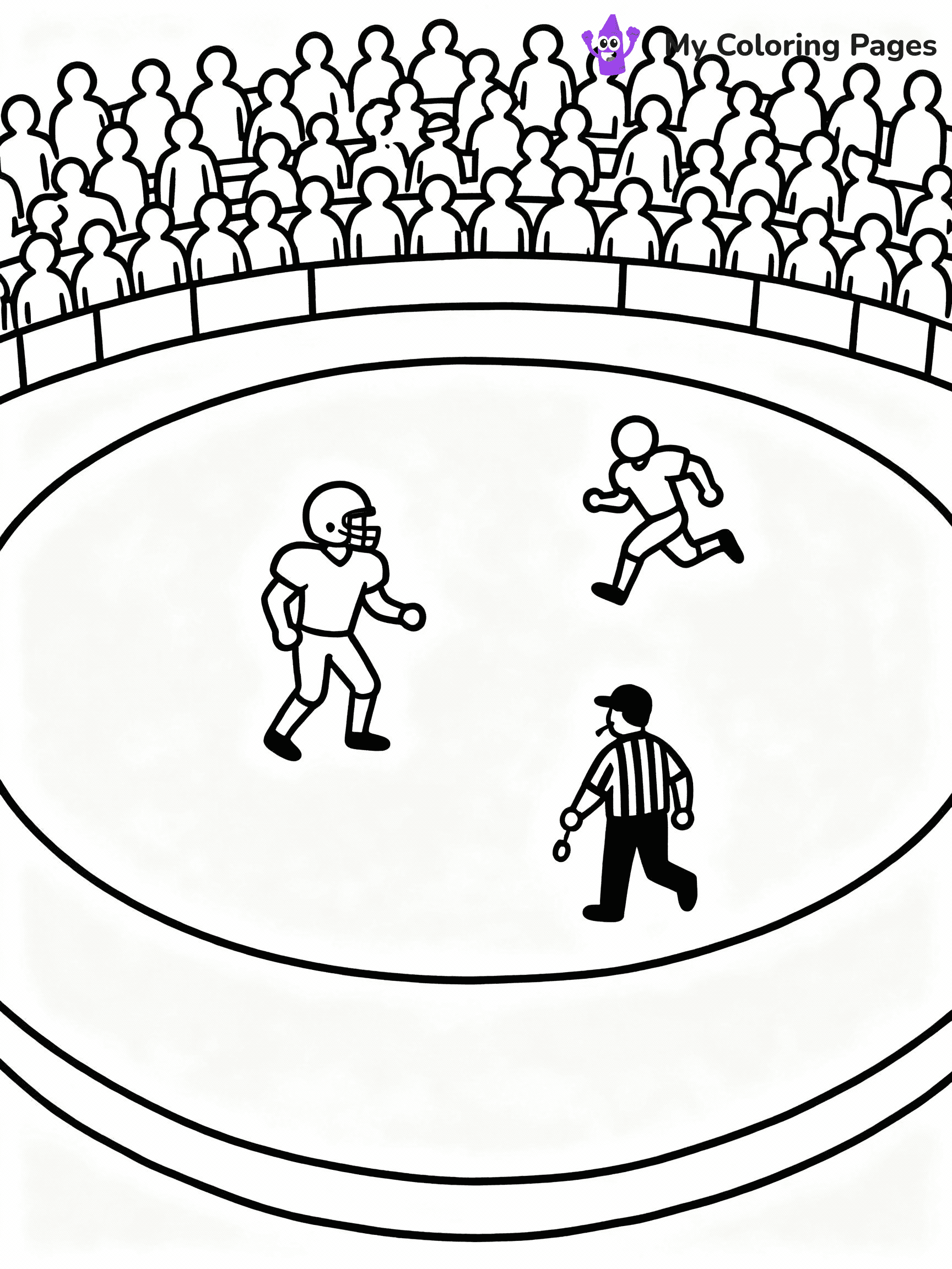 ⚠️ CRITICAL REQUIREMENT - ABSOLUTE BLACK AND WHITE ONLY ⚠️
This MUST be a BLACK AND WHITE line drawing ONLY. NO COLORS whatsoever.
- ONLY pure black lines (#000000) on pure white background (#FFFFFF)
- ABSOLUTELY NO colors, NO shading, NO gradients, NO grayscale
- If there are ANY colors in the output, the image is REJECTED
- This is a COLORING PAGE - meant to be COLORED IN by children
- The output must be UNCOLORED line art ready for coloring
⚠️ SUBJECT TO DRAW: Superbowl Football Game
(REMEMBER: Output must be BLACK AND WHITE line art only, NOT colored!)
# COLORING PAGE: BLACK OUTLINES ONLY - WHITE BACKGROUND MANDATORY
Create a **coloring book page** using EXACTLY two values: black lines, white space.
## NON-NEGOTIABLE BINARY RULES
- **ONLY #000000 (black) and #FFFFFF (white)** - NO other values exist
- **EVERY PIXEL = BLACK OR WHITE** - no gray/shading/antialiasing
- **WHITE BACKGROUND MANDATORY** - entire canvas stays white
- **ALL SHAPES HOLLOW** - everything is empty outlines waiting to be colored
- **FORBIDDEN:** fills, shading, gradients, patterns, textures, colors
- **NO SOLID REGIONS** - if it's not a thin line, it's wrong
## Universal Line Standards
- Black outlines ONLY - thin, uniform weight
- Every shape completely empty inside
- Closed contours suitable for coloring
- Simple flat illustration - zero depth/3D/realism
- **Style:** Whimsical Doodle Art Alley - rounded, friendly outlines (unless specified)
## Everything = Outline Only
- Characters/animals: hollow shapes
- Objects/clothing: empty contours
- Backgrounds/scenery: line work only
- Natural elements: outlined forms
- Dark/night areas: don't exist (use outlined symbols)
- Textures/patterns: convert to simple lines
## The Test
Can a child color EVERY white space with crayons? If any area is pre-filled/shaded/gray, it FAILS. Every shape must be waiting to receive color.
**FINAL OUTPUT**: Binary coloring page. Black lines define shapes. White spaces ready for coloring. Nothing else exists. No exceptions. Print-ready.
⚠️ FINAL REMINDER: Draw the subject "Superbowl Football Game" as BLACK AND WHITE line art. Zero colors in output.