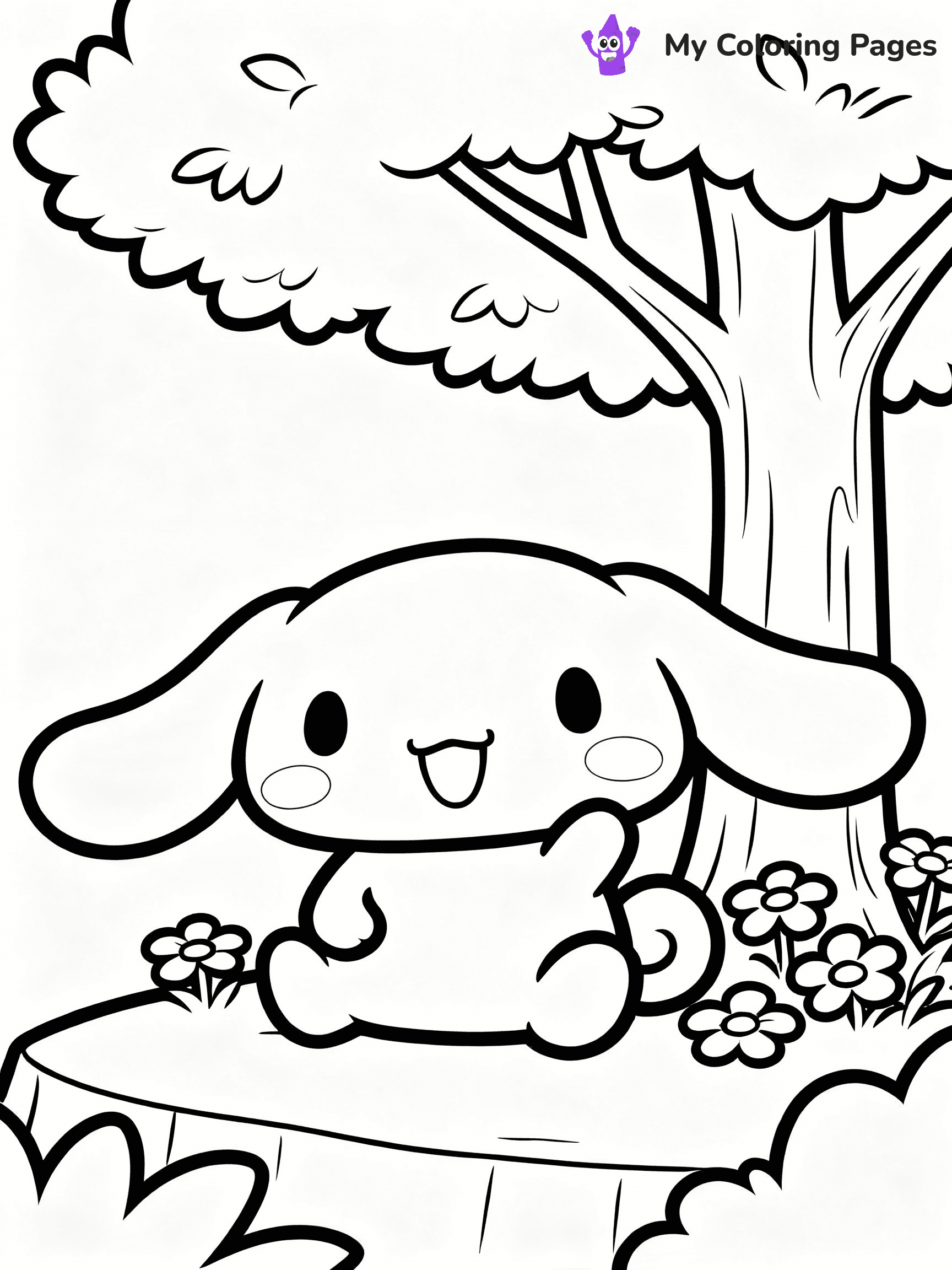 ⚠️ CRITICAL REQUIREMENT - ABSOLUTE BLACK AND WHITE ONLY ⚠️
This MUST be a BLACK AND WHITE line drawing ONLY. NO COLORS whatsoever.
- ONLY pure black lines (#000000) on pure white background (#FFFFFF)
- ABSOLUTELY NO colors, NO shading, NO gradients, NO grayscale
- If there are ANY colors in the output, the image is REJECTED
- This is a COLORING PAGE - meant to be COLORED IN by children
- The output must be UNCOLORED line art ready for coloring
⚠️ SUBJECT TO DRAW: Cinnamoroll from Cinnamoroll sitting under a tree, big smile, flowers around. Important: PURE OUTLINES. NO FILLS, COLOR, SHADING, OR GREYSCALE. WHITE BACKGROUND.
(REMEMBER: Output must be BLACK AND WHITE line art only, NOT colored!)
# Flat, Friendly Cartoon Line-Art Coloring Page
You are generating a **pure black-and-white binary image** of a child-friendly cartoon scene combining characters and background scenery in one cohesive composition.
## Rendering Rules (Strict)
- Only two colors: pure black (#000000) outlines and pure white (#FFFFFF) background.
- No grayscale, shading, gradients, tints, fills, transparency, or partial pixels.
- No antialiasing or blended edges; every pixel is 100% black or white.
- No solid black fills inside shapes — all areas inside outlines must remain white.
- No dark clothing areas or filled tone blocks; all garments outlined only.
- No shadows, textures, lighting, or tonal variations.
- Must look like flat binary vector line-art for coloring pages.
## Drawing & Composition
- **Medium, consistent line weight**; clean closed outlines easy to color inside.
- **Flat, simple, child-friendly design** — no realism or 3D depth.
- Characters are **grounded on a surface**, centered and large.
- **Balanced composition** with clear silhouettes and minimal props.
## Scenery & Style
- Landmarks (e.g., mosque, CN Tower) and scenery (trees, benches, waves) drawn with **black outlines only.**
- For real-world figures, teams, or places, show accurate details using only black outlines—no text or logos. Use distinctive uniform patterns, abstract symbols, and landmark silhouettes to convey identity.
- Keep **consistent perspective**; no floating elements.
- **Style:** whimsical **Doodle Art Alley** — rounded, friendly outlines.
- May adapt shapes from **Crayola, Disney, Peppa Pig, Cocomelon** — *by shape only, never color.*
- Final output: **flat, crisp, binary (#000000/#FFFFFF)**, **no filled color or background text.**
EXTREMELYE IMPORTANT:
- PURE BINARY LINE-ART; NO FILLS (HAIR/CLOTHES/SKIN), SHADING, OR GREY.
- NO SHADING, COLOR. MUST BE WHITE BACKGROUND.
⚠️ FINAL REMINDER: Draw the subject "Cinnamoroll from Cinnamoroll sitting under a tree, big smile, flowers around. Important: PURE OUTLINES. NO FILLS, COLOR, SHADING, OR GREYSCALE. WHITE BACKGROUND." as BLACK AND WHITE line art. Zero colors in output.