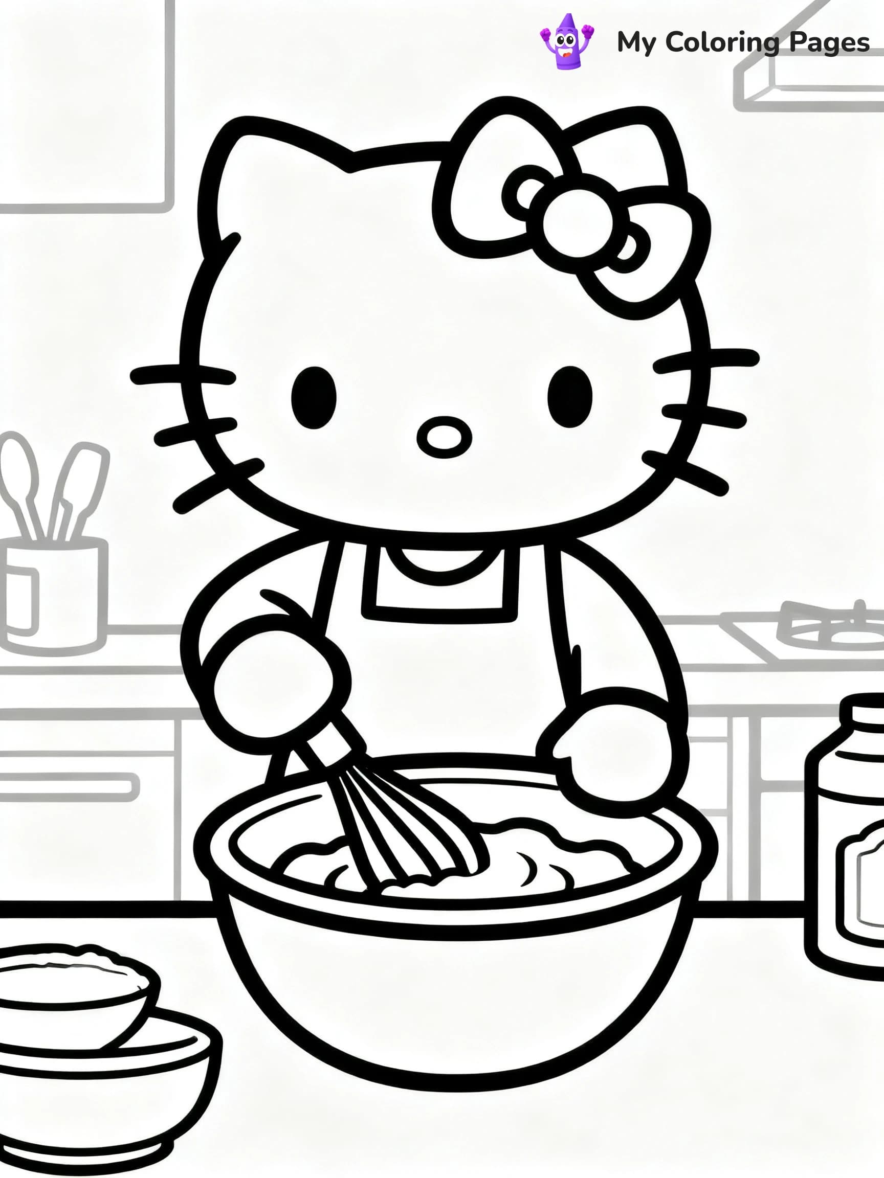 Hello Kitty Cooking Coloring Pages - 4