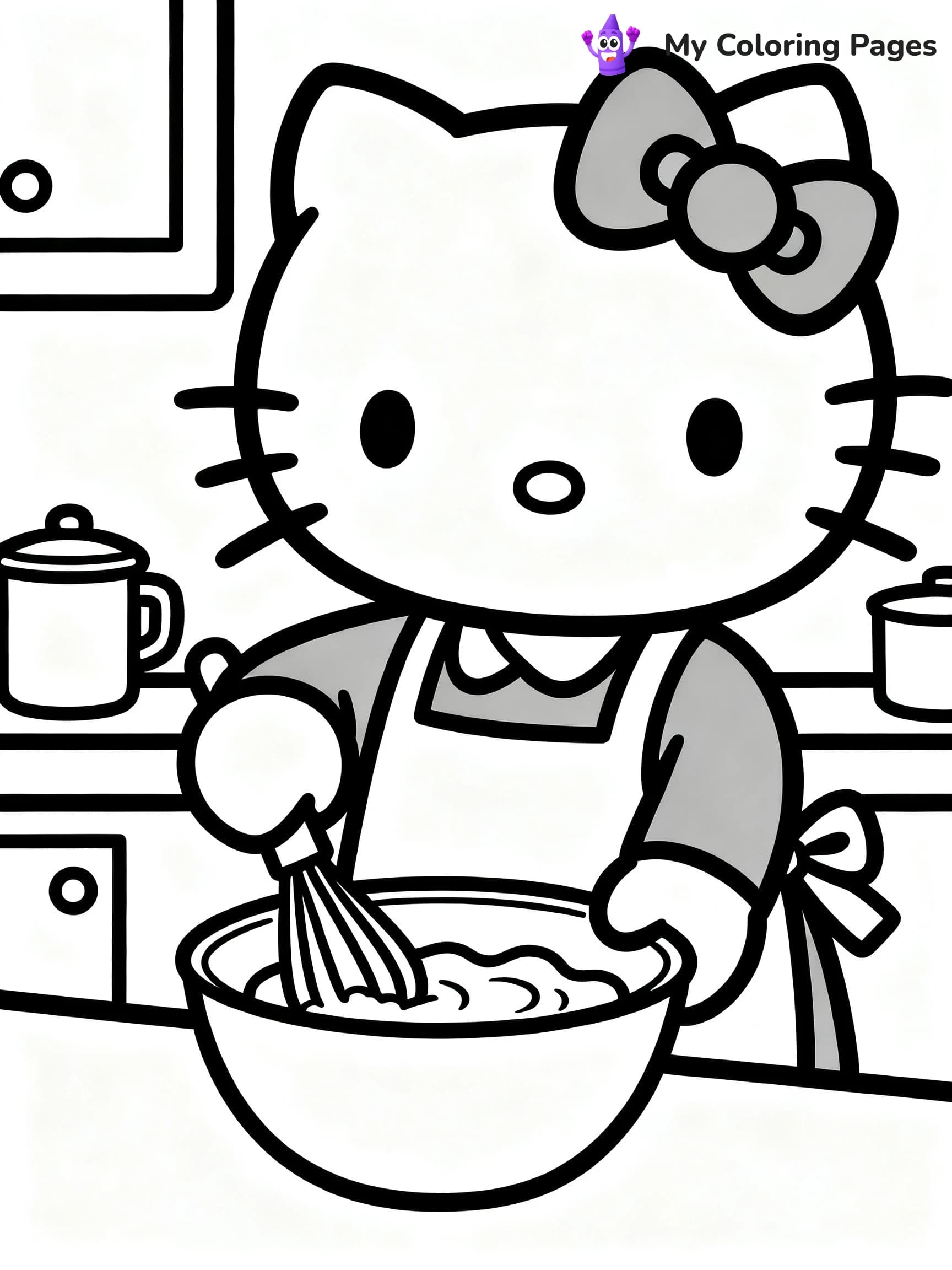 Hello Kitty Cooking Coloring Pages - 2