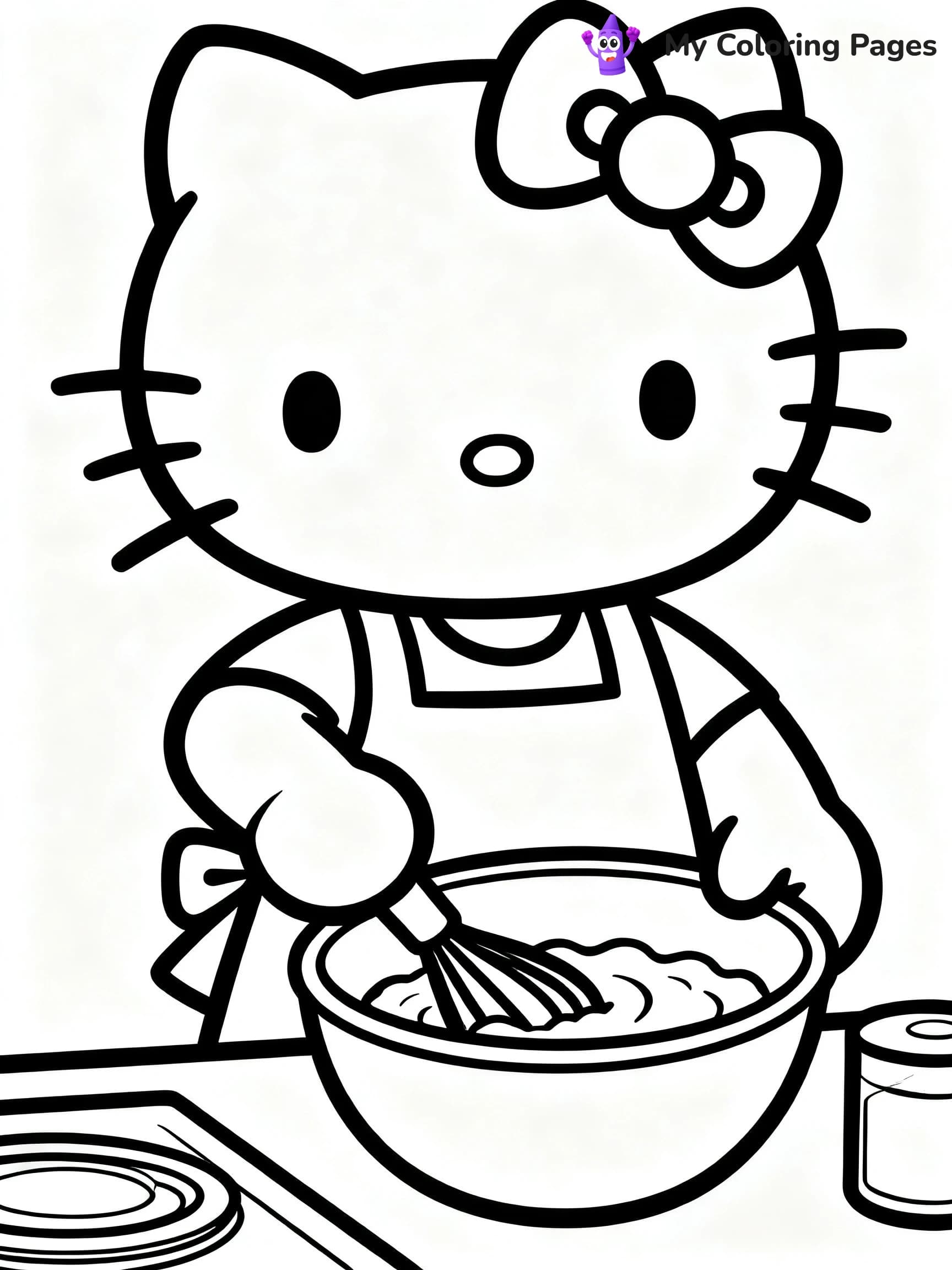 Hello Kitty Cooking Coloring Pages - 1