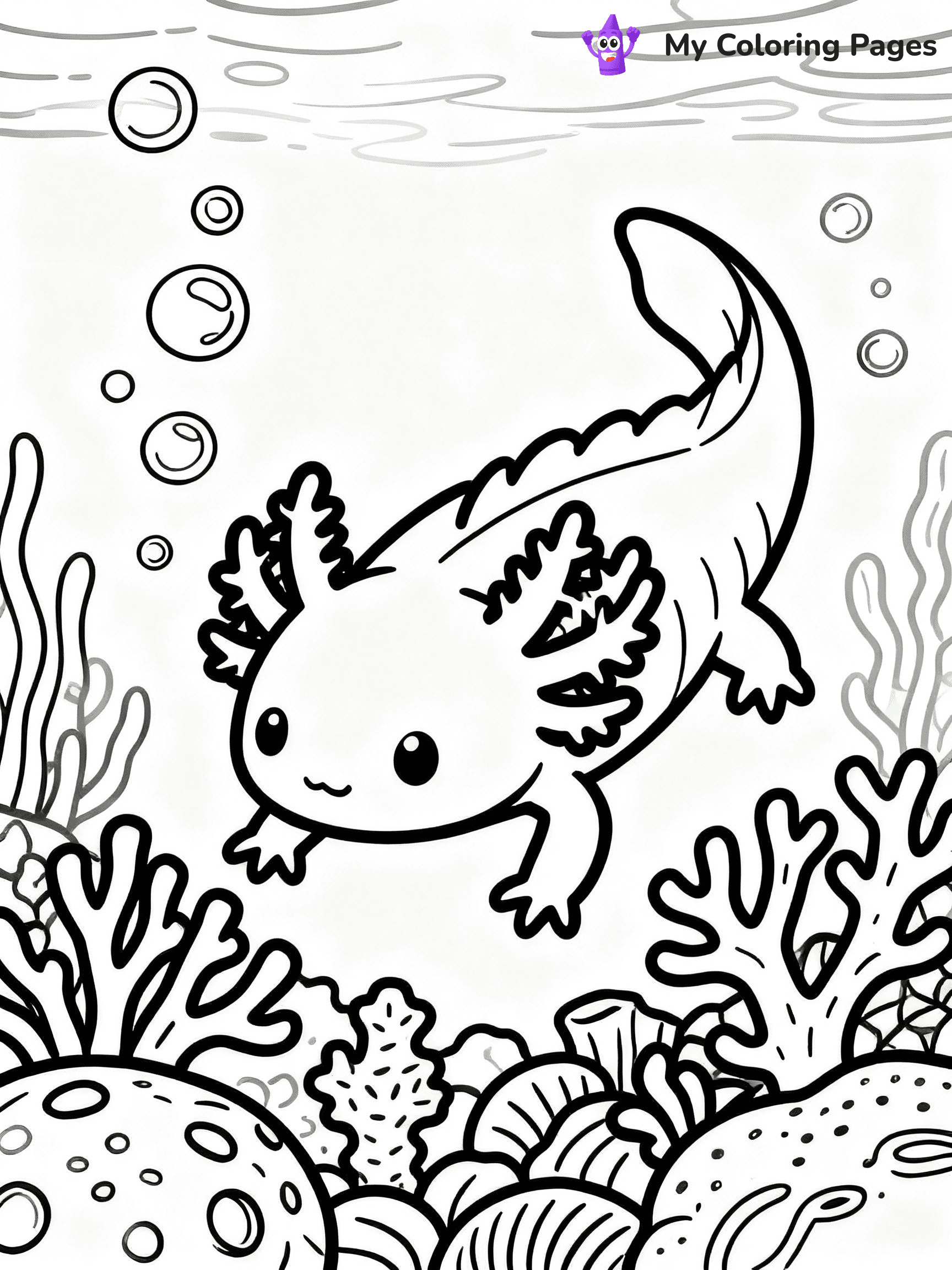 ⚠️ CRITICAL REQUIREMENT - ABSOLUTE BLACK AND WHITE ONLY ⚠️
This MUST be a BLACK AND WHITE line drawing ONLY. NO COLORS whatsoever.
- ONLY pure black lines (#000000) on pure white background (#FFFFFF)
- ABSOLUTELY NO colors, NO shading, NO gradients, NO grayscale
- If there are ANY colors in the output, the image is REJECTED
- This is a COLORING PAGE - meant to be COLORED IN by children
- The output must be UNCOLORED line art ready for coloring
⚠️ SUBJECT TO DRAW: Underwater axolotl exploring coral reef, surrounded by bubbles, detailed line art style
(REMEMBER: Output must be BLACK AND WHITE line art only, NOT colored!)
# COLORING PAGE: BLACK OUTLINES ONLY - WHITE BACKGROUND MANDATORY
Create a **coloring book page** using EXACTLY two values: black lines, white space.
## NON-NEGOTIABLE BINARY RULES
- **ONLY #000000 (black) and #FFFFFF (white)** - NO other values exist
- **EVERY PIXEL = BLACK OR WHITE** - no gray/shading/antialiasing
- **WHITE BACKGROUND MANDATORY** - entire canvas stays white
- **ALL SHAPES HOLLOW** - everything is empty outlines waiting to be colored
- **FORBIDDEN:** fills, shading, gradients, patterns, textures, colors
- **NO SOLID REGIONS** - if it's not a thin line, it's wrong
## Universal Line Standards
- Black outlines ONLY - thin, uniform weight
- Every shape completely empty inside
- Closed contours suitable for coloring
- Simple flat illustration - zero depth/3D/realism
- **Style:** Whimsical Doodle Art Alley - rounded, friendly outlines (unless specified)
## Everything = Outline Only
- Characters/animals: hollow shapes
- Objects/clothing: empty contours
- Backgrounds/scenery: line work only
- Natural elements: outlined forms
- Dark/night areas: don't exist (use outlined symbols)
- Textures/patterns: convert to simple lines
## The Test
Can a child color EVERY white space with crayons? If any area is pre-filled/shaded/gray or colored in, it FAILS. Every shape must be waiting to receive color.
**FINAL OUTPUT**: Binary coloring page. Black lines define shapes. White spaces ready for coloring. Nothing else exists. No exceptions. Print-ready.
⚠️ FINAL REMINDER: Draw the subject "Underwater axolotl exploring coral reef, surrounded by bubbles, detailed line art style" as BLACK AND WHITE line art. Zero colors in output.