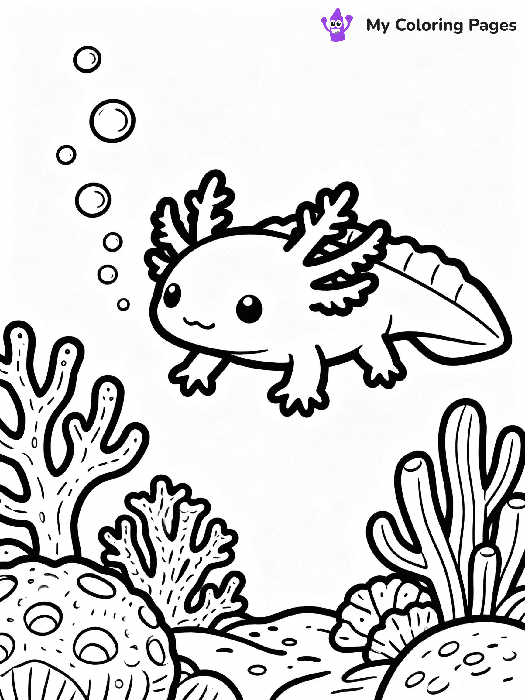 ⚠️ CRITICAL REQUIREMENT - ABSOLUTE BLACK AND WHITE ONLY ⚠️
This MUST be a BLACK AND WHITE line drawing ONLY. NO COLORS whatsoever.
- ONLY pure black lines (#000000) on pure white background (#FFFFFF)
- ABSOLUTELY NO colors, NO shading, NO gradients, NO grayscale
- If there are ANY colors in the output, the image is REJECTED
- This is a COLORING PAGE - meant to be COLORED IN by children
- The output must be UNCOLORED line art ready for coloring
⚠️ SUBJECT TO DRAW: Underwater axolotl exploring coral reef, surrounded by bubbles, detailed line art style
(REMEMBER: Output must be BLACK AND WHITE line art only, NOT colored!)
# COLORING PAGE: BLACK OUTLINES ONLY - WHITE BACKGROUND MANDATORY
Create a **coloring book page** using EXACTLY two values: black lines, white space.
## NON-NEGOTIABLE BINARY RULES
- **ONLY #000000 (black) and #FFFFFF (white)** - NO other values exist
- **EVERY PIXEL = BLACK OR WHITE** - no gray/shading/antialiasing
- **WHITE BACKGROUND MANDATORY** - entire canvas stays white
- **ALL SHAPES HOLLOW** - everything is empty outlines waiting to be colored
- **FORBIDDEN:** fills, shading, gradients, patterns, textures, colors
- **NO SOLID REGIONS** - if it's not a thin line, it's wrong
## Universal Line Standards
- Black outlines ONLY - thin, uniform weight
- Every shape completely empty inside
- Closed contours suitable for coloring
- Simple flat illustration - zero depth/3D/realism
- **Style:** Whimsical Doodle Art Alley - rounded, friendly outlines (unless specified)
## Everything = Outline Only
- Characters/animals: hollow shapes
- Objects/clothing: empty contours
- Backgrounds/scenery: line work only
- Natural elements: outlined forms
- Dark/night areas: don't exist (use outlined symbols)
- Textures/patterns: convert to simple lines
## The Test
Can a child color EVERY white space with crayons? If any area is pre-filled/shaded/gray or colored in, it FAILS. Every shape must be waiting to receive color.
**FINAL OUTPUT**: Binary coloring page. Black lines define shapes. White spaces ready for coloring. Nothing else exists. No exceptions. Print-ready.
⚠️ FINAL REMINDER: Draw the subject "Underwater axolotl exploring coral reef, surrounded by bubbles, detailed line art style" as BLACK AND WHITE line art. Zero colors in output.