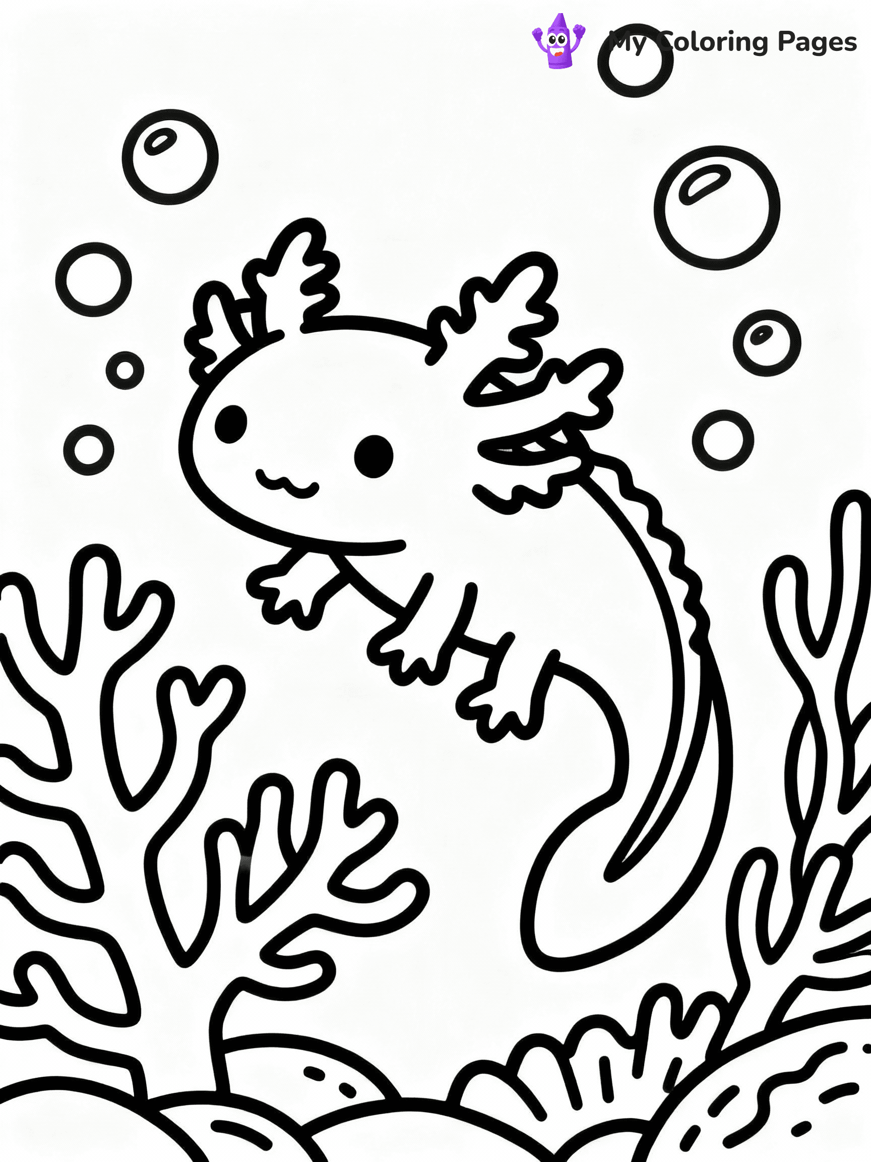 ⚠️ CRITICAL REQUIREMENT - ABSOLUTE BLACK AND WHITE ONLY ⚠️
This MUST be a BLACK AND WHITE line drawing ONLY. NO COLORS whatsoever.
- ONLY pure black lines (#000000) on pure white background (#FFFFFF)
- ABSOLUTELY NO colors, NO shading, NO gradients, NO grayscale
- If there are ANY colors in the output, the image is REJECTED
- This is a COLORING PAGE - meant to be COLORED IN by children
- The output must be UNCOLORED line art ready for coloring
⚠️ SUBJECT TO DRAW: Underwater axolotl exploring coral reef, surrounded by bubbles, detailed line art style
(REMEMBER: Output must be BLACK AND WHITE line art only, NOT colored!)
# COLORING PAGE: BLACK OUTLINES ONLY - WHITE BACKGROUND MANDATORY
Create a **coloring book page** using EXACTLY two values: black lines, white space.
## NON-NEGOTIABLE BINARY RULES
- **ONLY #000000 (black) and #FFFFFF (white)** - NO other values exist
- **EVERY PIXEL = BLACK OR WHITE** - no gray/shading/antialiasing
- **WHITE BACKGROUND MANDATORY** - entire canvas stays white
- **ALL SHAPES HOLLOW** - everything is empty outlines waiting to be colored
- **FORBIDDEN:** fills, shading, gradients, patterns, textures, colors
- **NO SOLID REGIONS** - if it's not a thin line, it's wrong
## Universal Line Standards
- Black outlines ONLY - thin, uniform weight
- Every shape completely empty inside
- Closed contours suitable for coloring
- Simple flat illustration - zero depth/3D/realism
- **Style:** Whimsical Doodle Art Alley - rounded, friendly outlines (unless specified)
## Everything = Outline Only
- Characters/animals: hollow shapes
- Objects/clothing: empty contours
- Backgrounds/scenery: line work only
- Natural elements: outlined forms
- Dark/night areas: don't exist (use outlined symbols)
- Textures/patterns: convert to simple lines
## The Test
Can a child color EVERY white space with crayons? If any area is pre-filled/shaded/gray or colored in, it FAILS. Every shape must be waiting to receive color.
**FINAL OUTPUT**: Binary coloring page. Black lines define shapes. White spaces ready for coloring. Nothing else exists. No exceptions. Print-ready.
⚠️ FINAL REMINDER: Draw the subject "Underwater axolotl exploring coral reef, surrounded by bubbles, detailed line art style" as BLACK AND WHITE line art. Zero colors in output.