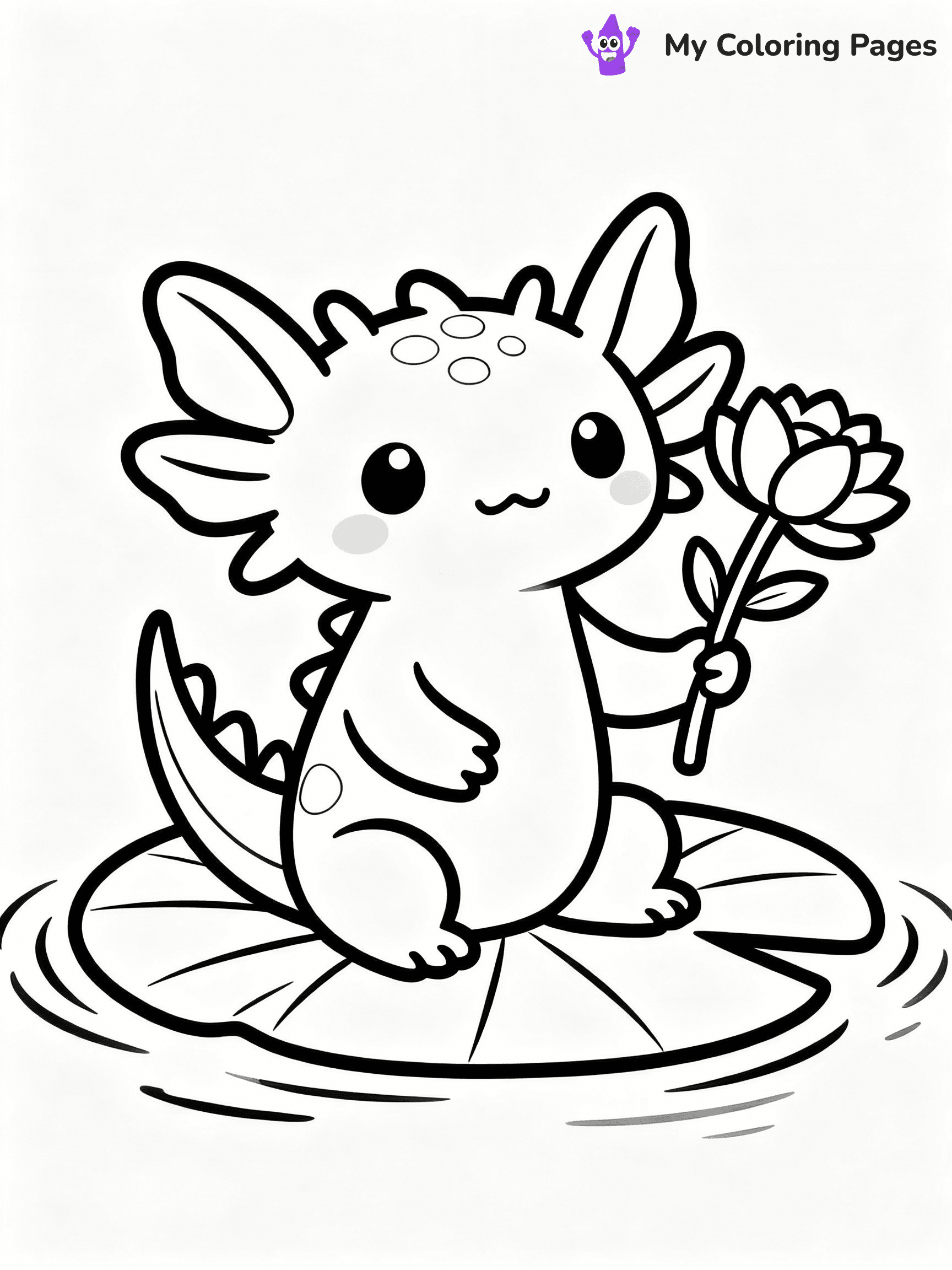 ⚠️ CRITICAL REQUIREMENT - ABSOLUTE BLACK AND WHITE ONLY ⚠️
This MUST be a BLACK AND WHITE line drawing ONLY. NO COLORS whatsoever.
- ONLY pure black lines (#000000) on pure white background (#FFFFFF)
- ABSOLUTELY NO colors, NO shading, NO gradients, NO grayscale
- If there are ANY colors in the output, the image is REJECTED
- This is a COLORING PAGE - meant to be COLORED IN by children
- The output must be UNCOLORED line art ready for coloring
⚠️ SUBJECT TO DRAW: Kawaii axolotl sitting on a lily pad, holding a flower, cute facial expression, simple outline style
(REMEMBER: Output must be BLACK AND WHITE line art only, NOT colored!)
# COLORING PAGE: BLACK OUTLINES ONLY - WHITE BACKGROUND MANDATORY
Create a **coloring book page** using EXACTLY two values: black lines, white space.
## NON-NEGOTIABLE BINARY RULES
- **ONLY #000000 (black) and #FFFFFF (white)** - NO other values exist
- **EVERY PIXEL = BLACK OR WHITE** - no gray/shading/antialiasing
- **WHITE BACKGROUND MANDATORY** - entire canvas stays white
- **ALL SHAPES HOLLOW** - everything is empty outlines waiting to be colored
- **FORBIDDEN:** fills, shading, gradients, patterns, textures, colors
- **NO SOLID REGIONS** - if it's not a thin line, it's wrong
## Universal Line Standards
- Black outlines ONLY - thin, uniform weight
- Every shape completely empty inside
- Closed contours suitable for coloring
- Simple flat illustration - zero depth/3D/realism
- **Style:** Whimsical Doodle Art Alley - rounded, friendly outlines (unless specified)
## Everything = Outline Only
- Characters/animals: hollow shapes
- Objects/clothing: empty contours
- Backgrounds/scenery: line work only
- Natural elements: outlined forms
- Dark/night areas: don't exist (use outlined symbols)
- Textures/patterns: convert to simple lines
## The Test
Can a child color EVERY white space with crayons? If any area is pre-filled/shaded/gray or colored in, it FAILS. Every shape must be waiting to receive color.
**FINAL OUTPUT**: Binary coloring page. Black lines define shapes. White spaces ready for coloring. Nothing else exists. No exceptions. Print-ready.
⚠️ FINAL REMINDER: Draw the subject "Kawaii axolotl sitting on a lily pad, holding a flower, cute facial expression, simple outline style" as BLACK AND WHITE line art. Zero colors in output.