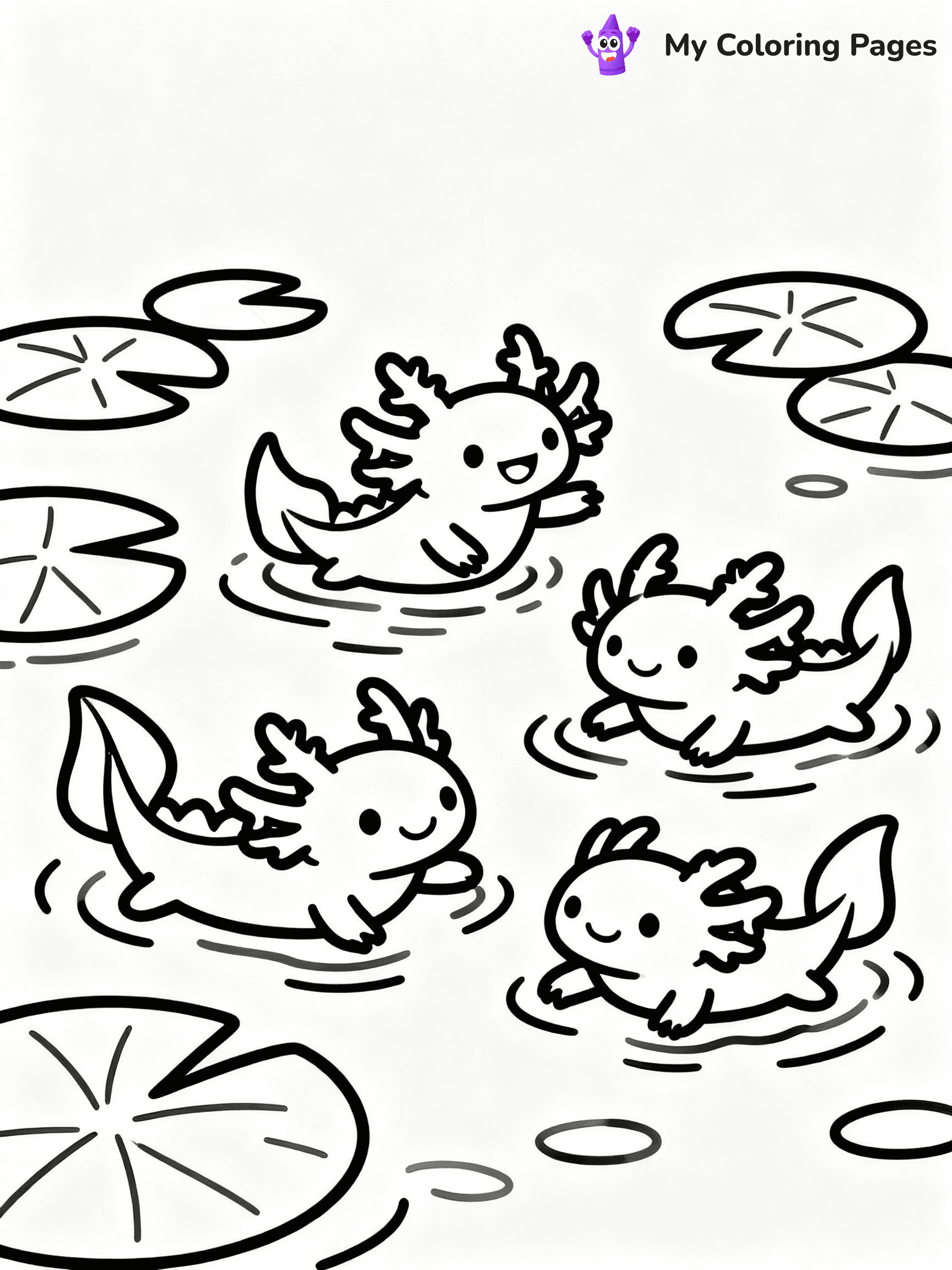 ⚠️ CRITICAL REQUIREMENT - ABSOLUTE BLACK AND WHITE ONLY ⚠️
This MUST be a BLACK AND WHITE line drawing ONLY. NO COLORS whatsoever.
- ONLY pure black lines (#000000) on pure white background (#FFFFFF)
- ABSOLUTELY NO colors, NO shading, NO gradients, NO grayscale
- If there are ANY colors in the output, the image is REJECTED
- This is a COLORING PAGE - meant to be COLORED IN by children
- The output must be UNCOLORED line art ready for coloring
⚠️ SUBJECT TO DRAW: Axolotl family playing together in a pond, smiling faces, lily pads floating, cheerful outline style
(REMEMBER: Output must be BLACK AND WHITE line art only, NOT colored!)
# COLORING PAGE: BLACK OUTLINES ONLY - WHITE BACKGROUND MANDATORY
Create a **coloring book page** using EXACTLY two values: black lines, white space.
## NON-NEGOTIABLE BINARY RULES
- **ONLY #000000 (black) and #FFFFFF (white)** - NO other values exist
- **EVERY PIXEL = BLACK OR WHITE** - no gray/shading/antialiasing
- **WHITE BACKGROUND MANDATORY** - entire canvas stays white
- **ALL SHAPES HOLLOW** - everything is empty outlines waiting to be colored
- **FORBIDDEN:** fills, shading, gradients, patterns, textures, colors
- **NO SOLID REGIONS** - if it's not a thin line, it's wrong
## Universal Line Standards
- Black outlines ONLY - thin, uniform weight
- Every shape completely empty inside
- Closed contours suitable for coloring
- Simple flat illustration - zero depth/3D/realism
- **Style:** Whimsical Doodle Art Alley - rounded, friendly outlines (unless specified)
## Everything = Outline Only
- Characters/animals: hollow shapes
- Objects/clothing: empty contours
- Backgrounds/scenery: line work only
- Natural elements: outlined forms
- Dark/night areas: don't exist (use outlined symbols)
- Textures/patterns: convert to simple lines
## The Test
Can a child color EVERY white space with crayons? If any area is pre-filled/shaded/gray or colored in, it FAILS. Every shape must be waiting to receive color.
**FINAL OUTPUT**: Binary coloring page. Black lines define shapes. White spaces ready for coloring. Nothing else exists. No exceptions. Print-ready.
⚠️ FINAL REMINDER: Draw the subject "Axolotl family playing together in a pond, smiling faces, lily pads floating, cheerful outline style" as BLACK AND WHITE line art. Zero colors in output.