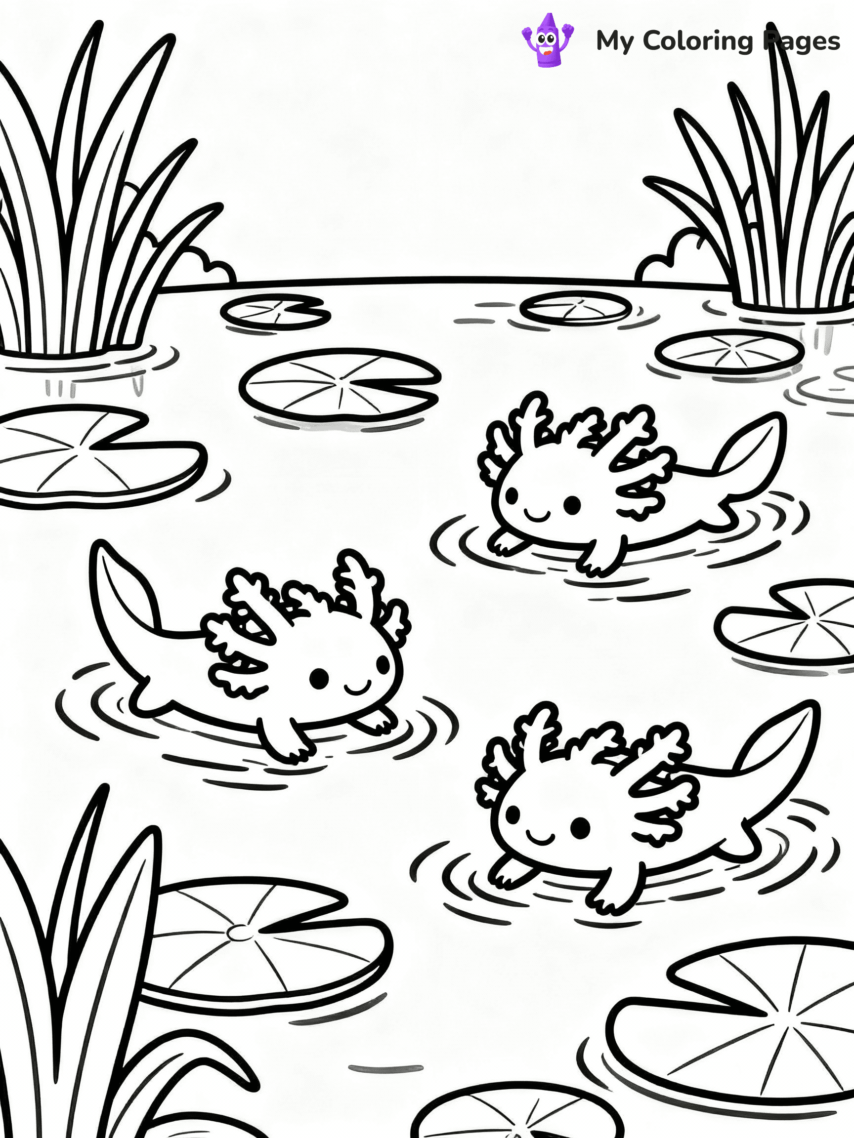 ⚠️ CRITICAL REQUIREMENT - ABSOLUTE BLACK AND WHITE ONLY ⚠️
This MUST be a BLACK AND WHITE line drawing ONLY. NO COLORS whatsoever.
- ONLY pure black lines (#000000) on pure white background (#FFFFFF)
- ABSOLUTELY NO colors, NO shading, NO gradients, NO grayscale
- If there are ANY colors in the output, the image is REJECTED
- This is a COLORING PAGE - meant to be COLORED IN by children
- The output must be UNCOLORED line art ready for coloring
⚠️ SUBJECT TO DRAW: Axolotl family playing together in a pond, smiling faces, lily pads floating, cheerful outline style
(REMEMBER: Output must be BLACK AND WHITE line art only, NOT colored!)
# COLORING PAGE: BLACK OUTLINES ONLY - WHITE BACKGROUND MANDATORY
Create a **coloring book page** using EXACTLY two values: black lines, white space.
## NON-NEGOTIABLE BINARY RULES
- **ONLY #000000 (black) and #FFFFFF (white)** - NO other values exist
- **EVERY PIXEL = BLACK OR WHITE** - no gray/shading/antialiasing
- **WHITE BACKGROUND MANDATORY** - entire canvas stays white
- **ALL SHAPES HOLLOW** - everything is empty outlines waiting to be colored
- **FORBIDDEN:** fills, shading, gradients, patterns, textures, colors
- **NO SOLID REGIONS** - if it's not a thin line, it's wrong
## Universal Line Standards
- Black outlines ONLY - thin, uniform weight
- Every shape completely empty inside
- Closed contours suitable for coloring
- Simple flat illustration - zero depth/3D/realism
- **Style:** Whimsical Doodle Art Alley - rounded, friendly outlines (unless specified)
## Everything = Outline Only
- Characters/animals: hollow shapes
- Objects/clothing: empty contours
- Backgrounds/scenery: line work only
- Natural elements: outlined forms
- Dark/night areas: don't exist (use outlined symbols)
- Textures/patterns: convert to simple lines
## The Test
Can a child color EVERY white space with crayons? If any area is pre-filled/shaded/gray or colored in, it FAILS. Every shape must be waiting to receive color.
**FINAL OUTPUT**: Binary coloring page. Black lines define shapes. White spaces ready for coloring. Nothing else exists. No exceptions. Print-ready.
⚠️ FINAL REMINDER: Draw the subject "Axolotl family playing together in a pond, smiling faces, lily pads floating, cheerful outline style" as BLACK AND WHITE line art. Zero colors in output.