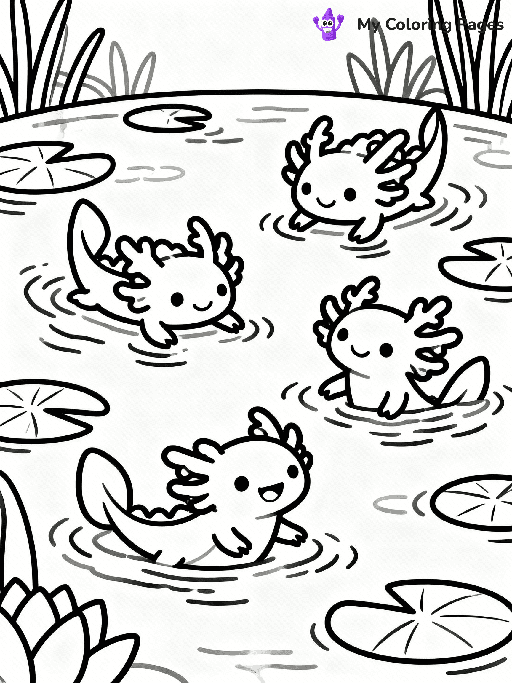 ⚠️ CRITICAL REQUIREMENT - ABSOLUTE BLACK AND WHITE ONLY ⚠️
This MUST be a BLACK AND WHITE line drawing ONLY. NO COLORS whatsoever.
- ONLY pure black lines (#000000) on pure white background (#FFFFFF)
- ABSOLUTELY NO colors, NO shading, NO gradients, NO grayscale
- If there are ANY colors in the output, the image is REJECTED
- This is a COLORING PAGE - meant to be COLORED IN by children
- The output must be UNCOLORED line art ready for coloring
⚠️ SUBJECT TO DRAW: Axolotl family playing together in a pond, smiling faces, lily pads floating, cheerful outline style
(REMEMBER: Output must be BLACK AND WHITE line art only, NOT colored!)
# COLORING PAGE: BLACK OUTLINES ONLY - WHITE BACKGROUND MANDATORY
Create a **coloring book page** using EXACTLY two values: black lines, white space.
## NON-NEGOTIABLE BINARY RULES
- **ONLY #000000 (black) and #FFFFFF (white)** - NO other values exist
- **EVERY PIXEL = BLACK OR WHITE** - no gray/shading/antialiasing
- **WHITE BACKGROUND MANDATORY** - entire canvas stays white
- **ALL SHAPES HOLLOW** - everything is empty outlines waiting to be colored
- **FORBIDDEN:** fills, shading, gradients, patterns, textures, colors
- **NO SOLID REGIONS** - if it's not a thin line, it's wrong
## Universal Line Standards
- Black outlines ONLY - thin, uniform weight
- Every shape completely empty inside
- Closed contours suitable for coloring
- Simple flat illustration - zero depth/3D/realism
- **Style:** Whimsical Doodle Art Alley - rounded, friendly outlines (unless specified)
## Everything = Outline Only
- Characters/animals: hollow shapes
- Objects/clothing: empty contours
- Backgrounds/scenery: line work only
- Natural elements: outlined forms
- Dark/night areas: don't exist (use outlined symbols)
- Textures/patterns: convert to simple lines
## The Test
Can a child color EVERY white space with crayons? If any area is pre-filled/shaded/gray or colored in, it FAILS. Every shape must be waiting to receive color.
**FINAL OUTPUT**: Binary coloring page. Black lines define shapes. White spaces ready for coloring. Nothing else exists. No exceptions. Print-ready.
⚠️ FINAL REMINDER: Draw the subject "Axolotl family playing together in a pond, smiling faces, lily pads floating, cheerful outline style" as BLACK AND WHITE line art. Zero colors in output.