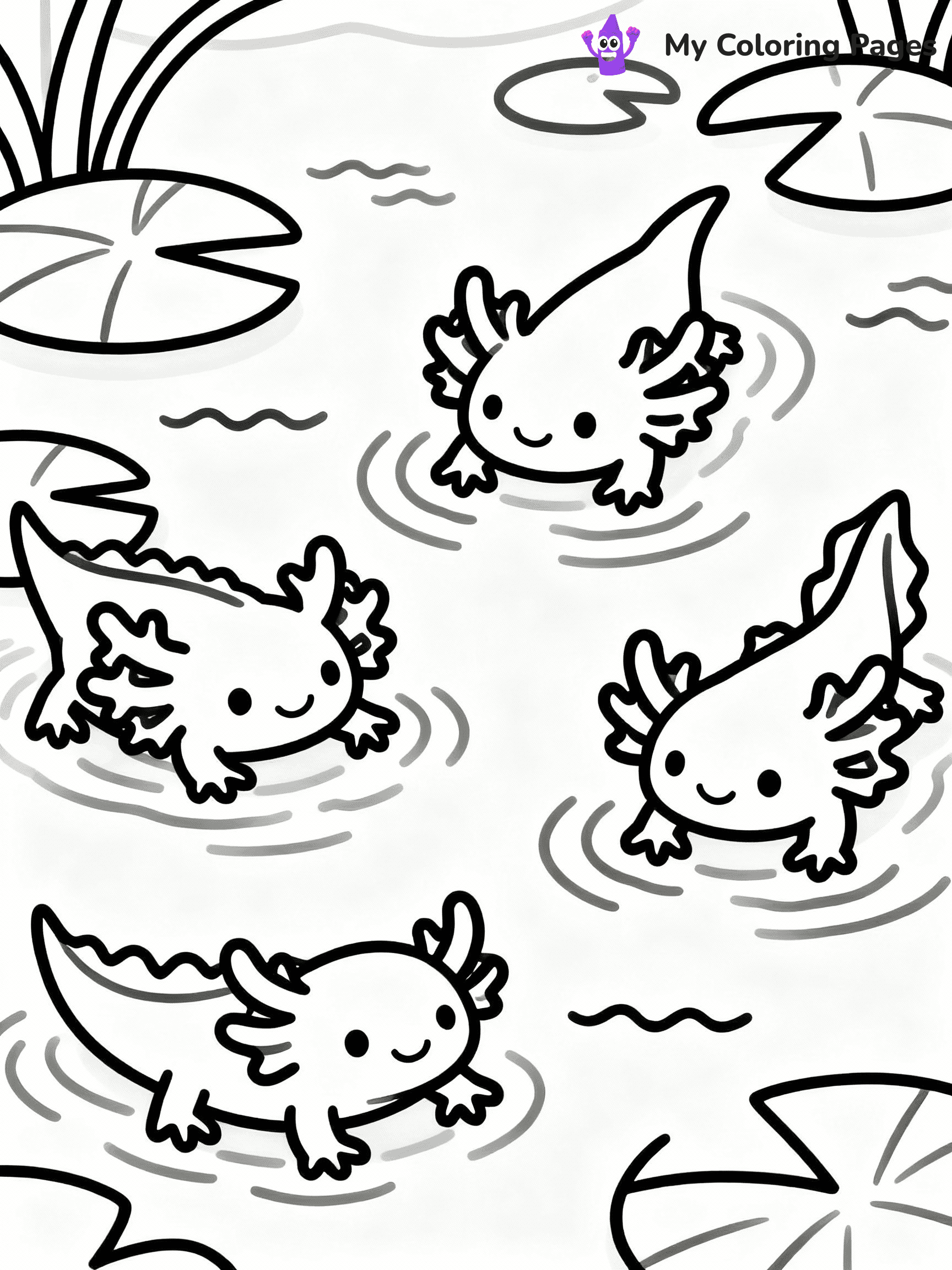 ⚠️ CRITICAL REQUIREMENT - ABSOLUTE BLACK AND WHITE ONLY ⚠️
This MUST be a BLACK AND WHITE line drawing ONLY. NO COLORS whatsoever.
- ONLY pure black lines (#000000) on pure white background (#FFFFFF)
- ABSOLUTELY NO colors, NO shading, NO gradients, NO grayscale
- If there are ANY colors in the output, the image is REJECTED
- This is a COLORING PAGE - meant to be COLORED IN by children
- The output must be UNCOLORED line art ready for coloring
⚠️ SUBJECT TO DRAW: Axolotl family playing together in a pond, smiling faces, lily pads floating, cheerful outline style
(REMEMBER: Output must be BLACK AND WHITE line art only, NOT colored!)
# COLORING PAGE: BLACK OUTLINES ONLY - WHITE BACKGROUND MANDATORY
Create a **coloring book page** using EXACTLY two values: black lines, white space.
## NON-NEGOTIABLE BINARY RULES
- **ONLY #000000 (black) and #FFFFFF (white)** - NO other values exist
- **EVERY PIXEL = BLACK OR WHITE** - no gray/shading/antialiasing
- **WHITE BACKGROUND MANDATORY** - entire canvas stays white
- **ALL SHAPES HOLLOW** - everything is empty outlines waiting to be colored
- **FORBIDDEN:** fills, shading, gradients, patterns, textures, colors
- **NO SOLID REGIONS** - if it's not a thin line, it's wrong
## Universal Line Standards
- Black outlines ONLY - thin, uniform weight
- Every shape completely empty inside
- Closed contours suitable for coloring
- Simple flat illustration - zero depth/3D/realism
- **Style:** Whimsical Doodle Art Alley - rounded, friendly outlines (unless specified)
## Everything = Outline Only
- Characters/animals: hollow shapes
- Objects/clothing: empty contours
- Backgrounds/scenery: line work only
- Natural elements: outlined forms
- Dark/night areas: don't exist (use outlined symbols)
- Textures/patterns: convert to simple lines
## The Test
Can a child color EVERY white space with crayons? If any area is pre-filled/shaded/gray or colored in, it FAILS. Every shape must be waiting to receive color.
**FINAL OUTPUT**: Binary coloring page. Black lines define shapes. White spaces ready for coloring. Nothing else exists. No exceptions. Print-ready.
⚠️ FINAL REMINDER: Draw the subject "Axolotl family playing together in a pond, smiling faces, lily pads floating, cheerful outline style" as BLACK AND WHITE line art. Zero colors in output.