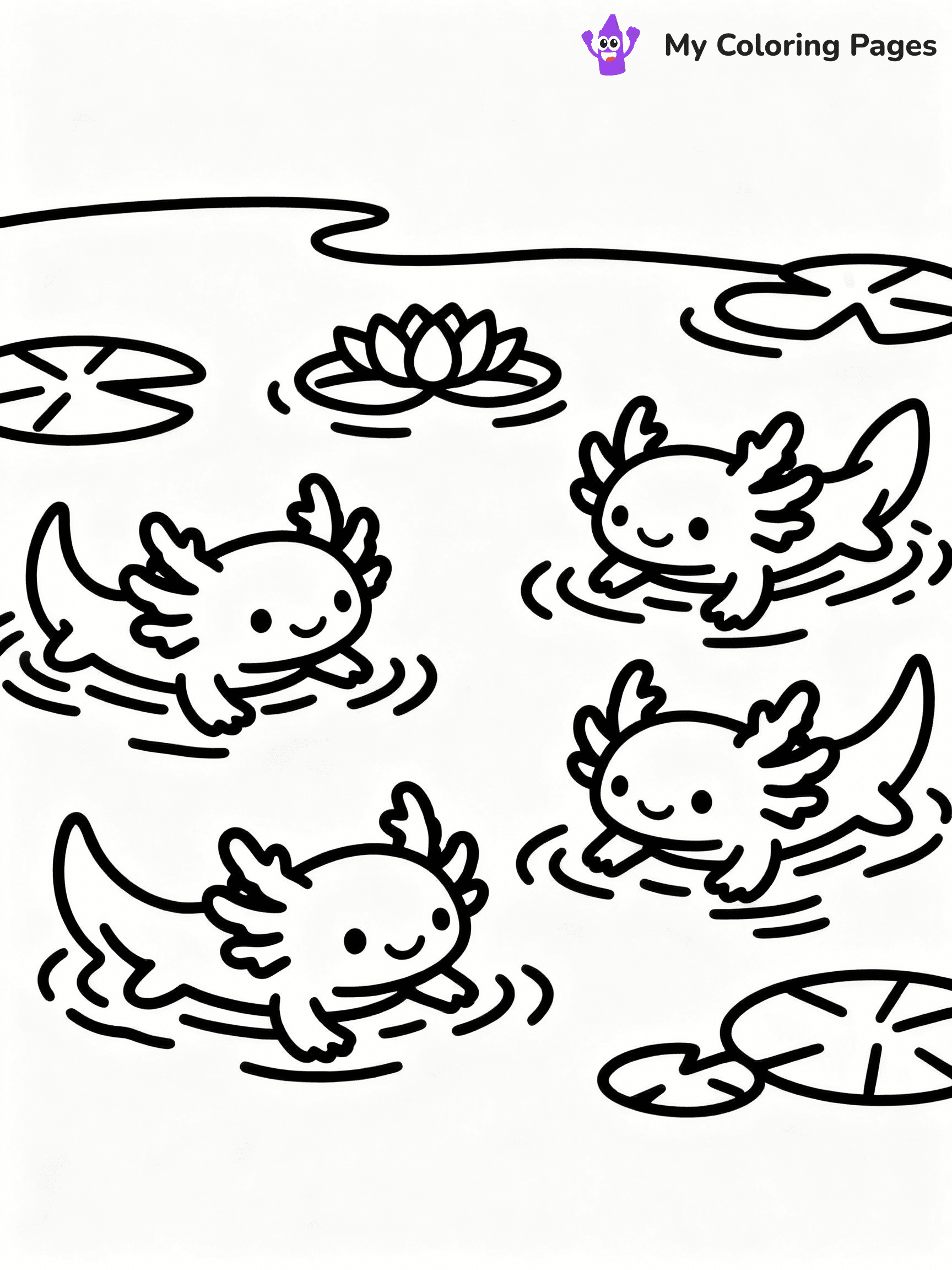 ⚠️ CRITICAL REQUIREMENT - ABSOLUTE BLACK AND WHITE ONLY ⚠️
This MUST be a BLACK AND WHITE line drawing ONLY. NO COLORS whatsoever.
- ONLY pure black lines (#000000) on pure white background (#FFFFFF)
- ABSOLUTELY NO colors, NO shading, NO gradients, NO grayscale
- If there are ANY colors in the output, the image is REJECTED
- This is a COLORING PAGE - meant to be COLORED IN by children
- The output must be UNCOLORED line art ready for coloring
⚠️ SUBJECT TO DRAW: Axolotl family playing together in a pond, smiling faces, lily pads floating, cheerful outline style
(REMEMBER: Output must be BLACK AND WHITE line art only, NOT colored!)
# COLORING PAGE: BLACK OUTLINES ONLY - WHITE BACKGROUND MANDATORY
Create a **coloring book page** using EXACTLY two values: black lines, white space.
## NON-NEGOTIABLE BINARY RULES
- **ONLY #000000 (black) and #FFFFFF (white)** - NO other values exist
- **EVERY PIXEL = BLACK OR WHITE** - no gray/shading/antialiasing
- **WHITE BACKGROUND MANDATORY** - entire canvas stays white
- **ALL SHAPES HOLLOW** - everything is empty outlines waiting to be colored
- **FORBIDDEN:** fills, shading, gradients, patterns, textures, colors
- **NO SOLID REGIONS** - if it's not a thin line, it's wrong
## Universal Line Standards
- Black outlines ONLY - thin, uniform weight
- Every shape completely empty inside
- Closed contours suitable for coloring
- Simple flat illustration - zero depth/3D/realism
- **Style:** Whimsical Doodle Art Alley - rounded, friendly outlines (unless specified)
## Everything = Outline Only
- Characters/animals: hollow shapes
- Objects/clothing: empty contours
- Backgrounds/scenery: line work only
- Natural elements: outlined forms
- Dark/night areas: don't exist (use outlined symbols)
- Textures/patterns: convert to simple lines
## The Test
Can a child color EVERY white space with crayons? If any area is pre-filled/shaded/gray or colored in, it FAILS. Every shape must be waiting to receive color.
**FINAL OUTPUT**: Binary coloring page. Black lines define shapes. White spaces ready for coloring. Nothing else exists. No exceptions. Print-ready.
⚠️ FINAL REMINDER: Draw the subject "Axolotl family playing together in a pond, smiling faces, lily pads floating, cheerful outline style" as BLACK AND WHITE line art. Zero colors in output.