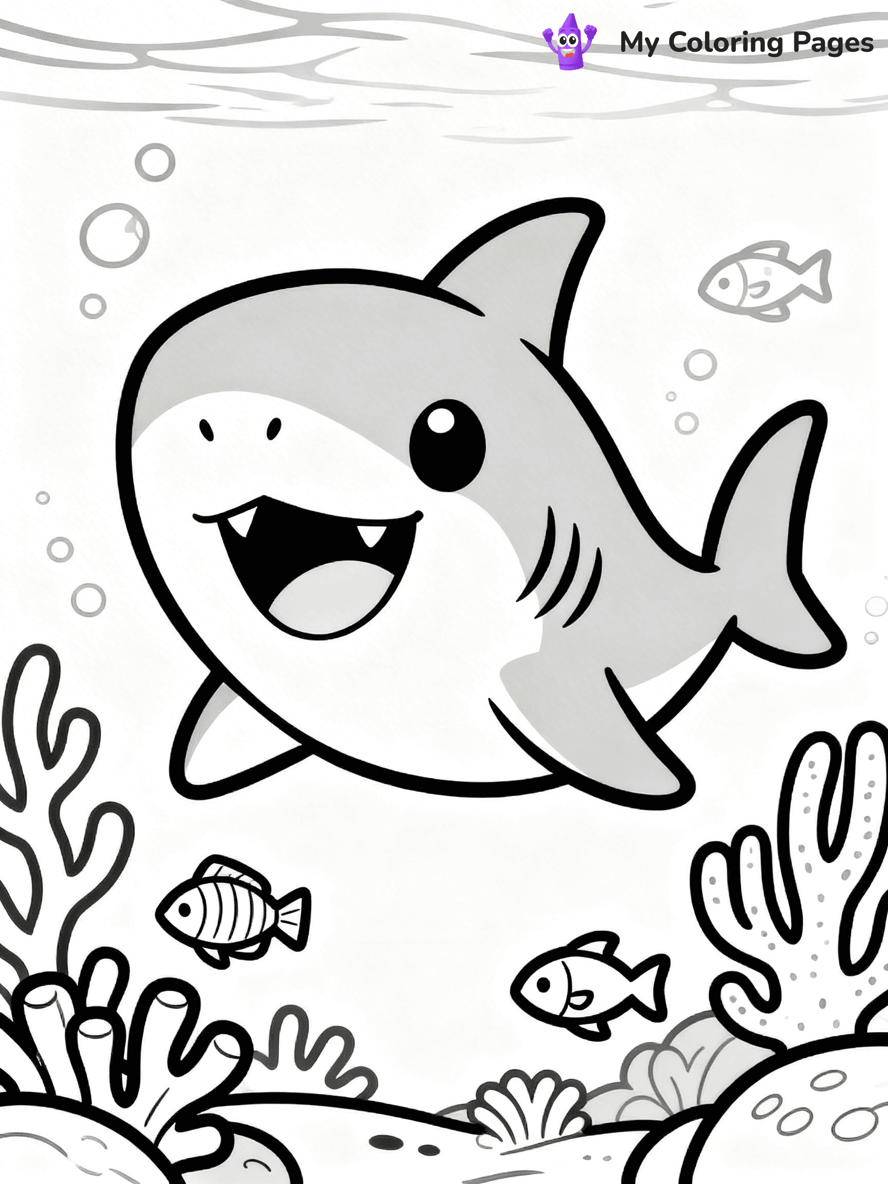 Cute Shark Coloring Pages - 12