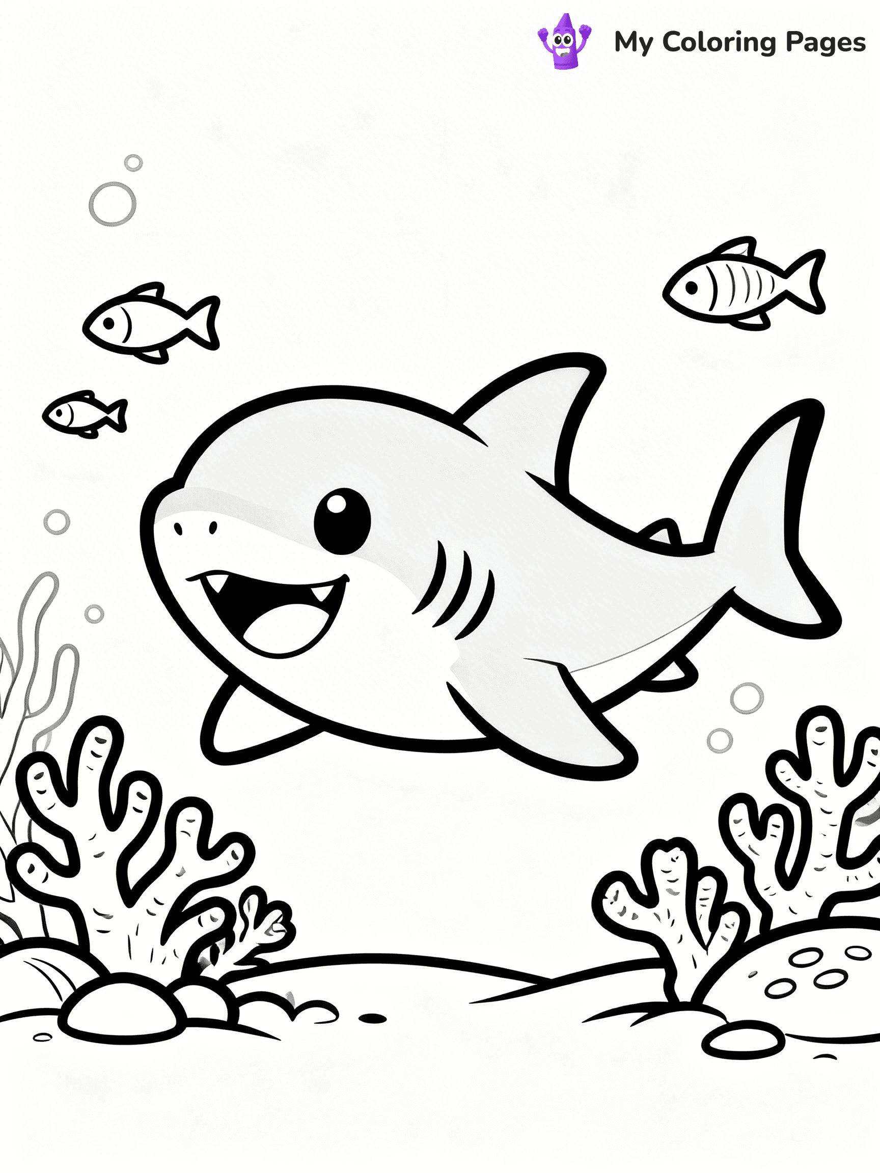 Cute Shark Coloring Pages - 11