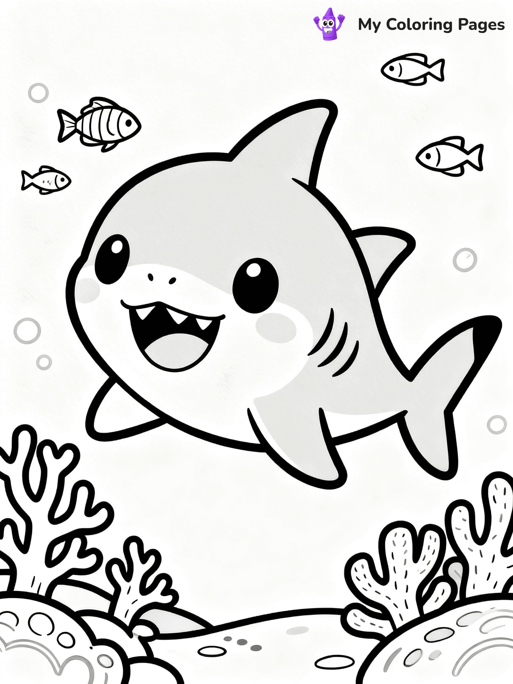 Cute Shark Coloring Pages - 10