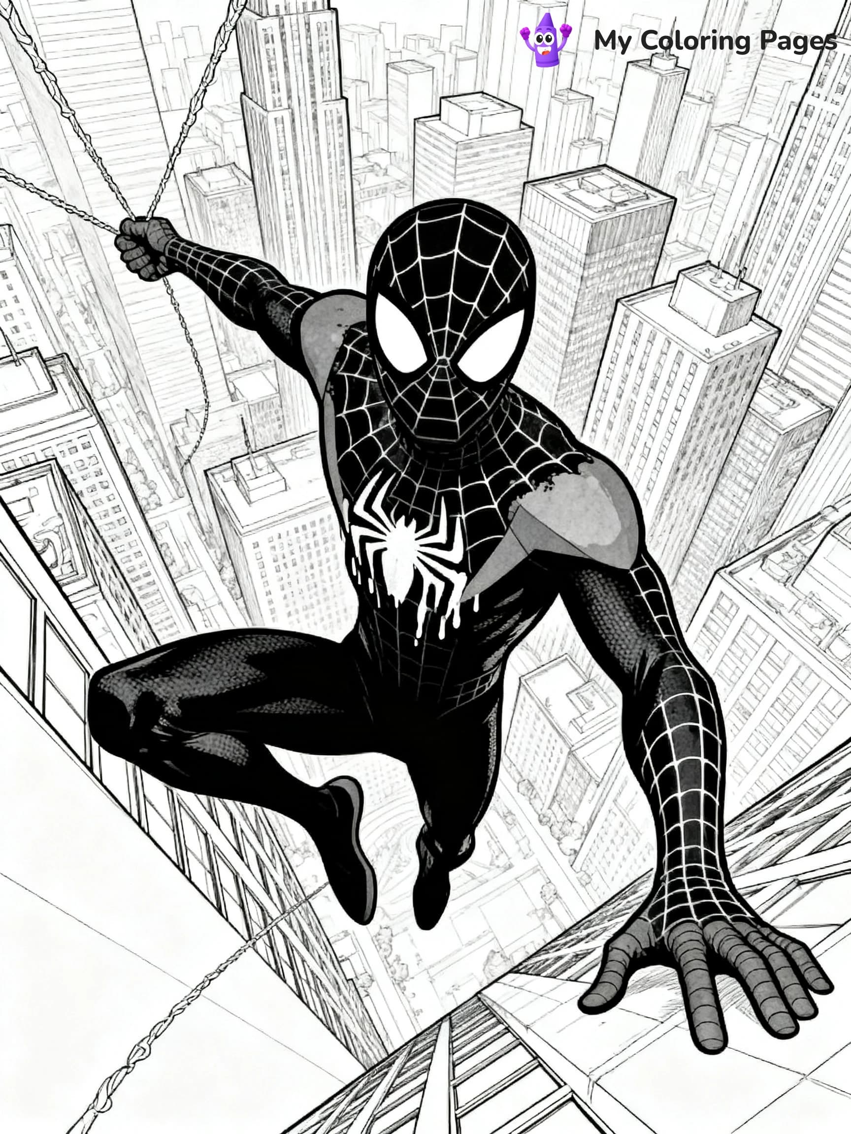Spiderman Swinging Coloring Pages - 24