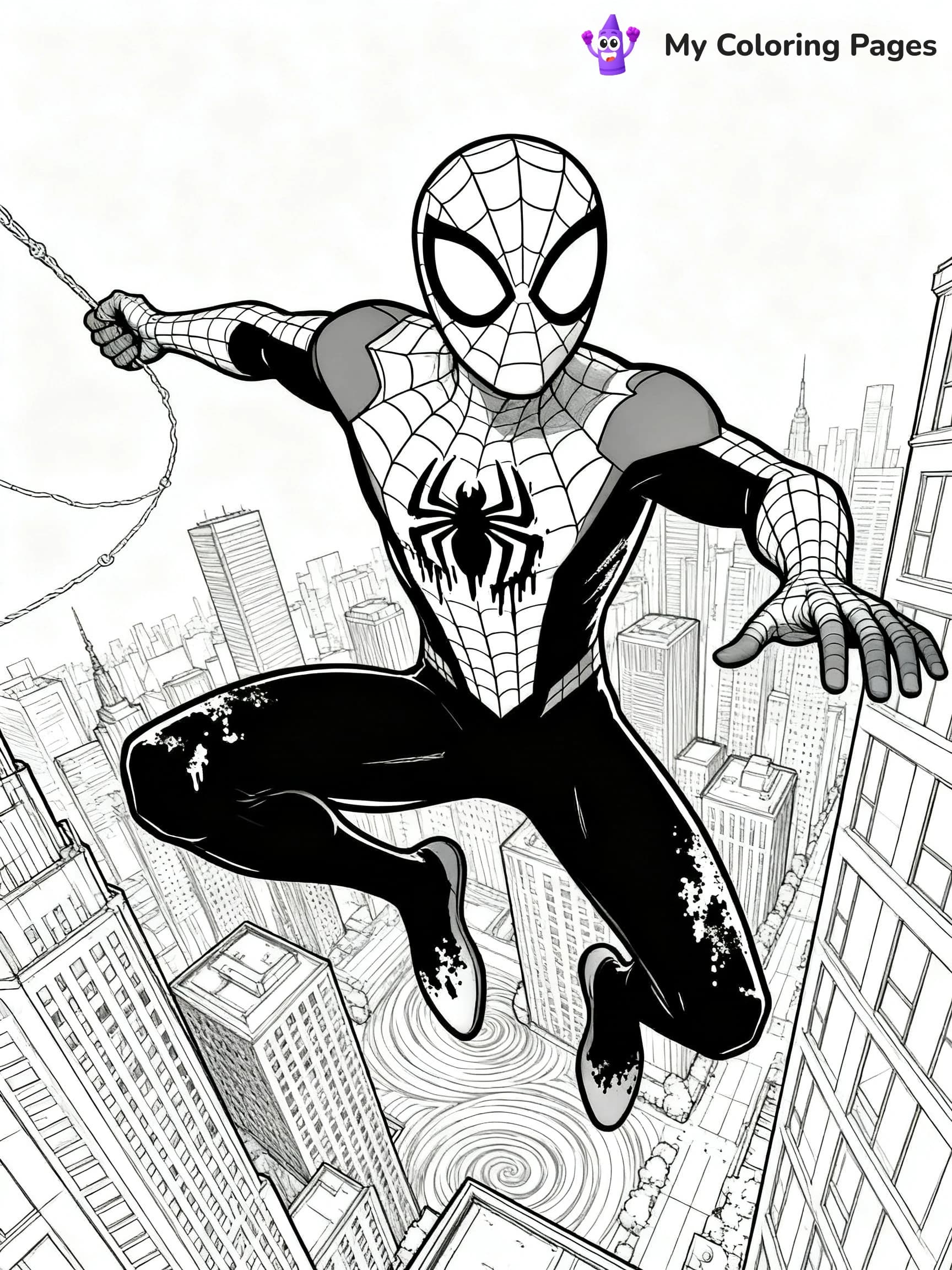 Spiderman Swinging Coloring Pages - 23
