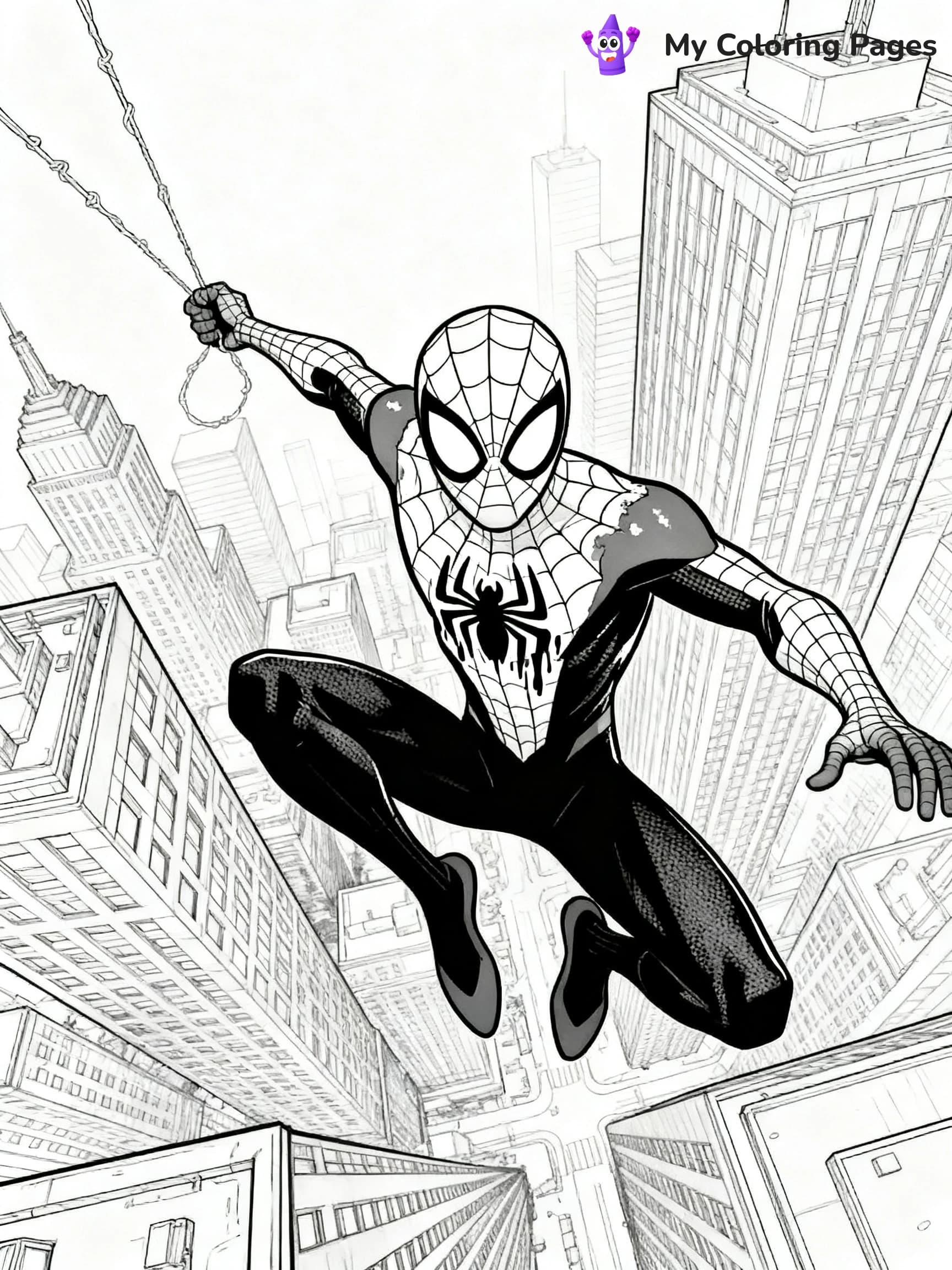 Spiderman Swinging Coloring Pages - 22