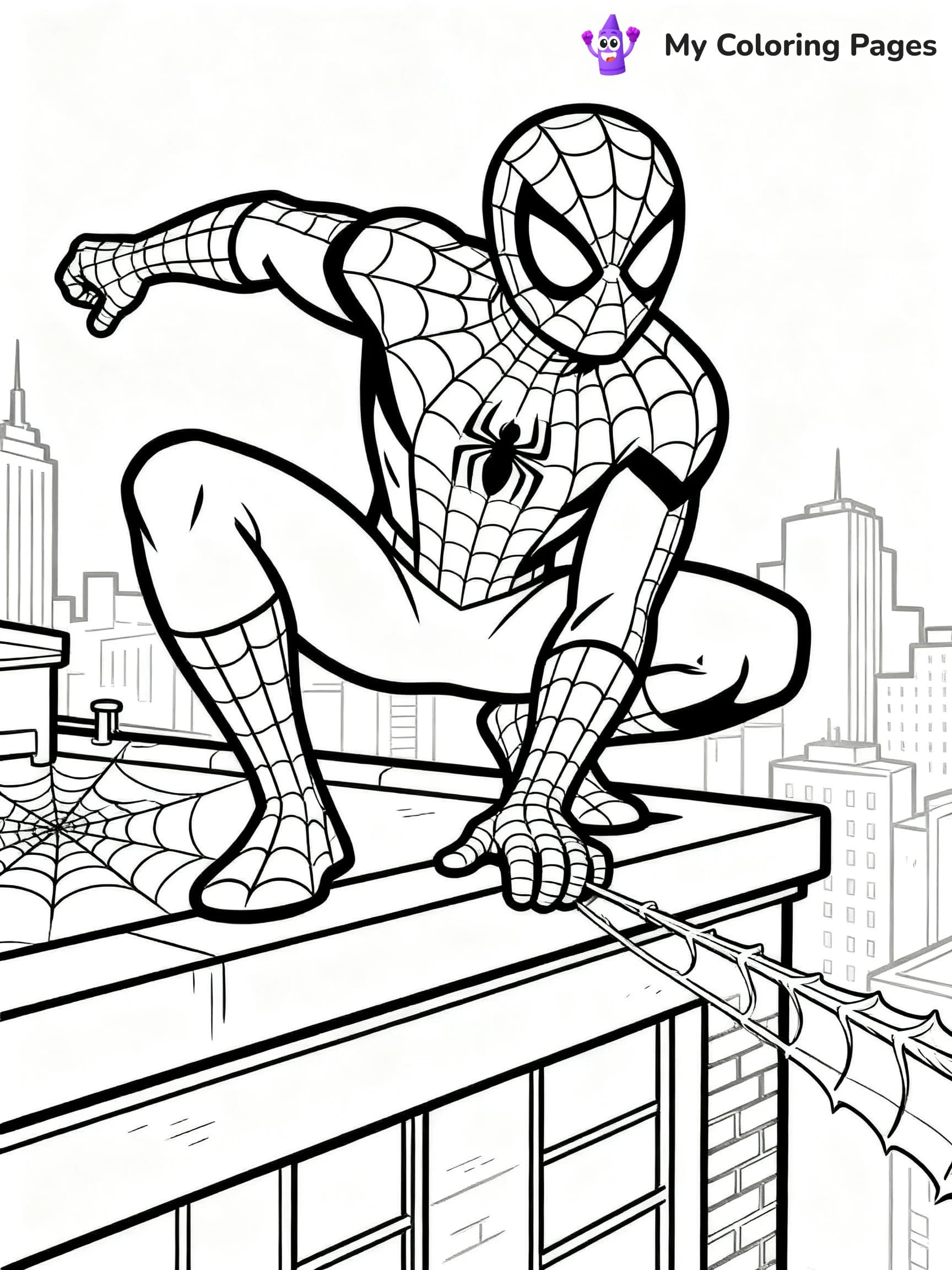 Spiderman Swinging Coloring Pages - 15
