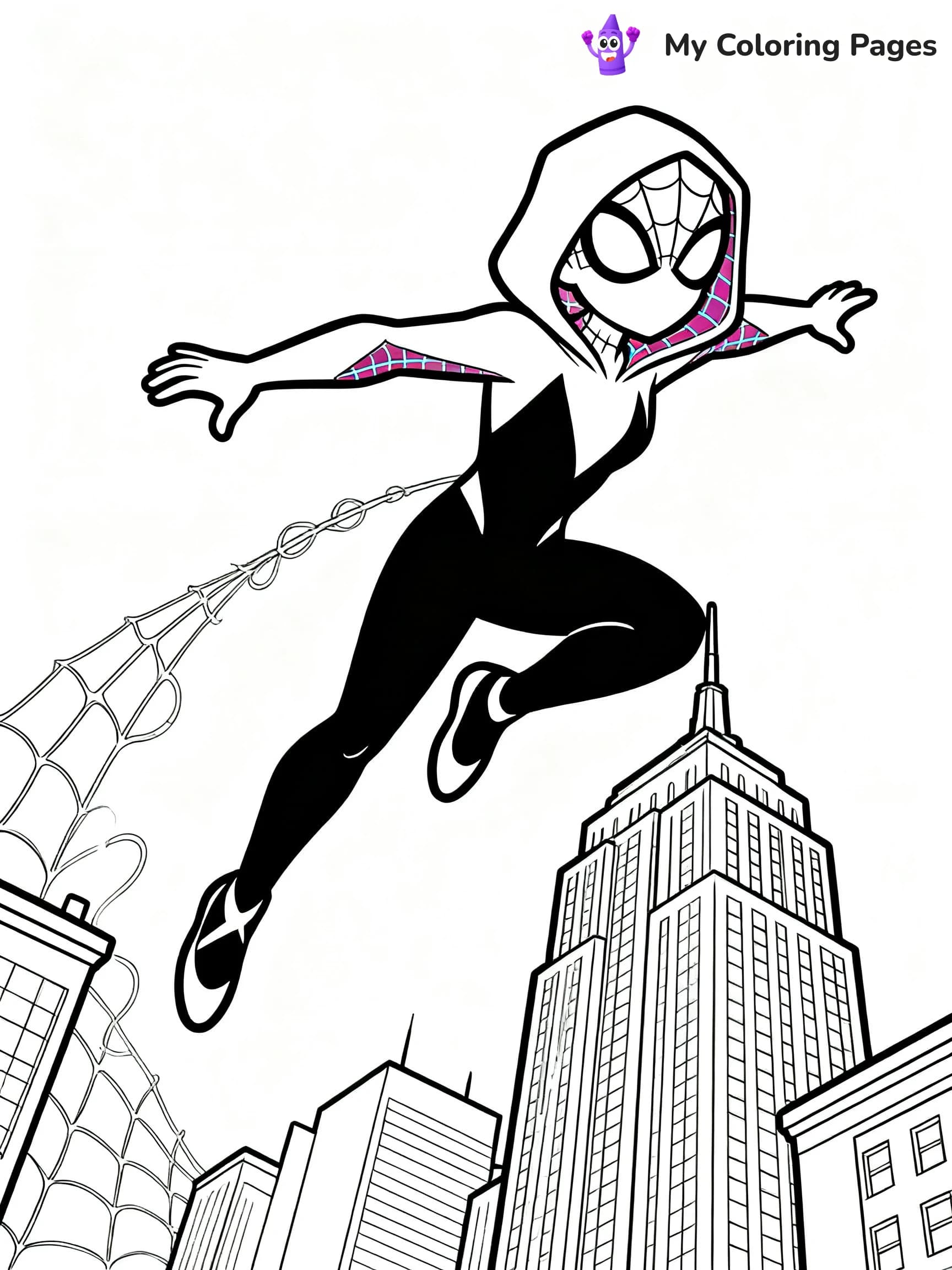 Spiderman Swinging Coloring Pages - 13