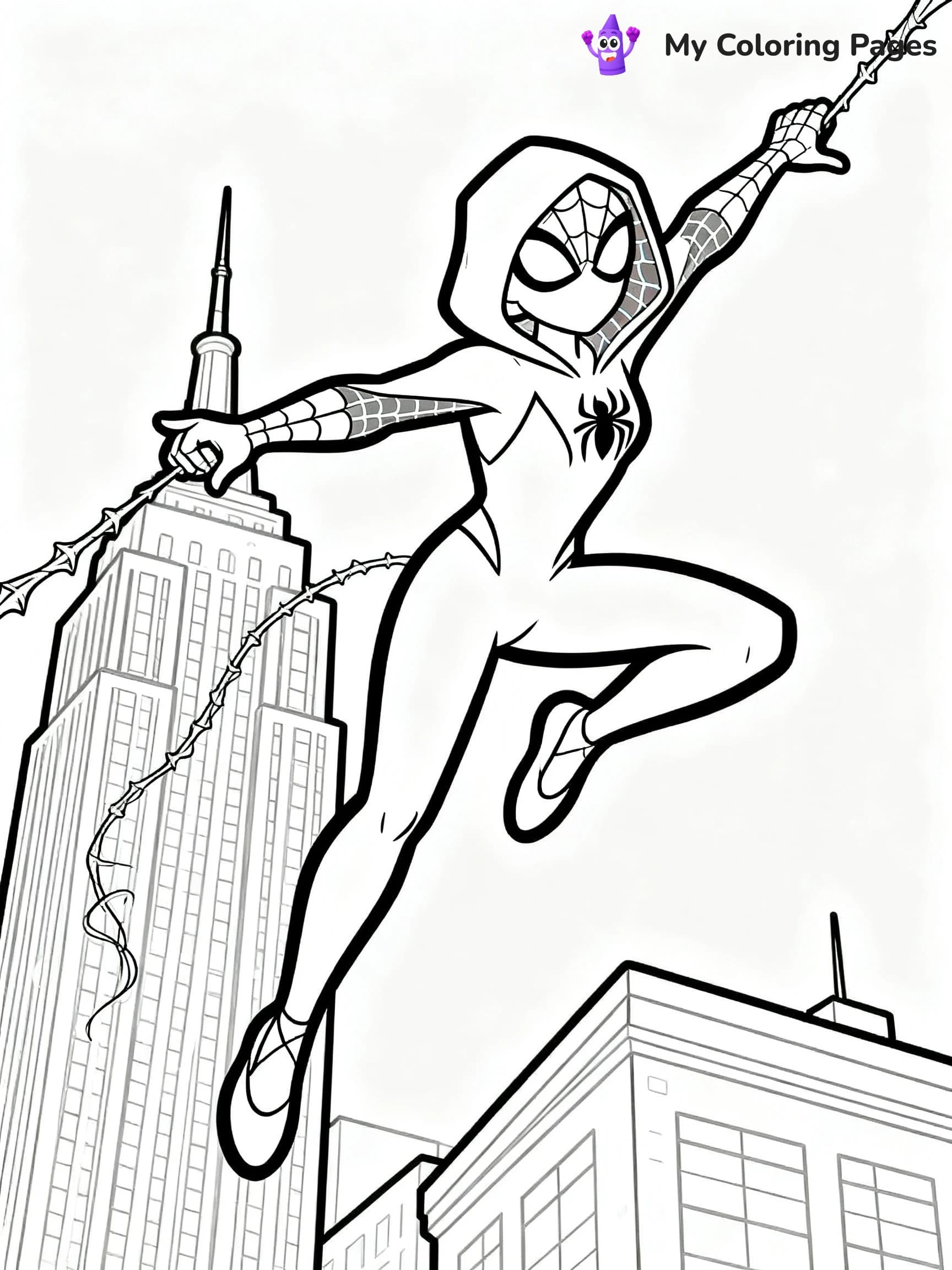 Spiderman Swinging Coloring Pages - 12