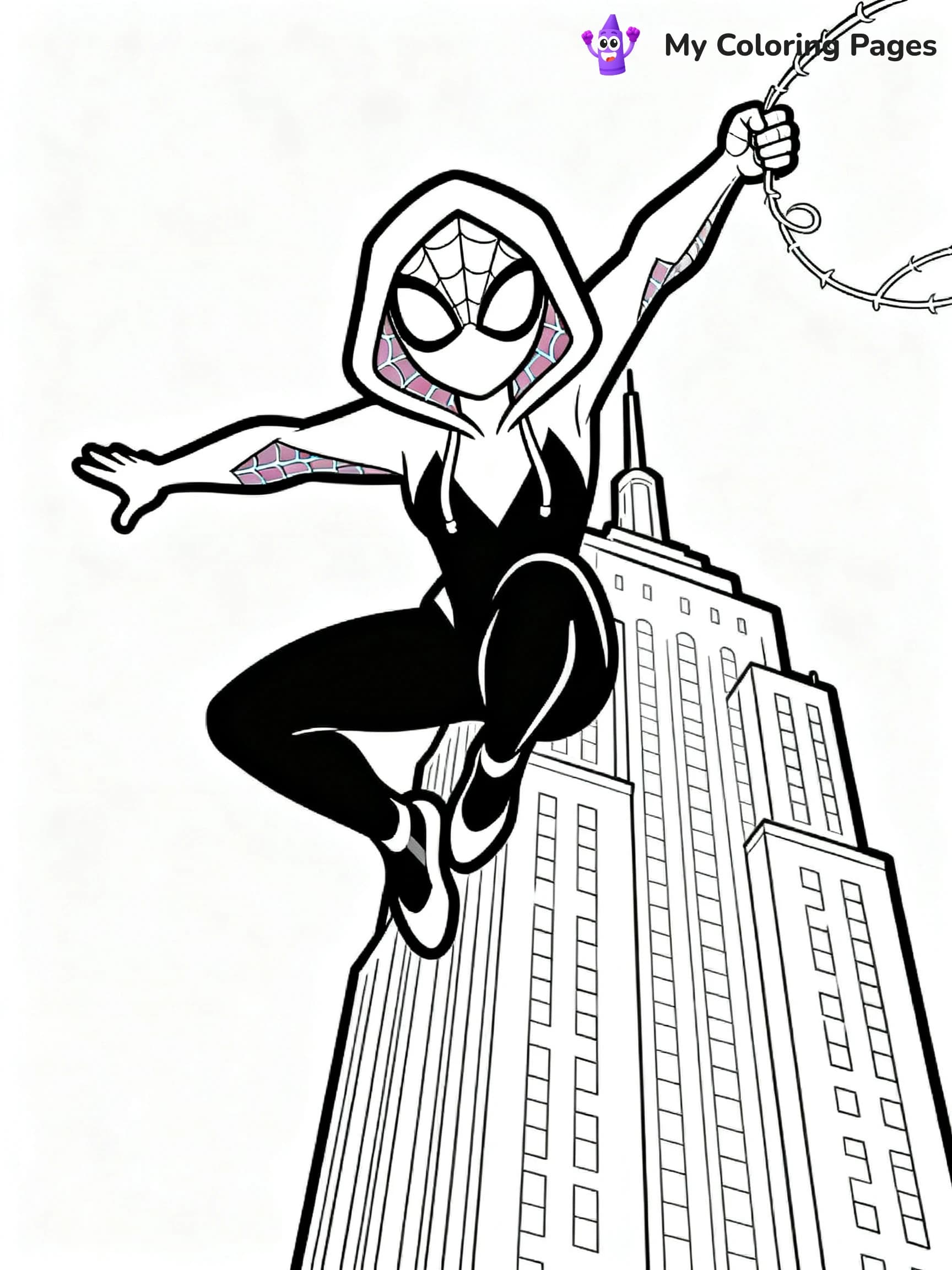 Spiderman Swinging Coloring Pages - 11