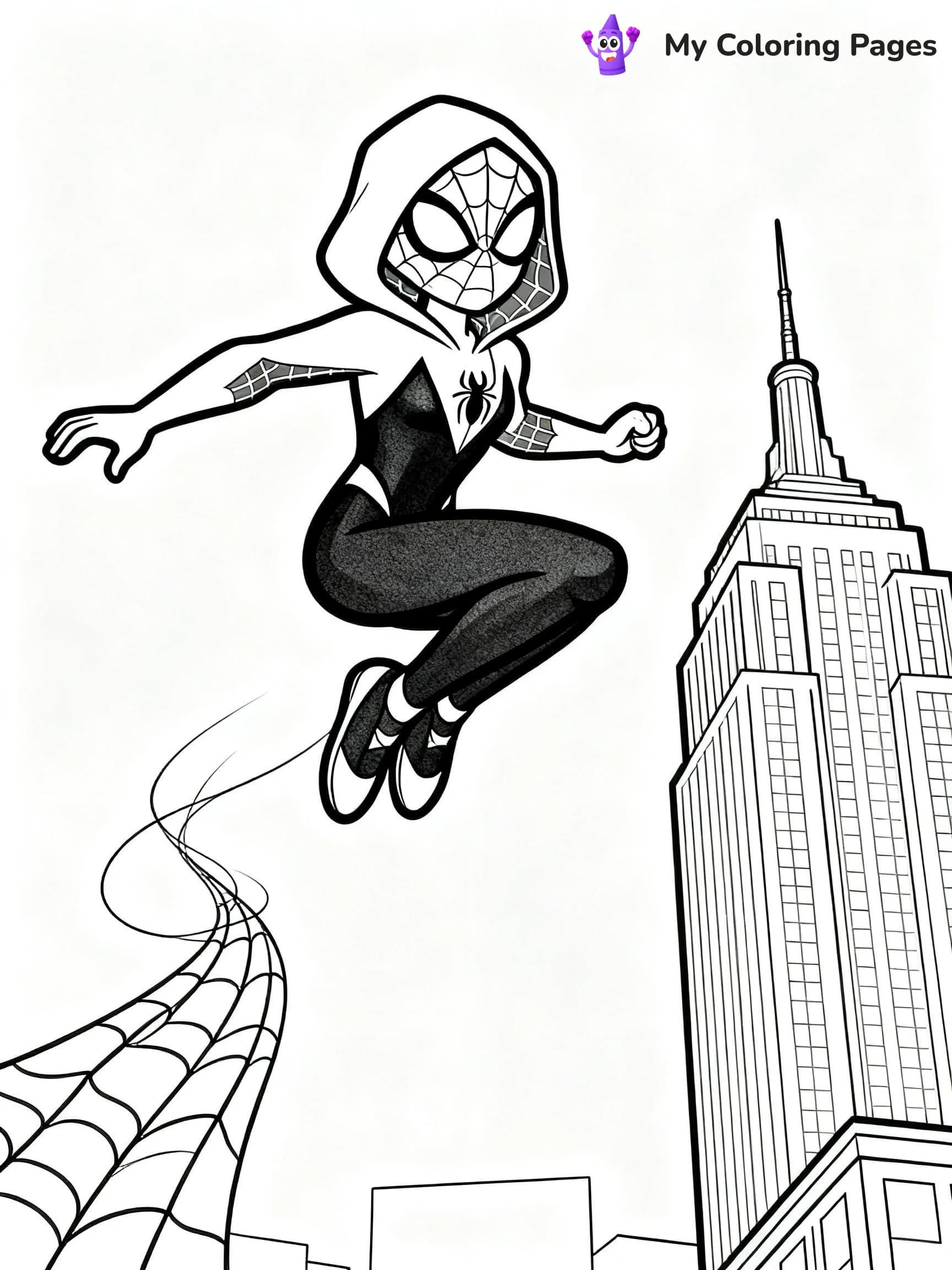 Spiderman Swinging Coloring Pages - 9