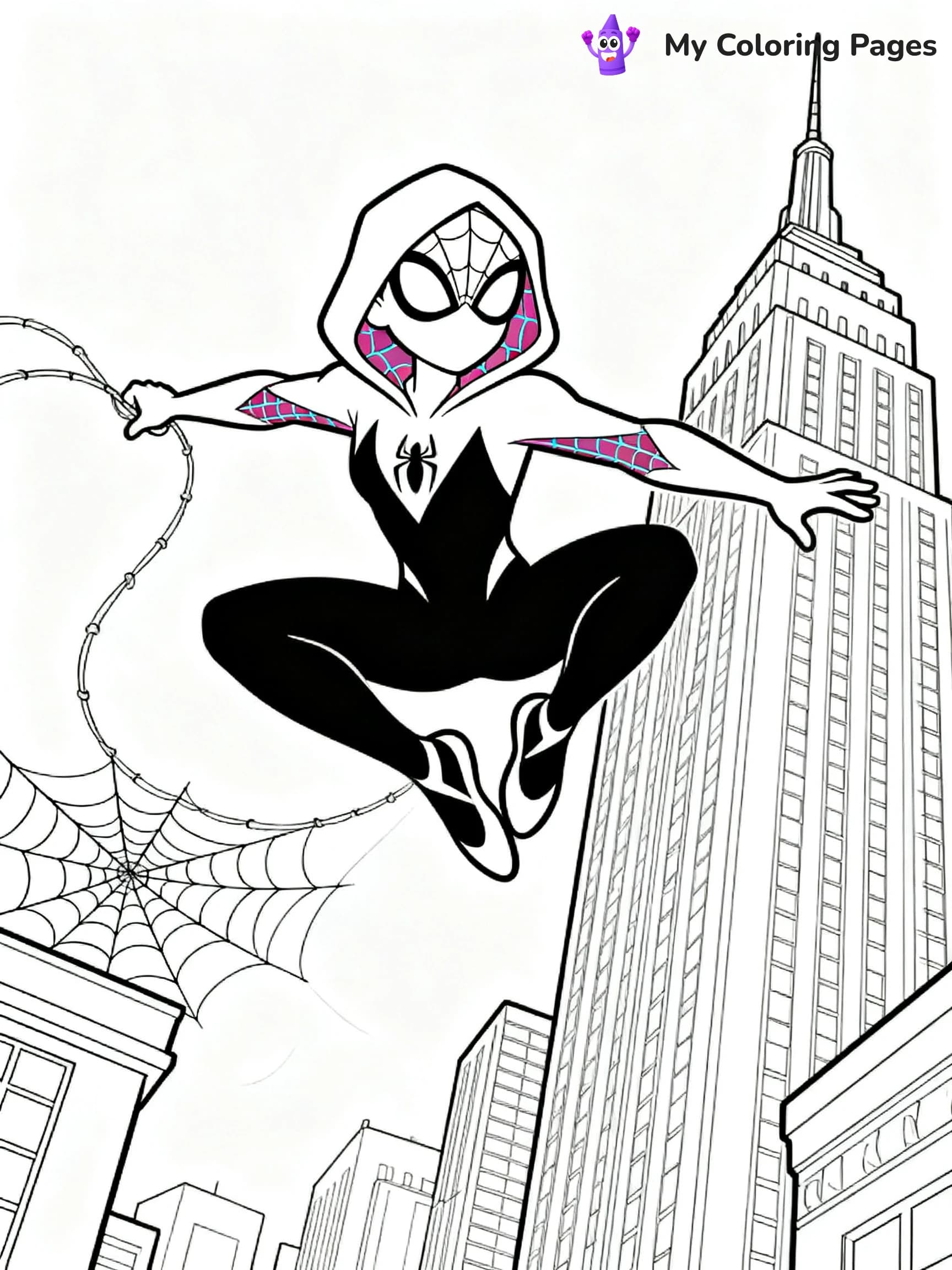 Spiderman Swinging Coloring Pages - 8