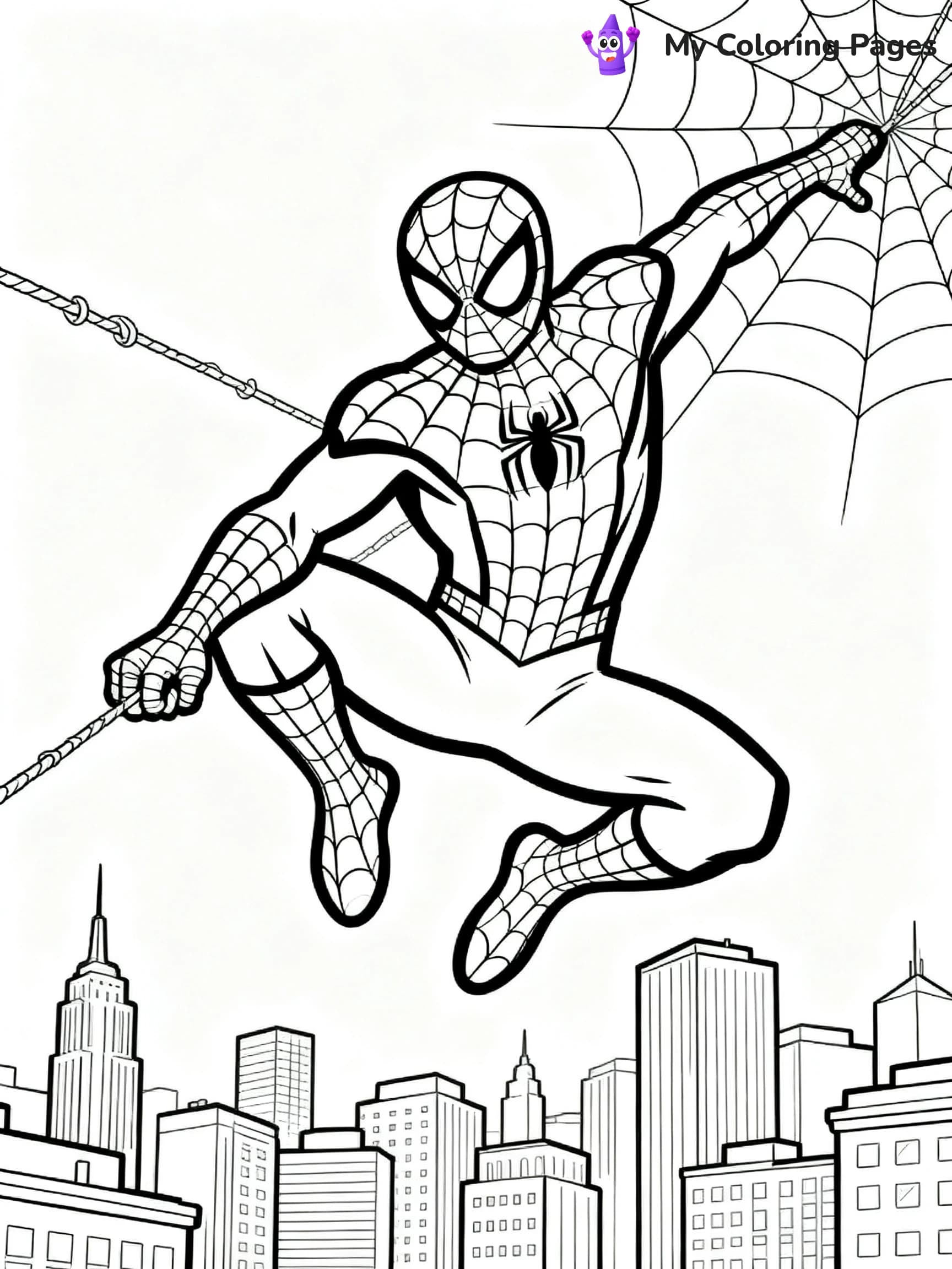 Spiderman Swinging Coloring Pages - 4