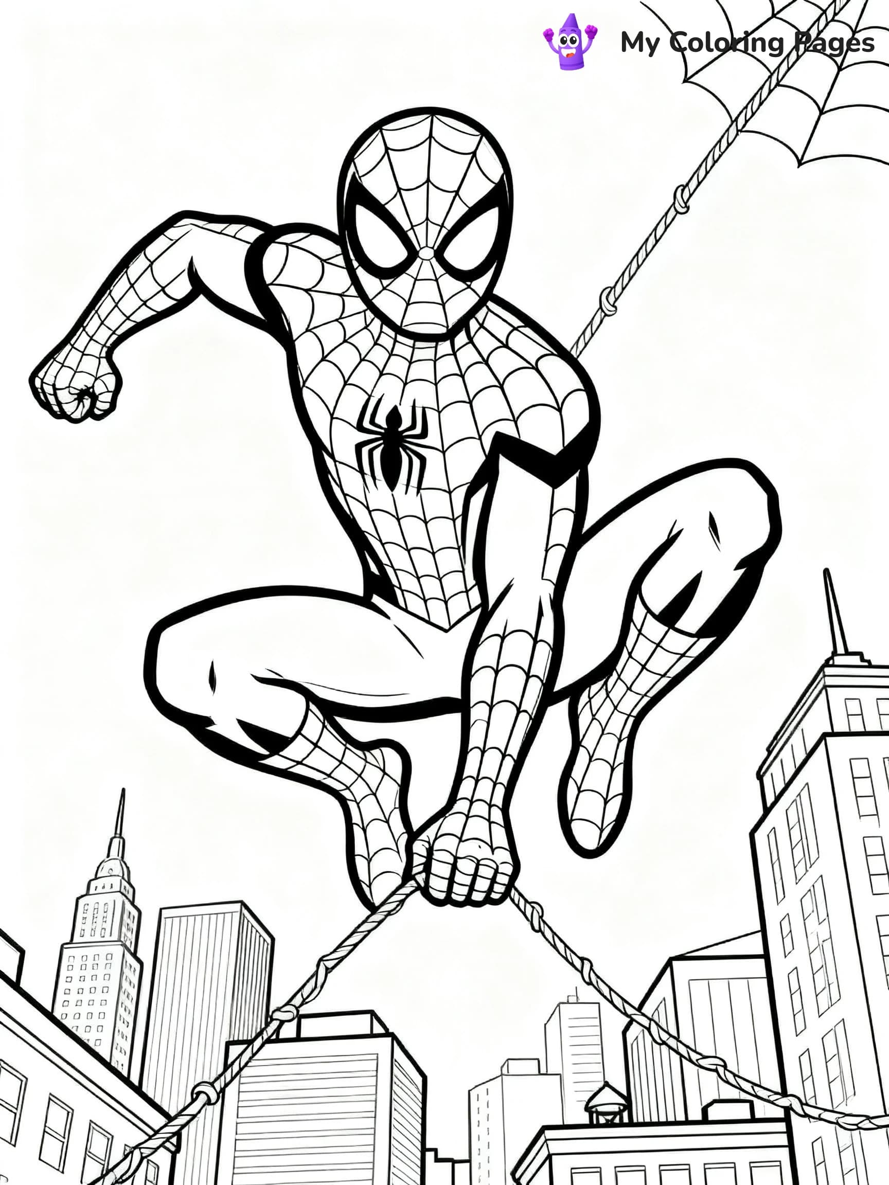 Spiderman Swinging Coloring Pages - 3