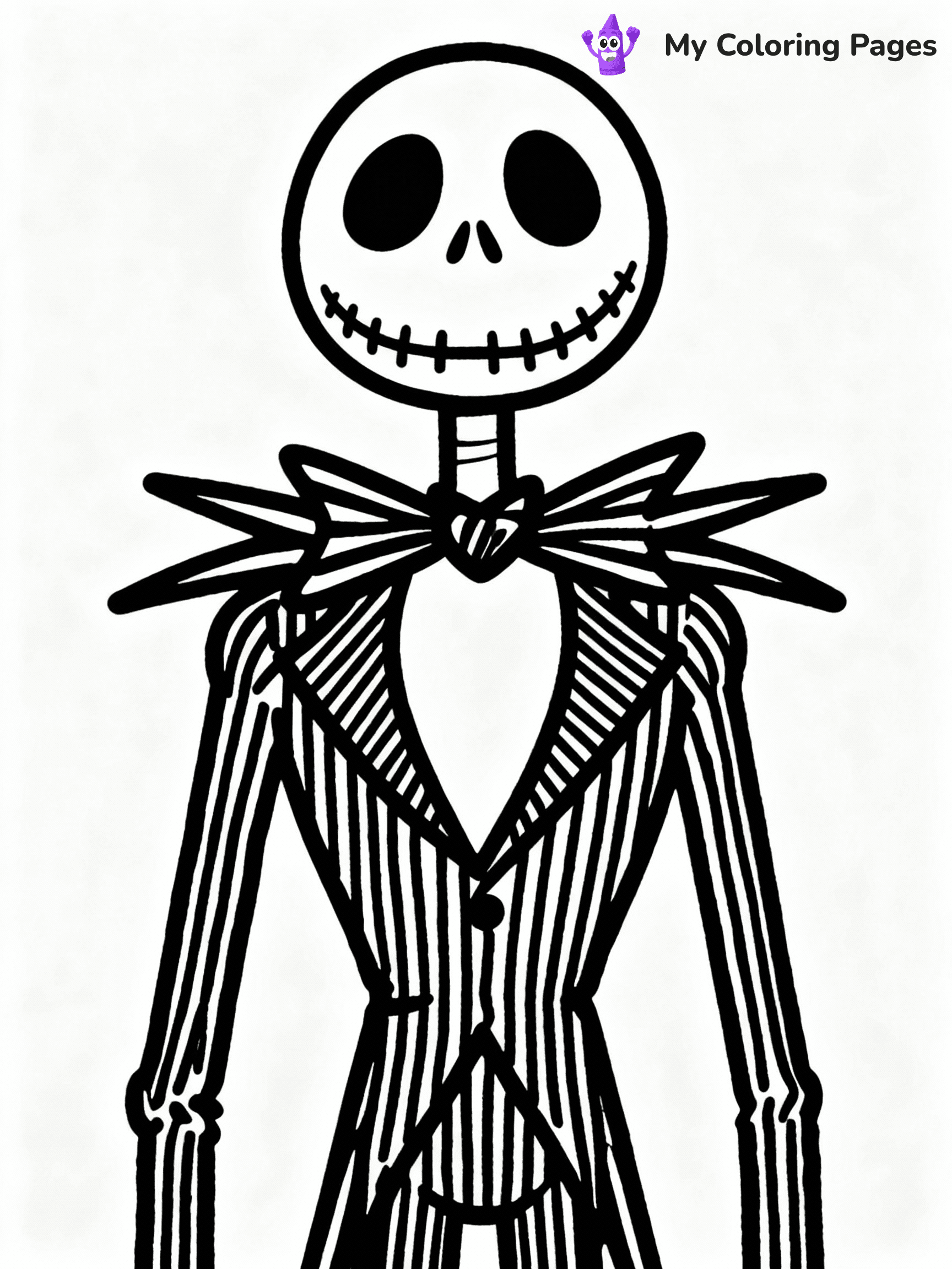 ⚠️ CRITICAL REQUIREMENT - ABSOLUTE BLACK AND WHITE ONLY ⚠️
This MUST be a BLACK AND WHITE line drawing ONLY. NO COLORS whatsoever.
- ONLY pure black lines (#000000) on pure white background (#FFFFFF)
- ABSOLUTELY NO colors, NO shading, NO gradients, NO grayscale
- If there are ANY colors in the output, the image is REJECTED
- This is a COLORING PAGE - meant to be COLORED IN by children
- The output must be UNCOLORED line art ready for coloring
⚠️ SUBJECT TO DRAW: Jack Skellington
(REMEMBER: Output must be BLACK AND WHITE line art only, NOT colored!)
# COLORING PAGE: BLACK OUTLINES ONLY - WHITE BACKGROUND MANDATORY
Create a **coloring book page** using EXACTLY two values: black lines, white space.
## NON-NEGOTIABLE BINARY RULES
- **ONLY #000000 (black) and #FFFFFF (white)** - NO other values exist
- **EVERY PIXEL = BLACK OR WHITE** - no gray/shading/antialiasing
- **WHITE BACKGROUND MANDATORY** - entire canvas stays white
- **ALL SHAPES HOLLOW** - everything is empty outlines waiting to be colored
- **FORBIDDEN:** fills, shading, gradients, patterns, textures, colors
- **NO SOLID REGIONS** - if it's not a thin line, it's wrong
## Universal Line Standards
- Black outlines ONLY - thin, uniform weight
- Every shape completely empty inside
- Closed contours suitable for coloring
- Simple flat illustration - zero depth/3D/realism
- **Style:** Whimsical Doodle Art Alley - rounded, friendly outlines (unless specified)
## Everything = Outline Only
- Characters/animals: hollow shapes
- Objects/clothing: empty contours
- Backgrounds/scenery: line work only
- Natural elements: outlined forms
- Dark/night areas: don't exist (use outlined symbols)
- Textures/patterns: convert to simple lines
## The Test
Can a child color EVERY white space with crayons? If any area is pre-filled/shaded/gray or colored in, it FAILS. Every shape must be waiting to receive color.
**FINAL OUTPUT**: Binary coloring page. Black lines define shapes. White spaces ready for coloring. Nothing else exists. No exceptions. Print-ready.
⚠️ FINAL REMINDER: Draw the subject "Jack Skellington" as BLACK AND WHITE line art. Zero colors in output.