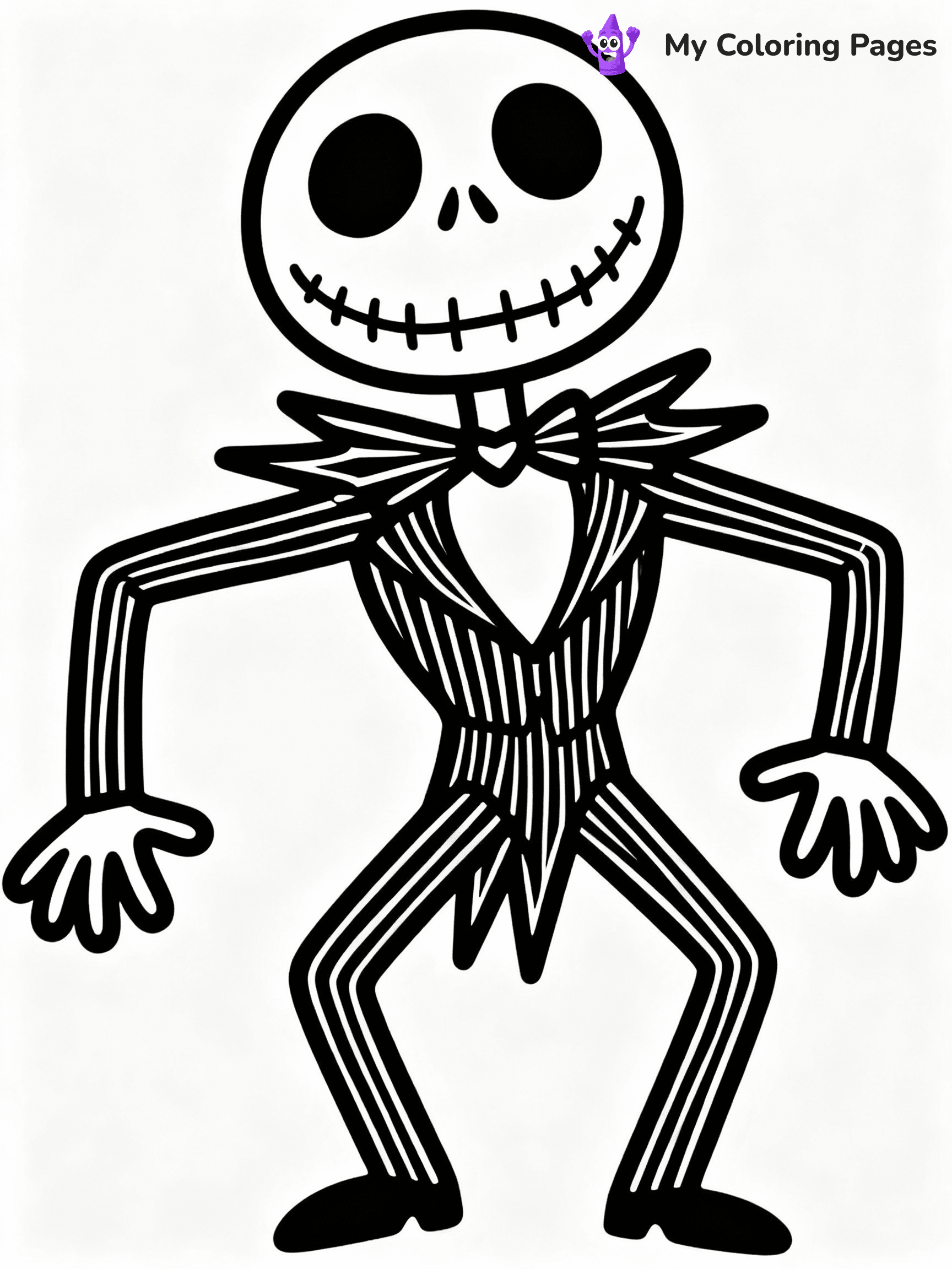 ⚠️ CRITICAL REQUIREMENT - ABSOLUTE BLACK AND WHITE ONLY ⚠️
This MUST be a BLACK AND WHITE line drawing ONLY. NO COLORS whatsoever.
- ONLY pure black lines (#000000) on pure white background (#FFFFFF)
- ABSOLUTELY NO colors, NO shading, NO gradients, NO grayscale
- If there are ANY colors in the output, the image is REJECTED
- This is a COLORING PAGE - meant to be COLORED IN by children
- The output must be UNCOLORED line art ready for coloring
⚠️ SUBJECT TO DRAW: Jack Skellington
(REMEMBER: Output must be BLACK AND WHITE line art only, NOT colored!)
# COLORING PAGE: BLACK OUTLINES ONLY - WHITE BACKGROUND MANDATORY
Create a **coloring book page** using EXACTLY two values: black lines, white space.
## NON-NEGOTIABLE BINARY RULES
- **ONLY #000000 (black) and #FFFFFF (white)** - NO other values exist
- **EVERY PIXEL = BLACK OR WHITE** - no gray/shading/antialiasing
- **WHITE BACKGROUND MANDATORY** - entire canvas stays white
- **ALL SHAPES HOLLOW** - everything is empty outlines waiting to be colored
- **FORBIDDEN:** fills, shading, gradients, patterns, textures, colors
- **NO SOLID REGIONS** - if it's not a thin line, it's wrong
## Universal Line Standards
- Black outlines ONLY - thin, uniform weight
- Every shape completely empty inside
- Closed contours suitable for coloring
- Simple flat illustration - zero depth/3D/realism
- **Style:** Whimsical Doodle Art Alley - rounded, friendly outlines (unless specified)
## Everything = Outline Only
- Characters/animals: hollow shapes
- Objects/clothing: empty contours
- Backgrounds/scenery: line work only
- Natural elements: outlined forms
- Dark/night areas: don't exist (use outlined symbols)
- Textures/patterns: convert to simple lines
## The Test
Can a child color EVERY white space with crayons? If any area is pre-filled/shaded/gray or colored in, it FAILS. Every shape must be waiting to receive color.
**FINAL OUTPUT**: Binary coloring page. Black lines define shapes. White spaces ready for coloring. Nothing else exists. No exceptions. Print-ready.
⚠️ FINAL REMINDER: Draw the subject "Jack Skellington" as BLACK AND WHITE line art. Zero colors in output.