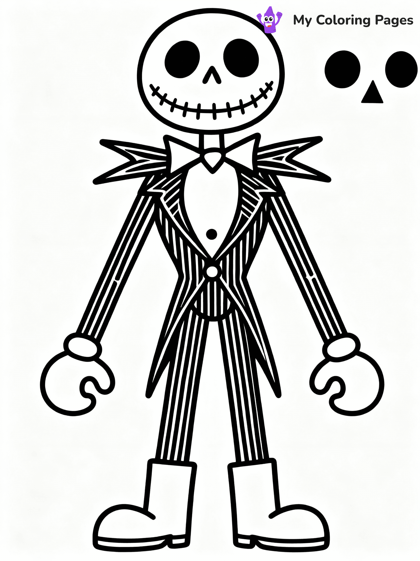 ⚠️ CRITICAL REQUIREMENT - ABSOLUTE BLACK AND WHITE ONLY ⚠️
This MUST be a BLACK AND WHITE line drawing ONLY. NO COLORS whatsoever.
- ONLY pure black lines (#000000) on pure white background (#FFFFFF)
- ABSOLUTELY NO colors, NO shading, NO gradients, NO grayscale
- If there are ANY colors in the output, the image is REJECTED
- This is a COLORING PAGE - meant to be COLORED IN by children
- The output must be UNCOLORED line art ready for coloring
⚠️ SUBJECT TO DRAW: Jack Skellington
(REMEMBER: Output must be BLACK AND WHITE line art only, NOT colored!)
# COLORING PAGE: BLACK OUTLINES ONLY - WHITE BACKGROUND MANDATORY
Create a **coloring book page** using EXACTLY two values: black lines, white space.
## NON-NEGOTIABLE BINARY RULES
- **ONLY #000000 (black) and #FFFFFF (white)** - NO other values exist
- **EVERY PIXEL = BLACK OR WHITE** - no gray/shading/antialiasing
- **WHITE BACKGROUND MANDATORY** - entire canvas stays white
- **ALL SHAPES HOLLOW** - everything is empty outlines waiting to be colored
- **FORBIDDEN:** fills, shading, gradients, patterns, textures, colors
- **NO SOLID REGIONS** - if it's not a thin line, it's wrong
## Universal Line Standards
- Black outlines ONLY - thin, uniform weight
- Every shape completely empty inside
- Closed contours suitable for coloring
- Simple flat illustration - zero depth/3D/realism
- **Style:** Whimsical Doodle Art Alley - rounded, friendly outlines (unless specified)
## Everything = Outline Only
- Characters/animals: hollow shapes
- Objects/clothing: empty contours
- Backgrounds/scenery: line work only
- Natural elements: outlined forms
- Dark/night areas: don't exist (use outlined symbols)
- Textures/patterns: convert to simple lines
## The Test
Can a child color EVERY white space with crayons? If any area is pre-filled/shaded/gray or colored in, it FAILS. Every shape must be waiting to receive color.
**FINAL OUTPUT**: Binary coloring page. Black lines define shapes. White spaces ready for coloring. Nothing else exists. No exceptions. Print-ready.
⚠️ FINAL REMINDER: Draw the subject "Jack Skellington" as BLACK AND WHITE line art. Zero colors in output.