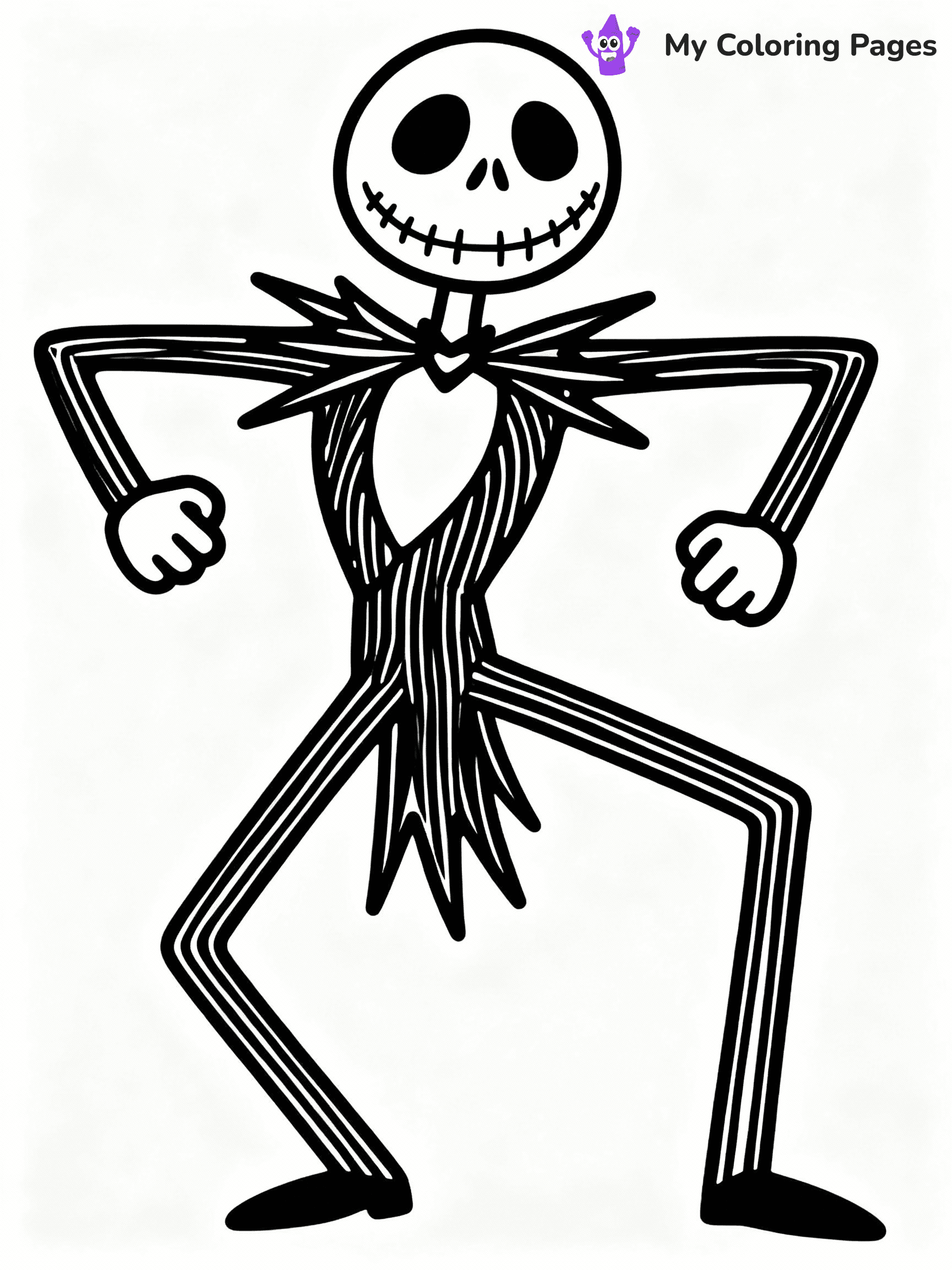 ⚠️ CRITICAL REQUIREMENT - ABSOLUTE BLACK AND WHITE ONLY ⚠️
This MUST be a BLACK AND WHITE line drawing ONLY. NO COLORS whatsoever.
- ONLY pure black lines (#000000) on pure white background (#FFFFFF)
- ABSOLUTELY NO colors, NO shading, NO gradients, NO grayscale
- If there are ANY colors in the output, the image is REJECTED
- This is a COLORING PAGE - meant to be COLORED IN by children
- The output must be UNCOLORED line art ready for coloring
⚠️ SUBJECT TO DRAW: Jack Skellington striking a pose
(REMEMBER: Output must be BLACK AND WHITE line art only, NOT colored!)
# COLORING PAGE: BLACK OUTLINES ONLY - WHITE BACKGROUND MANDATORY
Create a **coloring book page** using EXACTLY two values: black lines, white space.
## NON-NEGOTIABLE BINARY RULES
- **ONLY #000000 (black) and #FFFFFF (white)** - NO other values exist
- **EVERY PIXEL = BLACK OR WHITE** - no gray/shading/antialiasing
- **WHITE BACKGROUND MANDATORY** - entire canvas stays white
- **ALL SHAPES HOLLOW** - everything is empty outlines waiting to be colored
- **FORBIDDEN:** fills, shading, gradients, patterns, textures, colors
- **NO SOLID REGIONS** - if it's not a thin line, it's wrong
## Universal Line Standards
- Black outlines ONLY - thin, uniform weight
- Every shape completely empty inside
- Closed contours suitable for coloring
- Simple flat illustration - zero depth/3D/realism
- **Style:** Whimsical Doodle Art Alley - rounded, friendly outlines (unless specified)
## Everything = Outline Only
- Characters/animals: hollow shapes
- Objects/clothing: empty contours
- Backgrounds/scenery: line work only
- Natural elements: outlined forms
- Dark/night areas: don't exist (use outlined symbols)
- Textures/patterns: convert to simple lines
## The Test
Can a child color EVERY white space with crayons? If any area is pre-filled/shaded/gray or colored in, it FAILS. Every shape must be waiting to receive color.
**FINAL OUTPUT**: Binary coloring page. Black lines define shapes. White spaces ready for coloring. Nothing else exists. No exceptions. Print-ready.
⚠️ FINAL REMINDER: Draw the subject "Jack Skellington striking a pose" as BLACK AND WHITE line art. Zero colors in output.