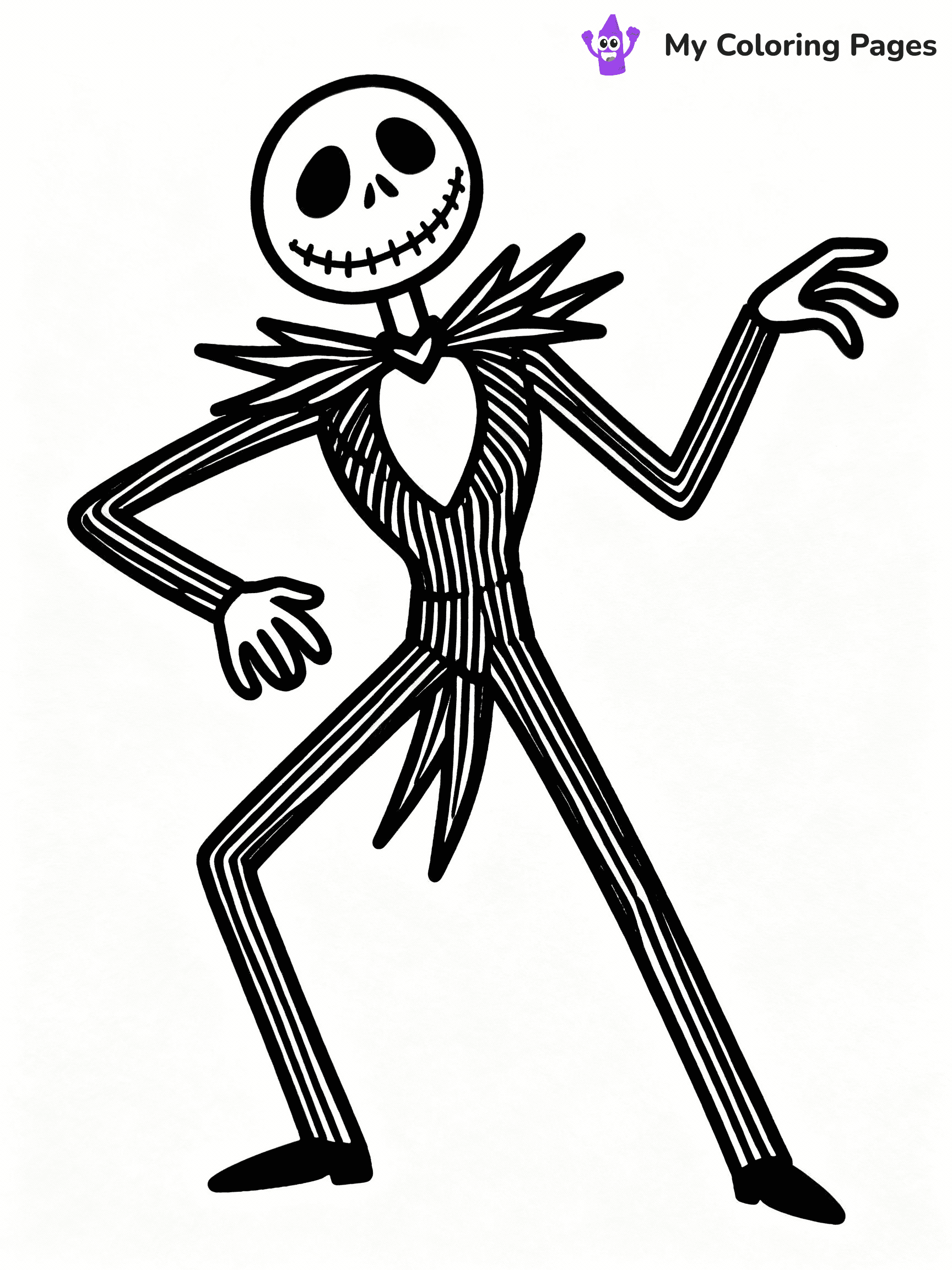 ⚠️ CRITICAL REQUIREMENT - ABSOLUTE BLACK AND WHITE ONLY ⚠️
This MUST be a BLACK AND WHITE line drawing ONLY. NO COLORS whatsoever.
- ONLY pure black lines (#000000) on pure white background (#FFFFFF)
- ABSOLUTELY NO colors, NO shading, NO gradients, NO grayscale
- If there are ANY colors in the output, the image is REJECTED
- This is a COLORING PAGE - meant to be COLORED IN by children
- The output must be UNCOLORED line art ready for coloring
⚠️ SUBJECT TO DRAW: Jack Skellington striking a pose
(REMEMBER: Output must be BLACK AND WHITE line art only, NOT colored!)
# COLORING PAGE: BLACK OUTLINES ONLY - WHITE BACKGROUND MANDATORY
Create a **coloring book page** using EXACTLY two values: black lines, white space.
## NON-NEGOTIABLE BINARY RULES
- **ONLY #000000 (black) and #FFFFFF (white)** - NO other values exist
- **EVERY PIXEL = BLACK OR WHITE** - no gray/shading/antialiasing
- **WHITE BACKGROUND MANDATORY** - entire canvas stays white
- **ALL SHAPES HOLLOW** - everything is empty outlines waiting to be colored
- **FORBIDDEN:** fills, shading, gradients, patterns, textures, colors
- **NO SOLID REGIONS** - if it's not a thin line, it's wrong
## Universal Line Standards
- Black outlines ONLY - thin, uniform weight
- Every shape completely empty inside
- Closed contours suitable for coloring
- Simple flat illustration - zero depth/3D/realism
- **Style:** Whimsical Doodle Art Alley - rounded, friendly outlines (unless specified)
## Everything = Outline Only
- Characters/animals: hollow shapes
- Objects/clothing: empty contours
- Backgrounds/scenery: line work only
- Natural elements: outlined forms
- Dark/night areas: don't exist (use outlined symbols)
- Textures/patterns: convert to simple lines
## The Test
Can a child color EVERY white space with crayons? If any area is pre-filled/shaded/gray or colored in, it FAILS. Every shape must be waiting to receive color.
**FINAL OUTPUT**: Binary coloring page. Black lines define shapes. White spaces ready for coloring. Nothing else exists. No exceptions. Print-ready.
⚠️ FINAL REMINDER: Draw the subject "Jack Skellington striking a pose" as BLACK AND WHITE line art. Zero colors in output.