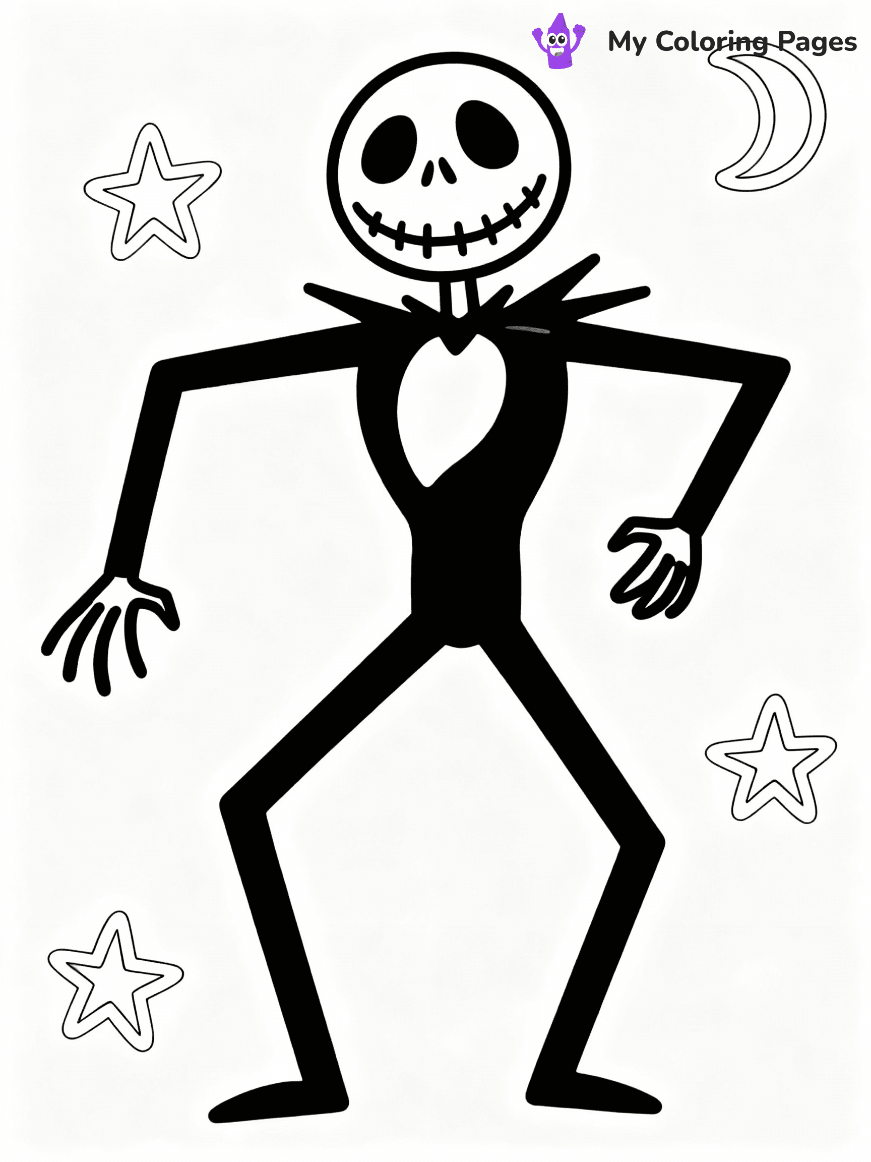 ⚠️ CRITICAL REQUIREMENT - ABSOLUTE BLACK AND WHITE ONLY ⚠️
This MUST be a BLACK AND WHITE line drawing ONLY. NO COLORS whatsoever.
- ONLY pure black lines (#000000) on pure white background (#FFFFFF)
- ABSOLUTELY NO colors, NO shading, NO gradients, NO grayscale
- If there are ANY colors in the output, the image is REJECTED
- This is a COLORING PAGE - meant to be COLORED IN by children
- The output must be UNCOLORED line art ready for coloring
⚠️ SUBJECT TO DRAW: Jack Skellington striking a pose
(REMEMBER: Output must be BLACK AND WHITE line art only, NOT colored!)
# COLORING PAGE: BLACK OUTLINES ONLY - WHITE BACKGROUND MANDATORY
Create a **coloring book page** using EXACTLY two values: black lines, white space.
## NON-NEGOTIABLE BINARY RULES
- **ONLY #000000 (black) and #FFFFFF (white)** - NO other values exist
- **EVERY PIXEL = BLACK OR WHITE** - no gray/shading/antialiasing
- **WHITE BACKGROUND MANDATORY** - entire canvas stays white
- **ALL SHAPES HOLLOW** - everything is empty outlines waiting to be colored
- **FORBIDDEN:** fills, shading, gradients, patterns, textures, colors
- **NO SOLID REGIONS** - if it's not a thin line, it's wrong
## Universal Line Standards
- Black outlines ONLY - thin, uniform weight
- Every shape completely empty inside
- Closed contours suitable for coloring
- Simple flat illustration - zero depth/3D/realism
- **Style:** Whimsical Doodle Art Alley - rounded, friendly outlines (unless specified)
## Everything = Outline Only
- Characters/animals: hollow shapes
- Objects/clothing: empty contours
- Backgrounds/scenery: line work only
- Natural elements: outlined forms
- Dark/night areas: don't exist (use outlined symbols)
- Textures/patterns: convert to simple lines
## The Test
Can a child color EVERY white space with crayons? If any area is pre-filled/shaded/gray or colored in, it FAILS. Every shape must be waiting to receive color.
**FINAL OUTPUT**: Binary coloring page. Black lines define shapes. White spaces ready for coloring. Nothing else exists. No exceptions. Print-ready.
⚠️ FINAL REMINDER: Draw the subject "Jack Skellington striking a pose" as BLACK AND WHITE line art. Zero colors in output.