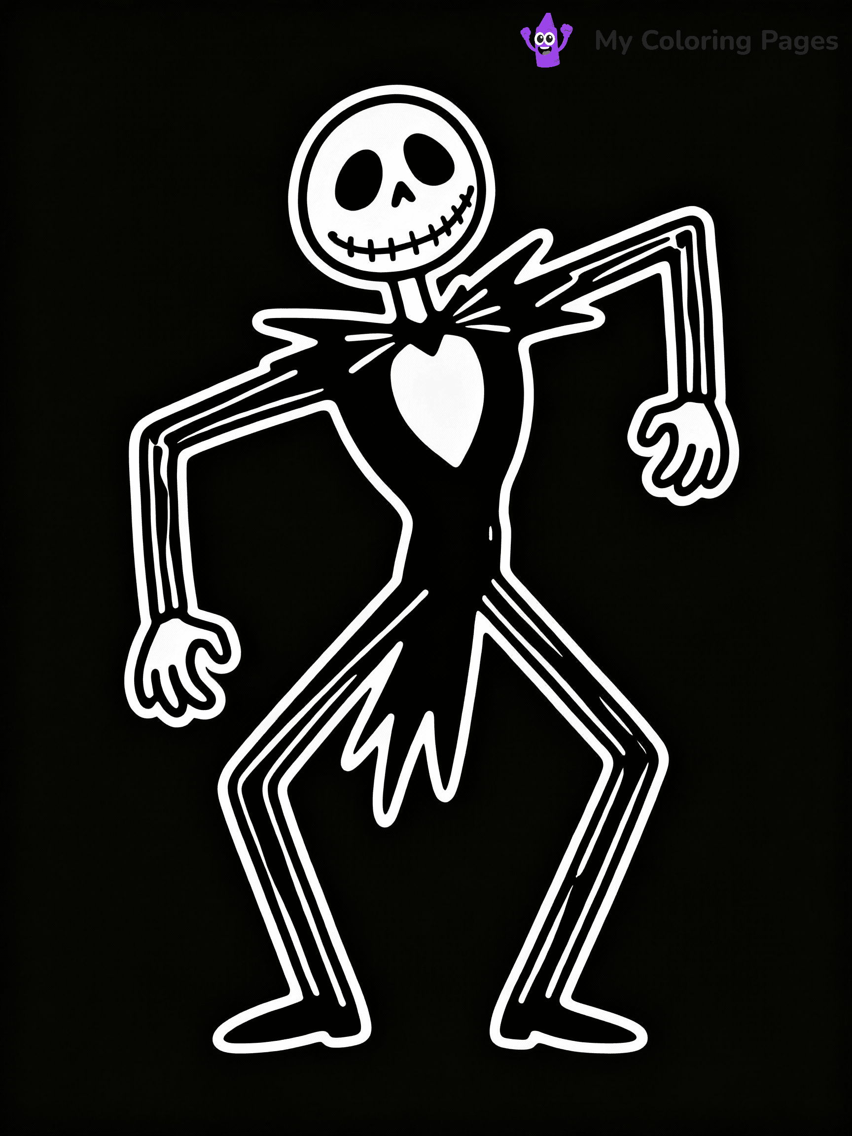 ⚠️ CRITICAL REQUIREMENT - ABSOLUTE BLACK AND WHITE ONLY ⚠️
This MUST be a BLACK AND WHITE line drawing ONLY. NO COLORS whatsoever.
- ONLY pure black lines (#000000) on pure white background (#FFFFFF)
- ABSOLUTELY NO colors, NO shading, NO gradients, NO grayscale
- If there are ANY colors in the output, the image is REJECTED
- This is a COLORING PAGE - meant to be COLORED IN by children
- The output must be UNCOLORED line art ready for coloring
⚠️ SUBJECT TO DRAW: Jack Skellington striking a pose
(REMEMBER: Output must be BLACK AND WHITE line art only, NOT colored!)
# COLORING PAGE: BLACK OUTLINES ONLY - WHITE BACKGROUND MANDATORY
Create a **coloring book page** using EXACTLY two values: black lines, white space.
## NON-NEGOTIABLE BINARY RULES
- **ONLY #000000 (black) and #FFFFFF (white)** - NO other values exist
- **EVERY PIXEL = BLACK OR WHITE** - no gray/shading/antialiasing
- **WHITE BACKGROUND MANDATORY** - entire canvas stays white
- **ALL SHAPES HOLLOW** - everything is empty outlines waiting to be colored
- **FORBIDDEN:** fills, shading, gradients, patterns, textures, colors
- **NO SOLID REGIONS** - if it's not a thin line, it's wrong
## Universal Line Standards
- Black outlines ONLY - thin, uniform weight
- Every shape completely empty inside
- Closed contours suitable for coloring
- Simple flat illustration - zero depth/3D/realism
- **Style:** Whimsical Doodle Art Alley - rounded, friendly outlines (unless specified)
## Everything = Outline Only
- Characters/animals: hollow shapes
- Objects/clothing: empty contours
- Backgrounds/scenery: line work only
- Natural elements: outlined forms
- Dark/night areas: don't exist (use outlined symbols)
- Textures/patterns: convert to simple lines
## The Test
Can a child color EVERY white space with crayons? If any area is pre-filled/shaded/gray or colored in, it FAILS. Every shape must be waiting to receive color.
**FINAL OUTPUT**: Binary coloring page. Black lines define shapes. White spaces ready for coloring. Nothing else exists. No exceptions. Print-ready.
⚠️ FINAL REMINDER: Draw the subject "Jack Skellington striking a pose" as BLACK AND WHITE line art. Zero colors in output.