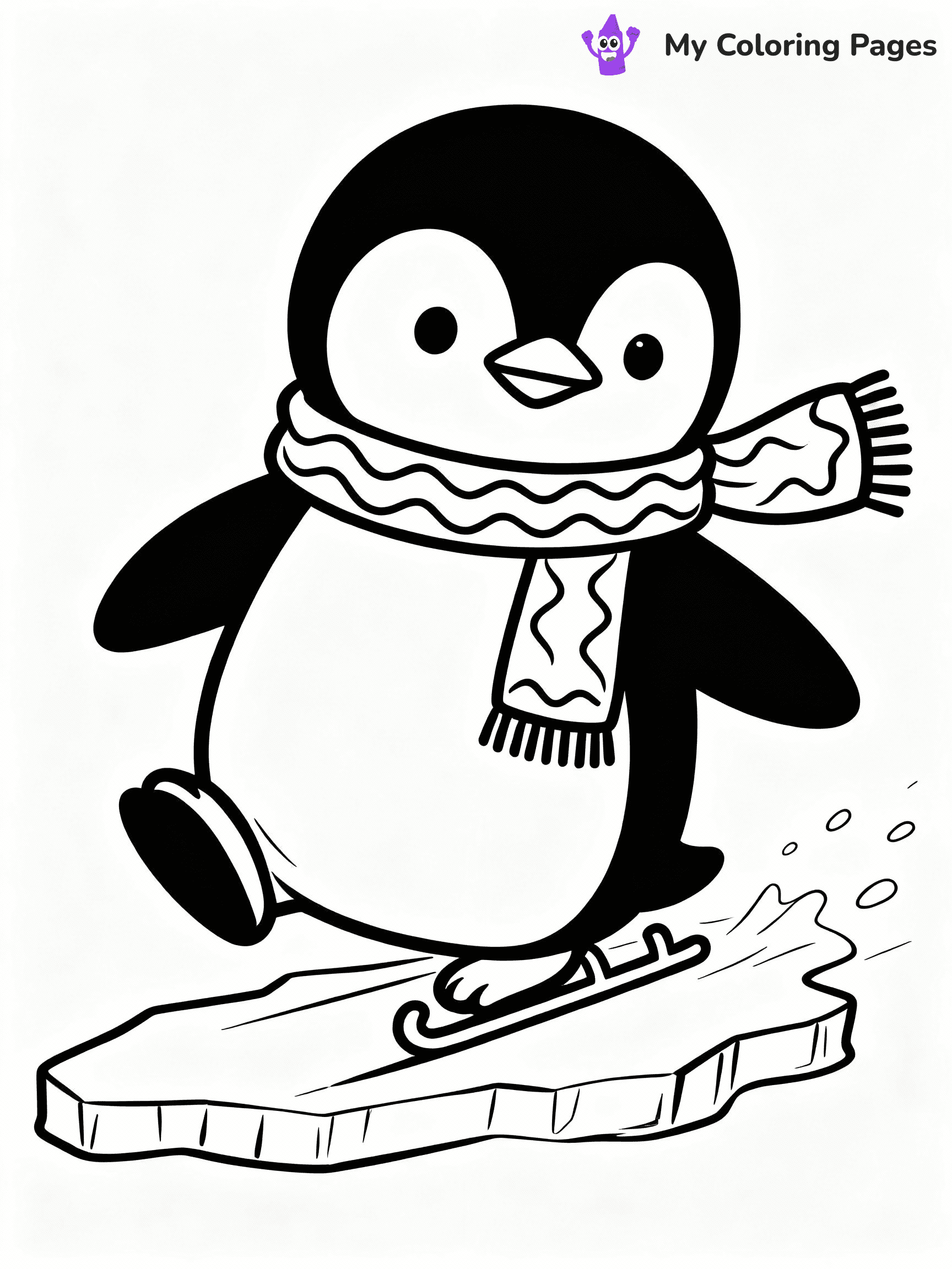 ⚠️ CRITICAL REQUIREMENT - ABSOLUTE BLACK AND WHITE ONLY ⚠️
This MUST be a BLACK AND WHITE line drawing ONLY. NO COLORS whatsoever.
- ONLY pure black lines (#000000) on pure white background (#FFFFFF)
- ABSOLUTELY NO colors, NO shading, NO gradients, NO grayscale
- If there are ANY colors in the output, the image is REJECTED
- This is a COLORING PAGE - meant to be COLORED IN by children
- The output must be UNCOLORED line art ready for coloring
⚠️ SUBJECT TO DRAW: A cute penguin wearing a scarf and sliding on ice, in Christmas-themed style. PURE OUTLINES. NO FILLS, COLOR, SHADING, OR GREYSCALE. WHITE BACKGROUND.
(REMEMBER: Output must be BLACK AND WHITE line art only, NOT colored!)
# Flat, Friendly Cartoon Line-Art Coloring Page
You are generating a **pure black-and-white binary image** of a child-friendly cartoon scene combining characters and background scenery in one cohesive composition.
## Rendering Rules (Strict)
- Only two colors: pure black (#000000) outlines and pure white (#FFFFFF) background.
- No grayscale, shading, gradients, tints, fills, transparency, or partial pixels.
- No antialiasing or blended edges; every pixel is 100% black or white.
- No solid black fills inside shapes — all areas inside outlines must remain white.
- No dark clothing areas or filled tone blocks; all garments outlined only.
- No shadows, textures, lighting, or tonal variations.
- Must look like flat binary vector line-art for coloring pages.
## Drawing & Composition
- **Medium, consistent line weight**; clean closed outlines easy to color inside.
- **Flat, simple, child-friendly design** — no realism or 3D depth.
- Characters are **grounded on a surface**, centered and large.
- **Balanced composition** with clear silhouettes and minimal props.
## Scenery & Style
- Landmarks (e.g., mosque, CN Tower) and scenery (trees, benches, waves) drawn with **black outlines only.**
- For real-world figures, teams, or places, show accurate details using only black outlines—no text or logos. Use distinctive uniform patterns, abstract symbols, and landmark silhouettes to convey identity.
- Keep **consistent perspective**; no floating elements.
- **Style:** whimsical **Doodle Art Alley** — rounded, friendly outlines.
- May adapt shapes from **Crayola, Disney, Peppa Pig, Cocomelon** — *by shape only, never color.*
- Final output: **flat, crisp, binary (#000000/#FFFFFF)**, **no filled color or background text.**
EXTREMELYE IMPORTANT:
- PURE BINARY LINE-ART; NO FILLS (HAIR/CLOTHES/SKIN), SHADING, OR GREY.
- NO SHADING, COLOR. MUST BE WHITE BACKGROUND.
⚠️ FINAL REMINDER: Draw the subject "A cute penguin wearing a scarf and sliding on ice, in Christmas-themed style. PURE OUTLINES. NO FILLS, COLOR, SHADING, OR GREYSCALE. WHITE BACKGROUND." as BLACK AND WHITE line art. Zero colors in output.