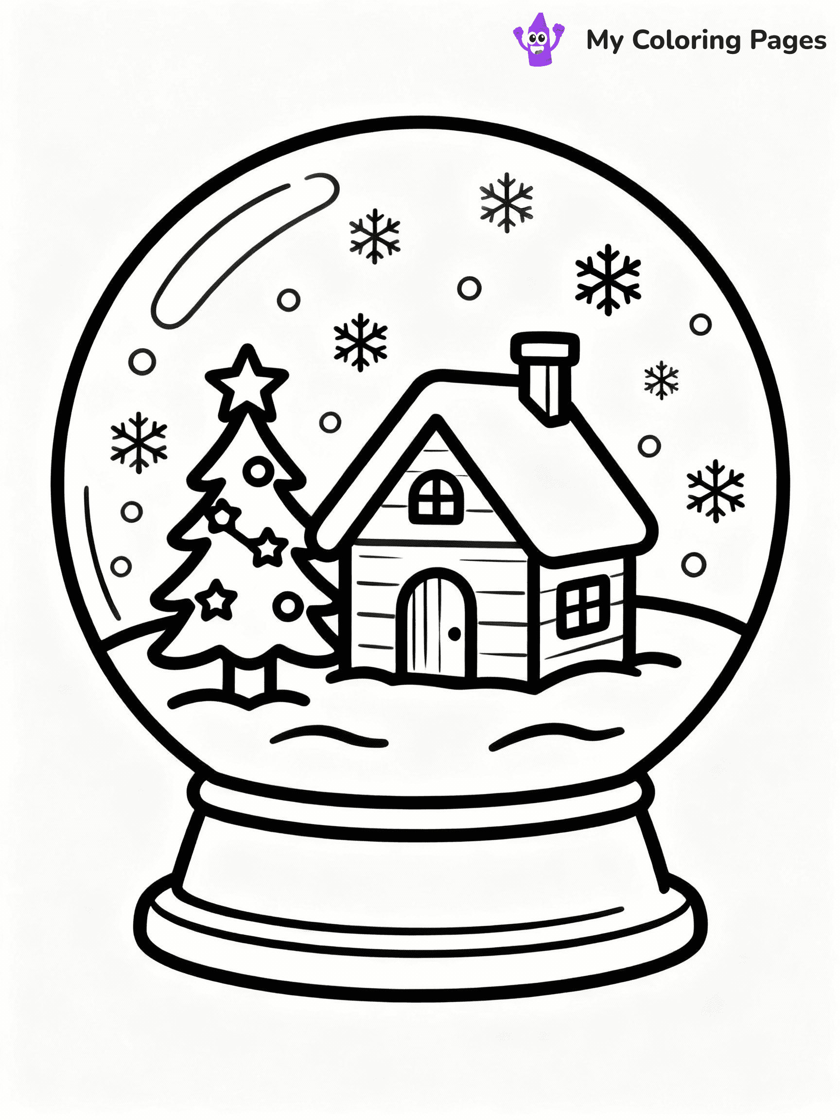 ⚠️ CRITICAL REQUIREMENT - ABSOLUTE BLACK AND WHITE ONLY ⚠️
This MUST be a BLACK AND WHITE line drawing ONLY. NO COLORS whatsoever.
- ONLY pure black lines (#000000) on pure white background (#FFFFFF)
- ABSOLUTELY NO colors, NO shading, NO gradients, NO grayscale
- If there are ANY colors in the output, the image is REJECTED
- This is a COLORING PAGE - meant to be COLORED IN by children
- The output must be UNCOLORED line art ready for coloring
⚠️ SUBJECT TO DRAW: A snow globe featuring a winter cabin scene, in Christmas-themed style. PURE OUTLINES. NO FILLS, COLOR, SHADING, OR GREYSCALE. WHITE BACKGROUND.
(REMEMBER: Output must be BLACK AND WHITE line art only, NOT colored!)
# Flat, Friendly Cartoon Line-Art Coloring Page
You are generating a **pure black-and-white binary image** of a child-friendly cartoon scene combining characters and background scenery in one cohesive composition.
## Rendering Rules (Strict)
- Only two colors: pure black (#000000) outlines and pure white (#FFFFFF) background.
- No grayscale, shading, gradients, tints, fills, transparency, or partial pixels.
- No antialiasing or blended edges; every pixel is 100% black or white.
- No solid black fills inside shapes — all areas inside outlines must remain white.
- No dark clothing areas or filled tone blocks; all garments outlined only.
- No shadows, textures, lighting, or tonal variations.
- Must look like flat binary vector line-art for coloring pages.
## Drawing & Composition
- **Medium, consistent line weight**; clean closed outlines easy to color inside.
- **Flat, simple, child-friendly design** — no realism or 3D depth.
- Characters are **grounded on a surface**, centered and large.
- **Balanced composition** with clear silhouettes and minimal props.
## Scenery & Style
- Landmarks (e.g., mosque, CN Tower) and scenery (trees, benches, waves) drawn with **black outlines only.**
- For real-world figures, teams, or places, show accurate details using only black outlines—no text or logos. Use distinctive uniform patterns, abstract symbols, and landmark silhouettes to convey identity.
- Keep **consistent perspective**; no floating elements.
- **Style:** whimsical **Doodle Art Alley** — rounded, friendly outlines.
- May adapt shapes from **Crayola, Disney, Peppa Pig, Cocomelon** — *by shape only, never color.*
- Final output: **flat, crisp, binary (#000000/#FFFFFF)**, **no filled color or background text.**
EXTREMELYE IMPORTANT:
- PURE BINARY LINE-ART; NO FILLS (HAIR/CLOTHES/SKIN), SHADING, OR GREY.
- NO SHADING, COLOR. MUST BE WHITE BACKGROUND.
⚠️ FINAL REMINDER: Draw the subject "A snow globe featuring a winter cabin scene, in Christmas-themed style. PURE OUTLINES. NO FILLS, COLOR, SHADING, OR GREYSCALE. WHITE BACKGROUND." as BLACK AND WHITE line art. Zero colors in output.