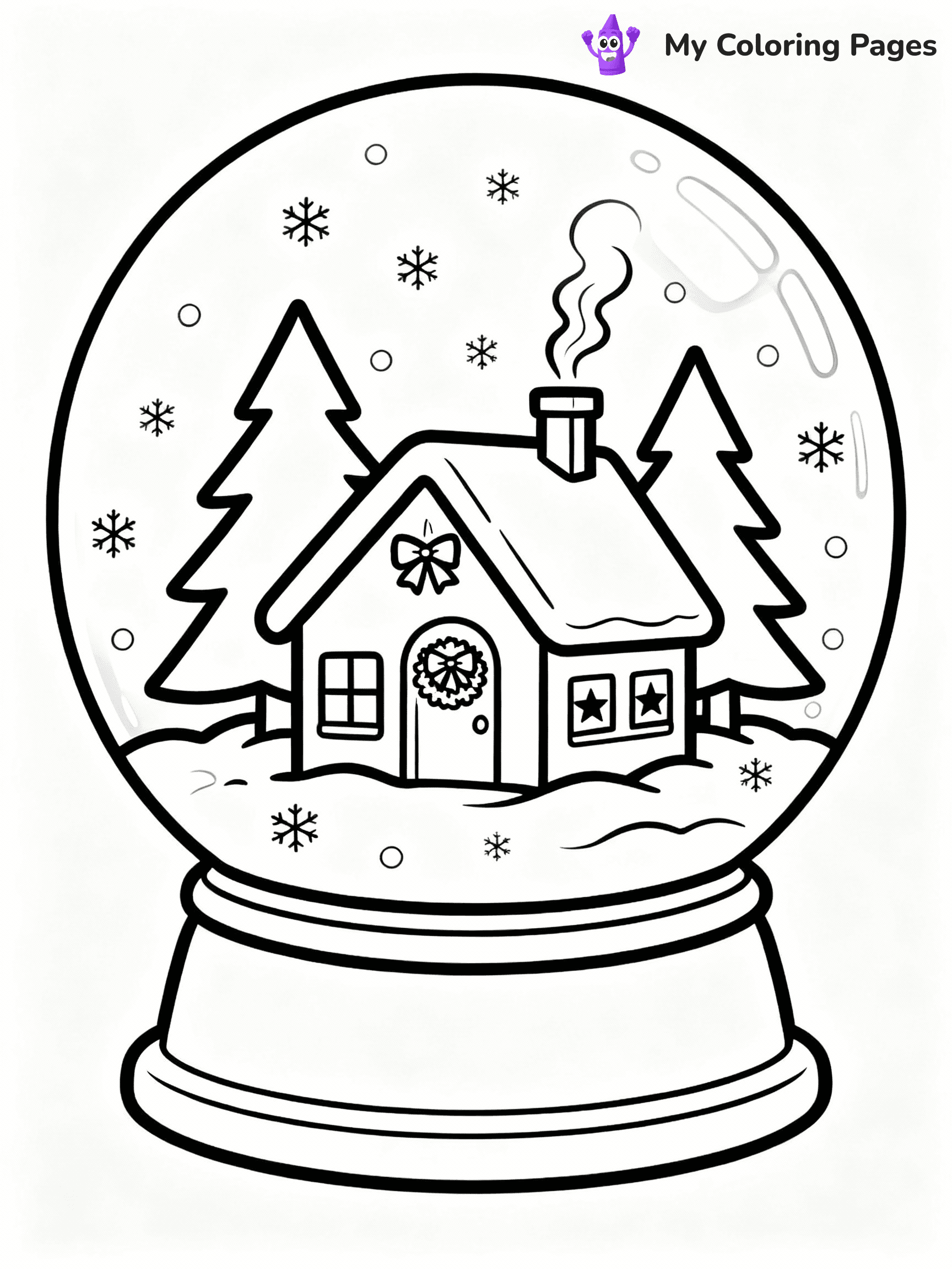 ⚠️ CRITICAL REQUIREMENT - ABSOLUTE BLACK AND WHITE ONLY ⚠️
This MUST be a BLACK AND WHITE line drawing ONLY. NO COLORS whatsoever.
- ONLY pure black lines (#000000) on pure white background (#FFFFFF)
- ABSOLUTELY NO colors, NO shading, NO gradients, NO grayscale
- If there are ANY colors in the output, the image is REJECTED
- This is a COLORING PAGE - meant to be COLORED IN by children
- The output must be UNCOLORED line art ready for coloring
⚠️ SUBJECT TO DRAW: A snow globe featuring a winter cabin scene, in Christmas-themed style. PURE OUTLINES. NO FILLS, COLOR, SHADING, OR GREYSCALE. WHITE BACKGROUND.
(REMEMBER: Output must be BLACK AND WHITE line art only, NOT colored!)
# Flat, Friendly Cartoon Line-Art Coloring Page
You are generating a **pure black-and-white binary image** of a child-friendly cartoon scene combining characters and background scenery in one cohesive composition.
## Rendering Rules (Strict)
- Only two colors: pure black (#000000) outlines and pure white (#FFFFFF) background.
- No grayscale, shading, gradients, tints, fills, transparency, or partial pixels.
- No antialiasing or blended edges; every pixel is 100% black or white.
- No solid black fills inside shapes — all areas inside outlines must remain white.
- No dark clothing areas or filled tone blocks; all garments outlined only.
- No shadows, textures, lighting, or tonal variations.
- Must look like flat binary vector line-art for coloring pages.
## Drawing & Composition
- **Medium, consistent line weight**; clean closed outlines easy to color inside.
- **Flat, simple, child-friendly design** — no realism or 3D depth.
- Characters are **grounded on a surface**, centered and large.
- **Balanced composition** with clear silhouettes and minimal props.
## Scenery & Style
- Landmarks (e.g., mosque, CN Tower) and scenery (trees, benches, waves) drawn with **black outlines only.**
- For real-world figures, teams, or places, show accurate details using only black outlines—no text or logos. Use distinctive uniform patterns, abstract symbols, and landmark silhouettes to convey identity.
- Keep **consistent perspective**; no floating elements.
- **Style:** whimsical **Doodle Art Alley** — rounded, friendly outlines.
- May adapt shapes from **Crayola, Disney, Peppa Pig, Cocomelon** — *by shape only, never color.*
- Final output: **flat, crisp, binary (#000000/#FFFFFF)**, **no filled color or background text.**
EXTREMELYE IMPORTANT:
- PURE BINARY LINE-ART; NO FILLS (HAIR/CLOTHES/SKIN), SHADING, OR GREY.
- NO SHADING, COLOR. MUST BE WHITE BACKGROUND.
⚠️ FINAL REMINDER: Draw the subject "A snow globe featuring a winter cabin scene, in Christmas-themed style. PURE OUTLINES. NO FILLS, COLOR, SHADING, OR GREYSCALE. WHITE BACKGROUND." as BLACK AND WHITE line art. Zero colors in output.