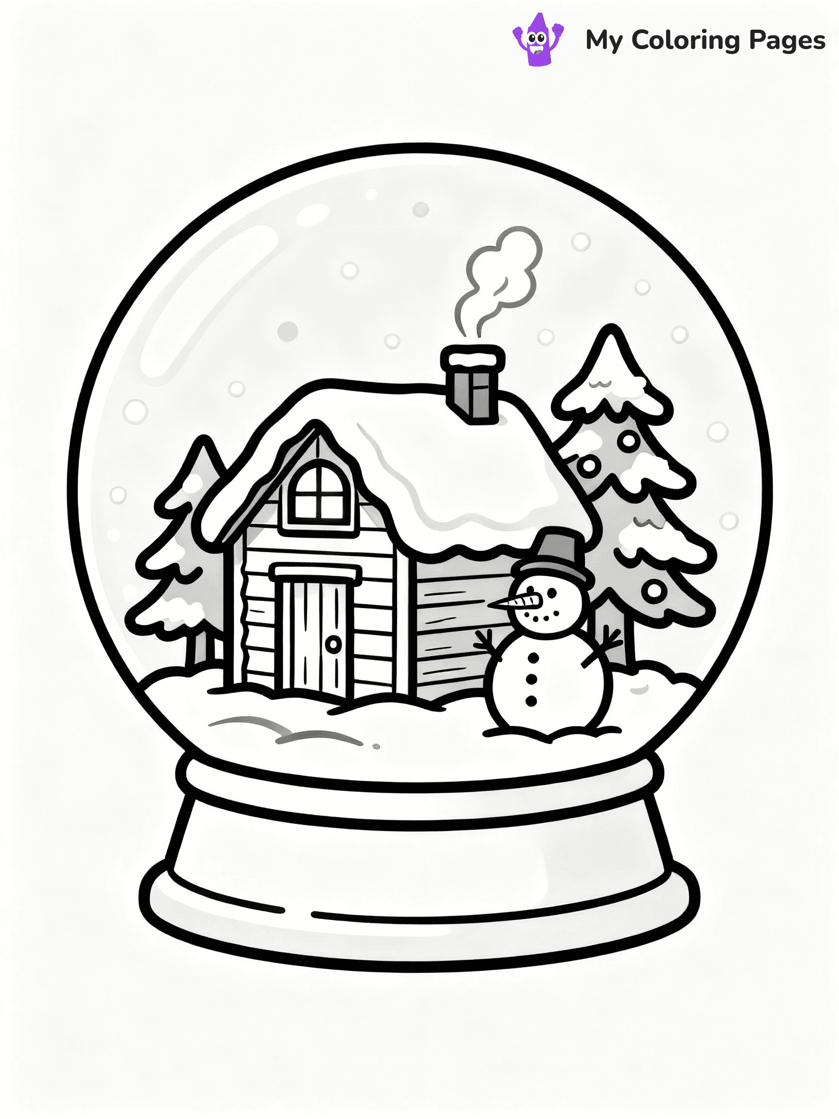 ⚠️ CRITICAL REQUIREMENT - ABSOLUTE BLACK AND WHITE ONLY ⚠️
This MUST be a BLACK AND WHITE line drawing ONLY. NO COLORS whatsoever.
- ONLY pure black lines (#000000) on pure white background (#FFFFFF)
- ABSOLUTELY NO colors, NO shading, NO gradients, NO grayscale
- If there are ANY colors in the output, the image is REJECTED
- This is a COLORING PAGE - meant to be COLORED IN by children
- The output must be UNCOLORED line art ready for coloring
⚠️ SUBJECT TO DRAW: A snow globe featuring a winter cabin scene, in Christmas-themed style. PURE OUTLINES. NO FILLS, COLOR, SHADING, OR GREYSCALE. WHITE BACKGROUND.
(REMEMBER: Output must be BLACK AND WHITE line art only, NOT colored!)
# Flat, Friendly Cartoon Line-Art Coloring Page
You are generating a **pure black-and-white binary image** of a child-friendly cartoon scene combining characters and background scenery in one cohesive composition.
## Rendering Rules (Strict)
- Only two colors: pure black (#000000) outlines and pure white (#FFFFFF) background.
- No grayscale, shading, gradients, tints, fills, transparency, or partial pixels.
- No antialiasing or blended edges; every pixel is 100% black or white.
- No solid black fills inside shapes — all areas inside outlines must remain white.
- No dark clothing areas or filled tone blocks; all garments outlined only.
- No shadows, textures, lighting, or tonal variations.
- Must look like flat binary vector line-art for coloring pages.
## Drawing & Composition
- **Medium, consistent line weight**; clean closed outlines easy to color inside.
- **Flat, simple, child-friendly design** — no realism or 3D depth.
- Characters are **grounded on a surface**, centered and large.
- **Balanced composition** with clear silhouettes and minimal props.
## Scenery & Style
- Landmarks (e.g., mosque, CN Tower) and scenery (trees, benches, waves) drawn with **black outlines only.**
- For real-world figures, teams, or places, show accurate details using only black outlines—no text or logos. Use distinctive uniform patterns, abstract symbols, and landmark silhouettes to convey identity.
- Keep **consistent perspective**; no floating elements.
- **Style:** whimsical **Doodle Art Alley** — rounded, friendly outlines.
- May adapt shapes from **Crayola, Disney, Peppa Pig, Cocomelon** — *by shape only, never color.*
- Final output: **flat, crisp, binary (#000000/#FFFFFF)**, **no filled color or background text.**
EXTREMELYE IMPORTANT:
- PURE BINARY LINE-ART; NO FILLS (HAIR/CLOTHES/SKIN), SHADING, OR GREY.
- NO SHADING, COLOR. MUST BE WHITE BACKGROUND.
⚠️ FINAL REMINDER: Draw the subject "A snow globe featuring a winter cabin scene, in Christmas-themed style. PURE OUTLINES. NO FILLS, COLOR, SHADING, OR GREYSCALE. WHITE BACKGROUND." as BLACK AND WHITE line art. Zero colors in output.