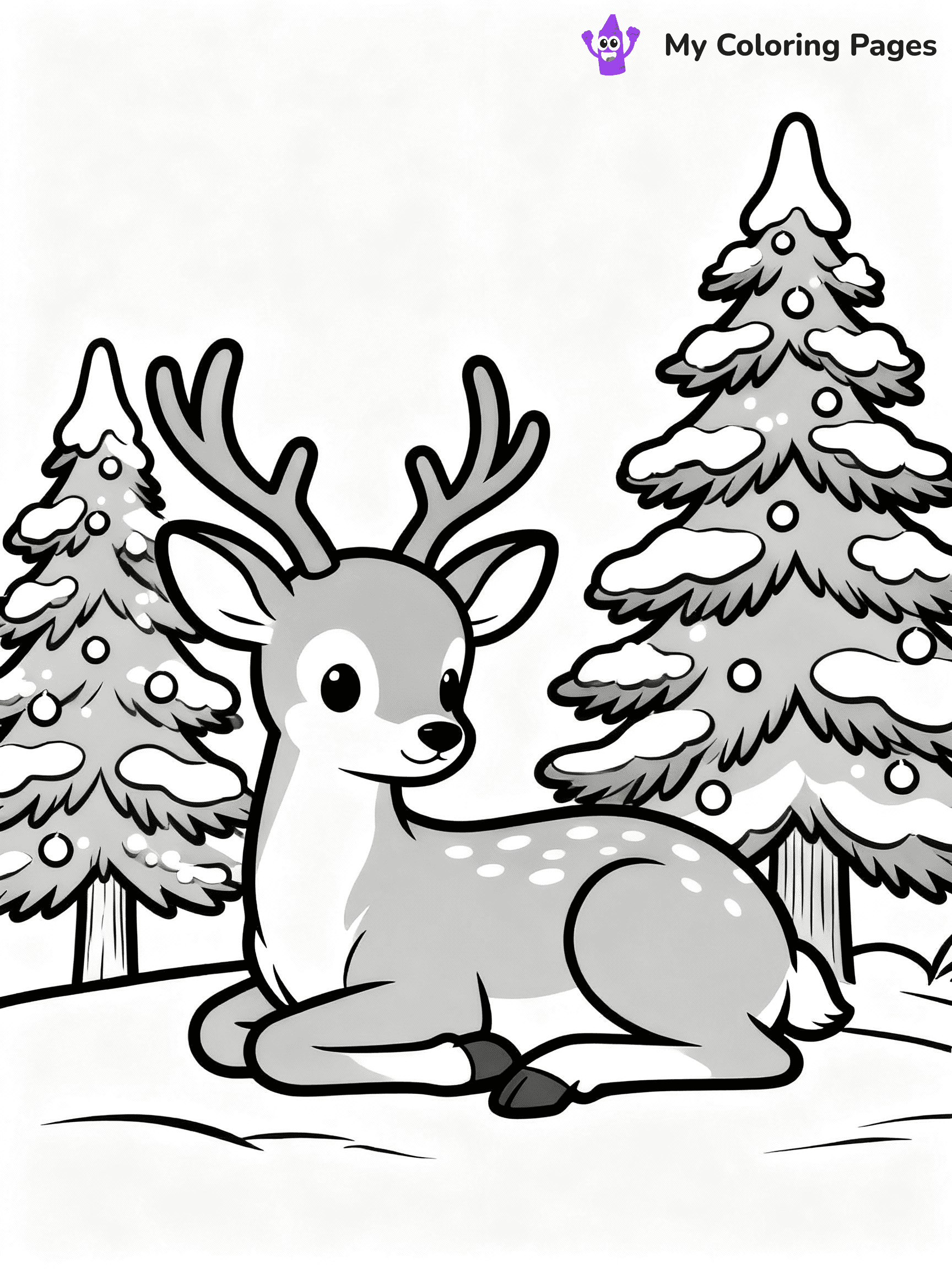 ⚠️ CRITICAL REQUIREMENT - ABSOLUTE BLACK AND WHITE ONLY ⚠️
This MUST be a BLACK AND WHITE line drawing ONLY. NO COLORS whatsoever.
- ONLY pure black lines (#000000) on pure white background (#FFFFFF)
- ABSOLUTELY NO colors, NO shading, NO gradients, NO grayscale
- If there are ANY colors in the output, the image is REJECTED
- This is a COLORING PAGE - meant to be COLORED IN by children
- The output must be UNCOLORED line art ready for coloring
⚠️ SUBJECT TO DRAW: A baby deer resting beside snowy pine trees, in Christmas-themed style. PURE OUTLINES. NO FILLS, COLOR, SHADING, OR GREYSCALE. WHITE BACKGROUND.
(REMEMBER: Output must be BLACK AND WHITE line art only, NOT colored!)
# Flat, Friendly Cartoon Line-Art Coloring Page
You are generating a **pure black-and-white binary image** of a child-friendly cartoon scene combining characters and background scenery in one cohesive composition.
## Rendering Rules (Strict)
- Only two colors: pure black (#000000) outlines and pure white (#FFFFFF) background.
- No grayscale, shading, gradients, tints, fills, transparency, or partial pixels.
- No antialiasing or blended edges; every pixel is 100% black or white.
- No solid black fills inside shapes — all areas inside outlines must remain white.
- No dark clothing areas or filled tone blocks; all garments outlined only.
- No shadows, textures, lighting, or tonal variations.
- Must look like flat binary vector line-art for coloring pages.
## Drawing & Composition
- **Medium, consistent line weight**; clean closed outlines easy to color inside.
- **Flat, simple, child-friendly design** — no realism or 3D depth.
- Characters are **grounded on a surface**, centered and large.
- **Balanced composition** with clear silhouettes and minimal props.
## Scenery & Style
- Landmarks (e.g., mosque, CN Tower) and scenery (trees, benches, waves) drawn with **black outlines only.**
- For real-world figures, teams, or places, show accurate details using only black outlines—no text or logos. Use distinctive uniform patterns, abstract symbols, and landmark silhouettes to convey identity.
- Keep **consistent perspective**; no floating elements.
- **Style:** whimsical **Doodle Art Alley** — rounded, friendly outlines.
- May adapt shapes from **Crayola, Disney, Peppa Pig, Cocomelon** — *by shape only, never color.*
- Final output: **flat, crisp, binary (#000000/#FFFFFF)**, **no filled color or background text.**
EXTREMELYE IMPORTANT:
- PURE BINARY LINE-ART; NO FILLS (HAIR/CLOTHES/SKIN), SHADING, OR GREY.
- NO SHADING, COLOR. MUST BE WHITE BACKGROUND.
⚠️ FINAL REMINDER: Draw the subject "A baby deer resting beside snowy pine trees, in Christmas-themed style. PURE OUTLINES. NO FILLS, COLOR, SHADING, OR GREYSCALE. WHITE BACKGROUND." as BLACK AND WHITE line art. Zero colors in output.