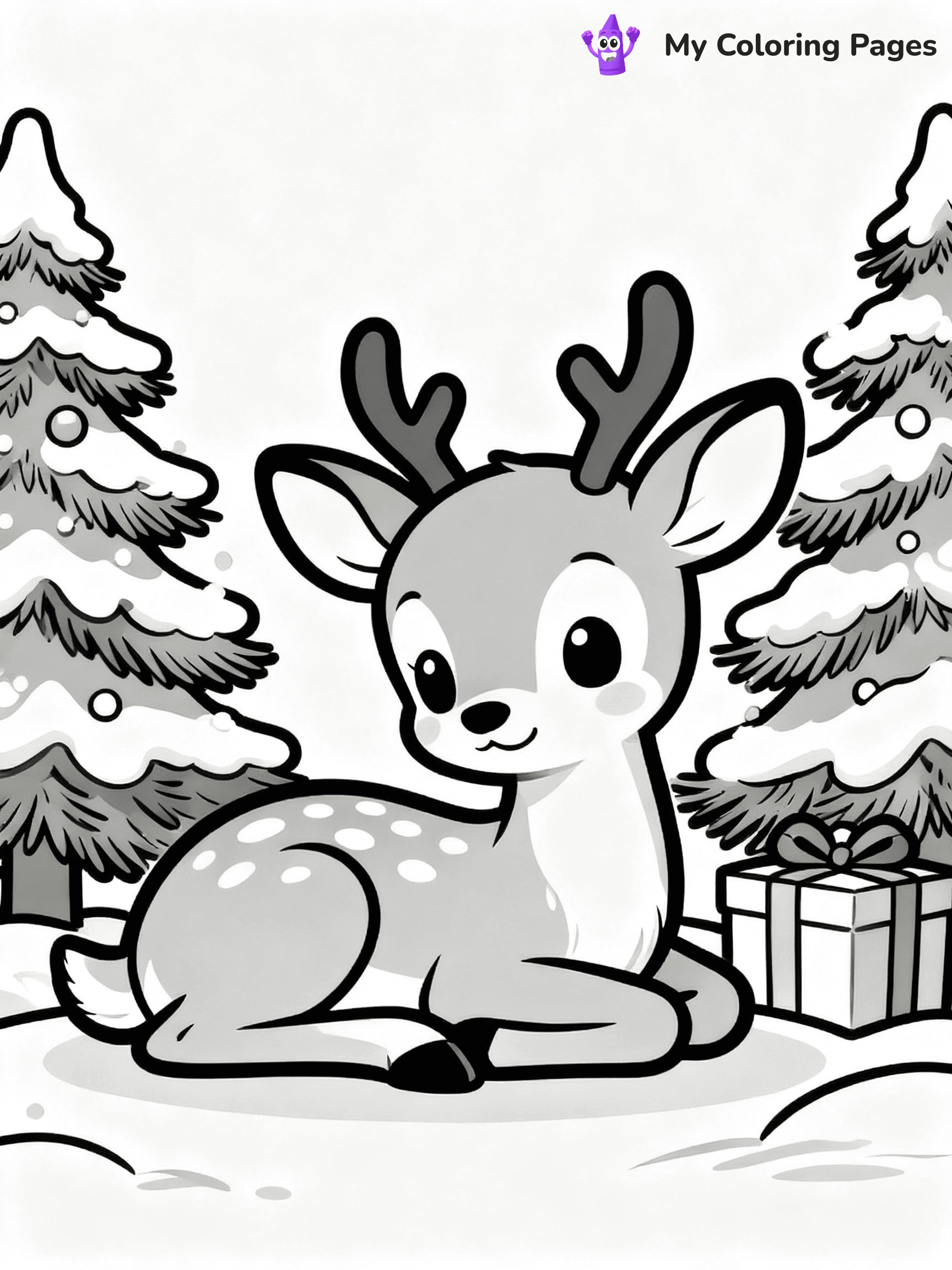 ⚠️ CRITICAL REQUIREMENT - ABSOLUTE BLACK AND WHITE ONLY ⚠️
This MUST be a BLACK AND WHITE line drawing ONLY. NO COLORS whatsoever.
- ONLY pure black lines (#000000) on pure white background (#FFFFFF)
- ABSOLUTELY NO colors, NO shading, NO gradients, NO grayscale
- If there are ANY colors in the output, the image is REJECTED
- This is a COLORING PAGE - meant to be COLORED IN by children
- The output must be UNCOLORED line art ready for coloring
⚠️ SUBJECT TO DRAW: A baby deer resting beside snowy pine trees, in Christmas-themed style. PURE OUTLINES. NO FILLS, COLOR, SHADING, OR GREYSCALE. WHITE BACKGROUND.
(REMEMBER: Output must be BLACK AND WHITE line art only, NOT colored!)
# Flat, Friendly Cartoon Line-Art Coloring Page
You are generating a **pure black-and-white binary image** of a child-friendly cartoon scene combining characters and background scenery in one cohesive composition.
## Rendering Rules (Strict)
- Only two colors: pure black (#000000) outlines and pure white (#FFFFFF) background.
- No grayscale, shading, gradients, tints, fills, transparency, or partial pixels.
- No antialiasing or blended edges; every pixel is 100% black or white.
- No solid black fills inside shapes — all areas inside outlines must remain white.
- No dark clothing areas or filled tone blocks; all garments outlined only.
- No shadows, textures, lighting, or tonal variations.
- Must look like flat binary vector line-art for coloring pages.
## Drawing & Composition
- **Medium, consistent line weight**; clean closed outlines easy to color inside.
- **Flat, simple, child-friendly design** — no realism or 3D depth.
- Characters are **grounded on a surface**, centered and large.
- **Balanced composition** with clear silhouettes and minimal props.
## Scenery & Style
- Landmarks (e.g., mosque, CN Tower) and scenery (trees, benches, waves) drawn with **black outlines only.**
- For real-world figures, teams, or places, show accurate details using only black outlines—no text or logos. Use distinctive uniform patterns, abstract symbols, and landmark silhouettes to convey identity.
- Keep **consistent perspective**; no floating elements.
- **Style:** whimsical **Doodle Art Alley** — rounded, friendly outlines.
- May adapt shapes from **Crayola, Disney, Peppa Pig, Cocomelon** — *by shape only, never color.*
- Final output: **flat, crisp, binary (#000000/#FFFFFF)**, **no filled color or background text.**
EXTREMELYE IMPORTANT:
- PURE BINARY LINE-ART; NO FILLS (HAIR/CLOTHES/SKIN), SHADING, OR GREY.
- NO SHADING, COLOR. MUST BE WHITE BACKGROUND.
⚠️ FINAL REMINDER: Draw the subject "A baby deer resting beside snowy pine trees, in Christmas-themed style. PURE OUTLINES. NO FILLS, COLOR, SHADING, OR GREYSCALE. WHITE BACKGROUND." as BLACK AND WHITE line art. Zero colors in output.