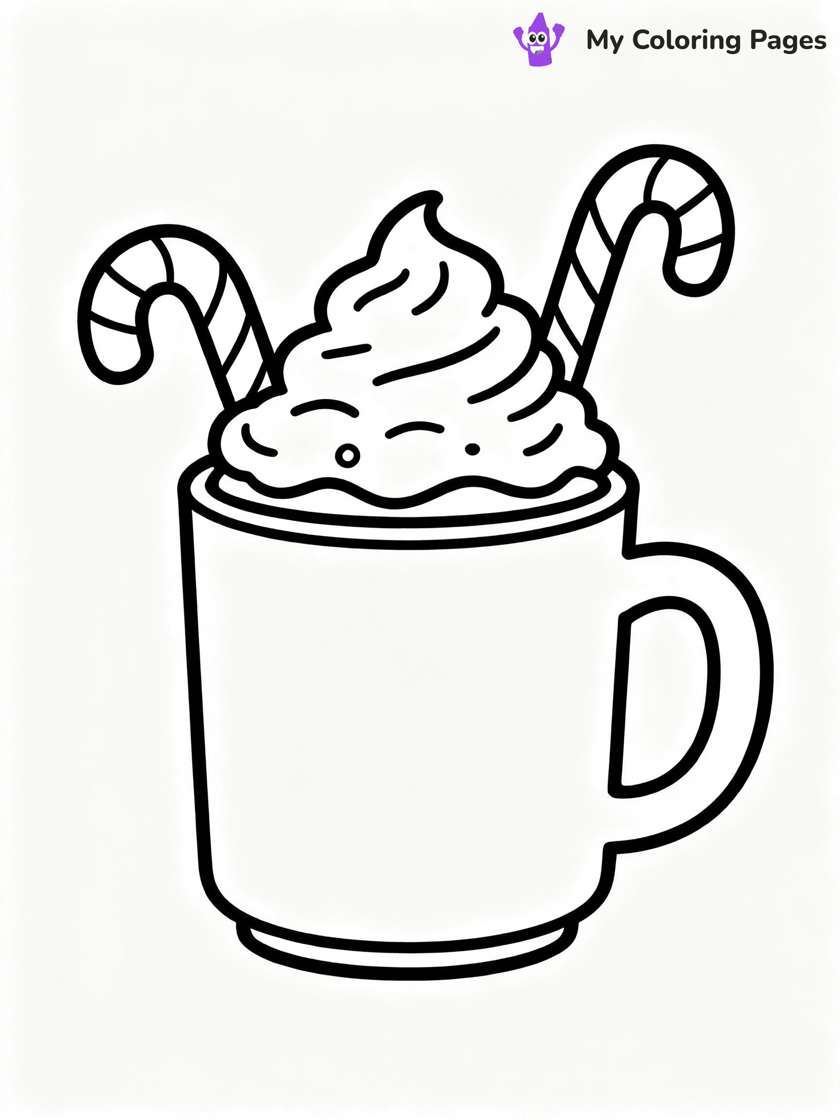 ⚠️ CRITICAL REQUIREMENT - ABSOLUTE BLACK AND WHITE ONLY ⚠️
This MUST be a BLACK AND WHITE line drawing ONLY. NO COLORS whatsoever.
- ONLY pure black lines (#000000) on pure white background (#FFFFFF)
- ABSOLUTELY NO colors, NO shading, NO gradients, NO grayscale
- If there are ANY colors in the output, the image is REJECTED
- This is a COLORING PAGE - meant to be COLORED IN by children
- The output must be UNCOLORED line art ready for coloring
⚠️ SUBJECT TO DRAW: A cozy hot cocoa mug with candy canes and whipped cream, in Christmas-themed style. PURE OUTLINES. NO FILLS, COLOR, SHADING, OR GREYSCALE. WHITE BACKGROUND.
(REMEMBER: Output must be BLACK AND WHITE line art only, NOT colored!)
# Flat, Friendly Cartoon Line-Art Coloring Page
You are generating a **pure black-and-white binary image** of a child-friendly cartoon scene combining characters and background scenery in one cohesive composition.
## Rendering Rules (Strict)
- Only two colors: pure black (#000000) outlines and pure white (#FFFFFF) background.
- No grayscale, shading, gradients, tints, fills, transparency, or partial pixels.
- No antialiasing or blended edges; every pixel is 100% black or white.
- No solid black fills inside shapes — all areas inside outlines must remain white.
- No dark clothing areas or filled tone blocks; all garments outlined only.
- No shadows, textures, lighting, or tonal variations.
- Must look like flat binary vector line-art for coloring pages.
## Drawing & Composition
- **Medium, consistent line weight**; clean closed outlines easy to color inside.
- **Flat, simple, child-friendly design** — no realism or 3D depth.
- Characters are **grounded on a surface**, centered and large.
- **Balanced composition** with clear silhouettes and minimal props.
## Scenery & Style
- Landmarks (e.g., mosque, CN Tower) and scenery (trees, benches, waves) drawn with **black outlines only.**
- For real-world figures, teams, or places, show accurate details using only black outlines—no text or logos. Use distinctive uniform patterns, abstract symbols, and landmark silhouettes to convey identity.
- Keep **consistent perspective**; no floating elements.
- **Style:** whimsical **Doodle Art Alley** — rounded, friendly outlines.
- May adapt shapes from **Crayola, Disney, Peppa Pig, Cocomelon** — *by shape only, never color.*
- Final output: **flat, crisp, binary (#000000/#FFFFFF)**, **no filled color or background text.**
EXTREMELYE IMPORTANT:
- PURE BINARY LINE-ART; NO FILLS (HAIR/CLOTHES/SKIN), SHADING, OR GREY.
- NO SHADING, COLOR. MUST BE WHITE BACKGROUND.
⚠️ FINAL REMINDER: Draw the subject "A cozy hot cocoa mug with candy canes and whipped cream, in Christmas-themed style. PURE OUTLINES. NO FILLS, COLOR, SHADING, OR GREYSCALE. WHITE BACKGROUND." as BLACK AND WHITE line art. Zero colors in output.