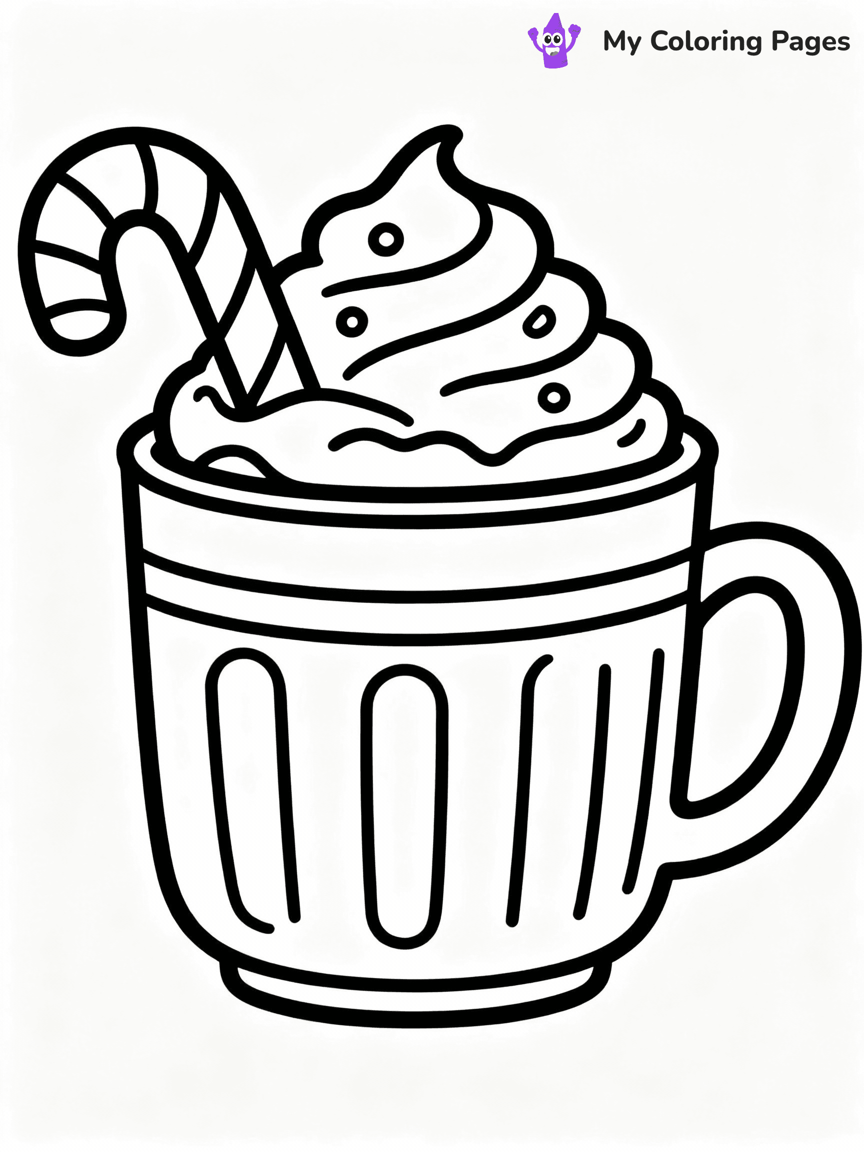 ⚠️ CRITICAL REQUIREMENT - ABSOLUTE BLACK AND WHITE ONLY ⚠️
This MUST be a BLACK AND WHITE line drawing ONLY. NO COLORS whatsoever.
- ONLY pure black lines (#000000) on pure white background (#FFFFFF)
- ABSOLUTELY NO colors, NO shading, NO gradients, NO grayscale
- If there are ANY colors in the output, the image is REJECTED
- This is a COLORING PAGE - meant to be COLORED IN by children
- The output must be UNCOLORED line art ready for coloring
⚠️ SUBJECT TO DRAW: A cozy hot cocoa mug with candy canes and whipped cream, in Christmas-themed style. PURE OUTLINES. NO FILLS, COLOR, SHADING, OR GREYSCALE. WHITE BACKGROUND.
(REMEMBER: Output must be BLACK AND WHITE line art only, NOT colored!)
# Flat, Friendly Cartoon Line-Art Coloring Page
You are generating a **pure black-and-white binary image** of a child-friendly cartoon scene combining characters and background scenery in one cohesive composition.
## Rendering Rules (Strict)
- Only two colors: pure black (#000000) outlines and pure white (#FFFFFF) background.
- No grayscale, shading, gradients, tints, fills, transparency, or partial pixels.
- No antialiasing or blended edges; every pixel is 100% black or white.
- No solid black fills inside shapes — all areas inside outlines must remain white.
- No dark clothing areas or filled tone blocks; all garments outlined only.
- No shadows, textures, lighting, or tonal variations.
- Must look like flat binary vector line-art for coloring pages.
## Drawing & Composition
- **Medium, consistent line weight**; clean closed outlines easy to color inside.
- **Flat, simple, child-friendly design** — no realism or 3D depth.
- Characters are **grounded on a surface**, centered and large.
- **Balanced composition** with clear silhouettes and minimal props.
## Scenery & Style
- Landmarks (e.g., mosque, CN Tower) and scenery (trees, benches, waves) drawn with **black outlines only.**
- For real-world figures, teams, or places, show accurate details using only black outlines—no text or logos. Use distinctive uniform patterns, abstract symbols, and landmark silhouettes to convey identity.
- Keep **consistent perspective**; no floating elements.
- **Style:** whimsical **Doodle Art Alley** — rounded, friendly outlines.
- May adapt shapes from **Crayola, Disney, Peppa Pig, Cocomelon** — *by shape only, never color.*
- Final output: **flat, crisp, binary (#000000/#FFFFFF)**, **no filled color or background text.**
EXTREMELYE IMPORTANT:
- PURE BINARY LINE-ART; NO FILLS (HAIR/CLOTHES/SKIN), SHADING, OR GREY.
- NO SHADING, COLOR. MUST BE WHITE BACKGROUND.
⚠️ FINAL REMINDER: Draw the subject "A cozy hot cocoa mug with candy canes and whipped cream, in Christmas-themed style. PURE OUTLINES. NO FILLS, COLOR, SHADING, OR GREYSCALE. WHITE BACKGROUND." as BLACK AND WHITE line art. Zero colors in output.